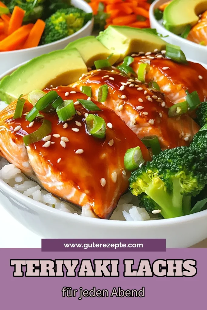 Entdecken Sie dieses köstliche Teriyaki Lachs Rezept, das gesunde Lachsgerichte auf ein neues Level hebt! Diese Lachs Schalen kombiniert saftigen Lachs mit aromatischem Jasminreis, frischem Gemüse und einer köstlichen Teriyaki-Glasur. Perfekt für asiatische Schalen und eine nahrhafte Mahlzeit. Probieren Sie es aus und bringen Sie Abwechslung in Ihre Küche! Speichern Sie das Rezept und genießen Sie es! #TeriyakiLachs #GesundeLachsgerichte #AsiatischeSchalen #JasminreisMitLachs