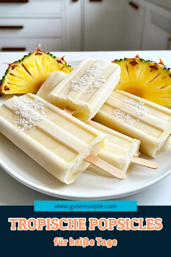 Genießen Sie die erfrischenden Tropische Kokosnuss-Ananas-Popsicles und bringen Sie den Sommer in Ihr Zuhause! Dieses einfache Rezept mit frischer Ananas, cremiger Kokosmilch und einem Hauch von Limettensaft sorgt für einen köstlichen Genuss an heißen Tagen. Perfekt für Kinder und Erwachsene! Klicken Sie jetzt, um die Schritt-für-Schritt-Anleitung und weitere leckere Ideen zu entdecken! #Eisrezepte #TropischePopsicles #Kokosnuss #Sommergenuss