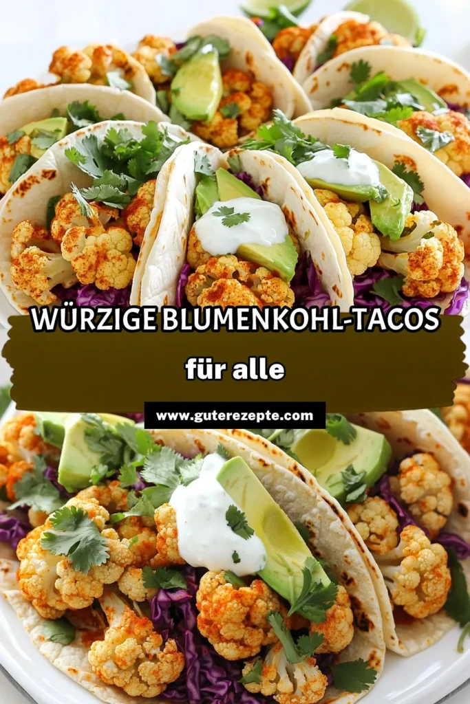 Entdecke, wie einfach es ist, pikante geröstete Blumenkohl-Tacos zuhause zuzubereiten! Mit nur wenigen Zutaten zauberst du ein köstliches und gesundes Gericht, das perfekt für jedes Essen ist. Du wirst begeistert sein von den Aromen und der Frische. Lass dich inspirieren und klicke jetzt, um das vollständige Rezept zu entdecken und deine Gäste zu beeindrucken! #BlumenkohlTacos #GesundeRezepte #Vegetarisch #LeckereTacos