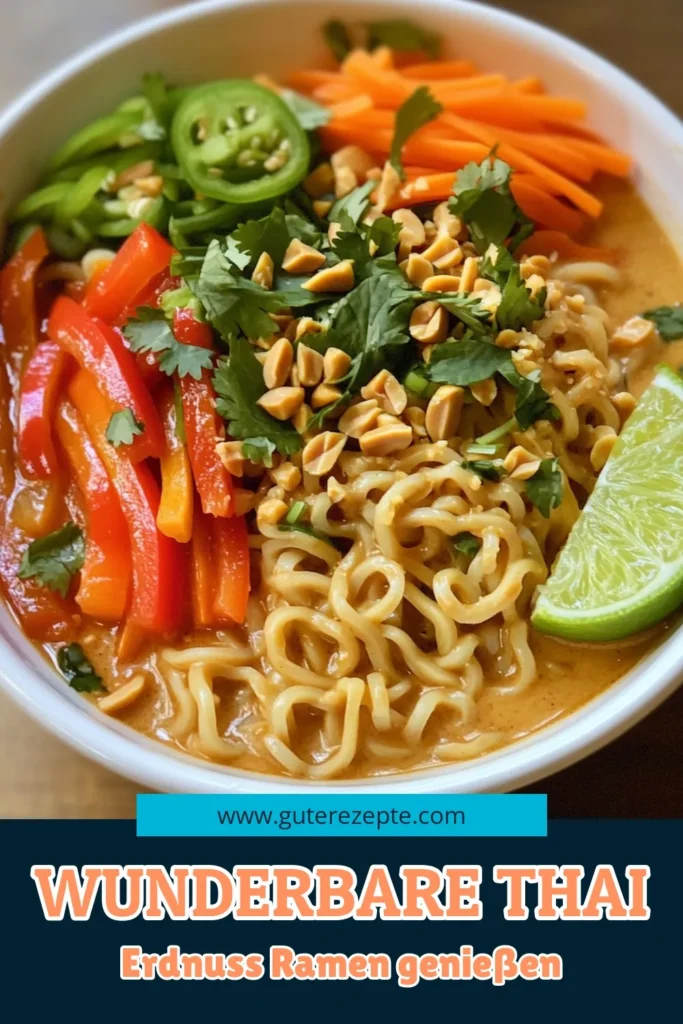 Entdecken Sie das köstliche Rezept für Verführerische Thai-Peanut-Ramen, das in nur 15 Minuten zubereitet ist! Mit cremiger Erdnussbutter, frischem Gemüse und einer spritzigen Sauce werden diese Ramen Ihr neues Lieblingsgericht. Perfekt für ein schnelles Abendessen oder als einfacher Snack. Klicken Sie hier, um das vollständige Rezept zu sehen und Ihre Geschmacksknospen zu verwöhnen! #ThaiRamen #Erdnussbutter #schnelleRezepte #LeckeresEssen