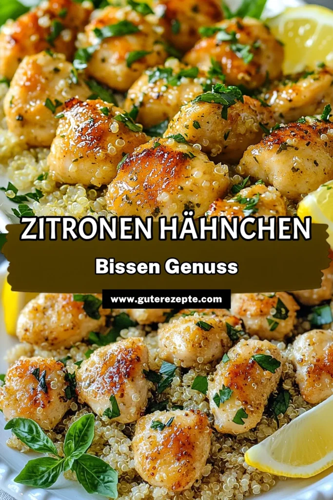 Entdecke das köstliche Rezept für Zitronen-Kräuter Hähnchen, das perfekt zu einer einfachen Quinoa Mahlzeit passt! Diese Quinoa Hähnchenbissen sind nicht nur gesund, sondern auch ein wahrer Genuss für mediterrane Hähnchenrezepte. Bereite dir mit minimalem Aufwand ein leckeres und nahrhaftes Gericht zu. Probiere es aus und teile deine Kreationen! #QuinoaRezept #GesundesEssen #Hähnchenrezepte #MediterranEssen