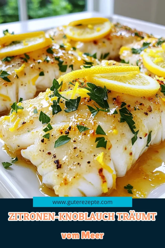 Verwöhnen Sie Ihren Gaumen mit diesem köstlichen Zitronen-Knoblauch-Butter-Kabeljau! Dieses einfache Rezept kombiniert frischen Kabeljau, aromatischen Knoblauch und spritzige Zitrone zu einem perfekten Gericht, das in nur 25 Minuten zubereitet ist. Ideal für ein schnelles Abendessen oder besondere Anlässe. Klicken Sie hier, um die vollständige Anleitung zu entdecken und sich inspirieren zu lassen! #ZitronenKnoblauchButter #Kabeljau #SchnelleRezepte #Fischgerichte