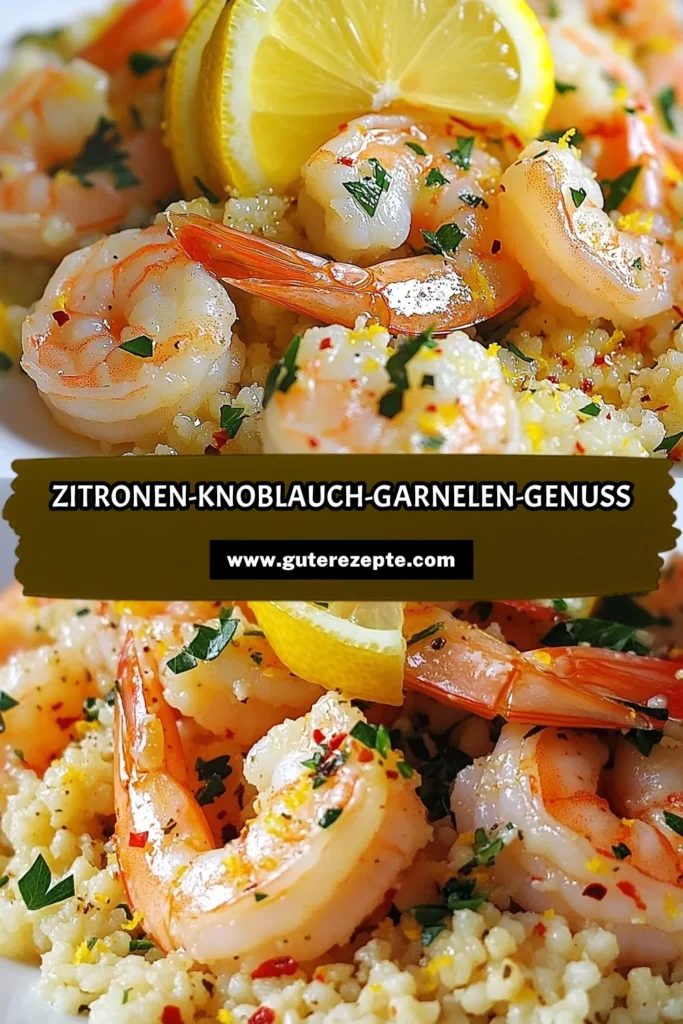 Entdecke das köstliche Couscous Rezept mit Zitronen-Knoblauch-Garnelen! Dieses schnelle Garnelengericht vereint mediterrane Aromen und ist in nur 25 Minuten zubereitet. Genieße die zarten Garnelen mit Zitronen in einer perfekt gewürzten Couscous-Basis. Ideal für ein schnelles Abendessen oder ein beeindruckendes Gericht bei Gästen. Probiere es aus und saven für deine nächste Kochsession! #ZitronenKnoblauchGarnelen #CouscousRezept #schnelleGarnelengerichte #mediterraneGarnelenrezepte