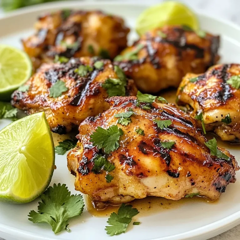 Für Sriracha Honey Lime Chicken brauchst du diese Zutaten: - 4 entbeinte, hautlose Hähnchenschenkel - 3 Esslöffel Sriracha-Sauce - 2 Esslöffel Honig - 2 Esslöffel frisch gepresster Limettensaft - 1 Esslöffel Sojasauce - 2 Knoblauchzehen, fein gehackt - 1 Teelöffel gemahlener Kreuzkümmel - 1 Teelöffel Salz - ½ Teelöffel schwarzer Pfeffer - 1 Esslöffel Olivenöl - Frischer Koriander zur Garnitur - Limettenscheiben zum Servieren Sriracha ist eine scharfe Soße aus Chili und Knoblauch. Sie gibt deinem Hähnchen den nötigen Kick. Honig sorgt für eine schöne Süße. Frisch gepresster Limettensaft bringt Frische und Säure ins Spiel. Sojasauce verstärkt den Umami-Geschmack. Kreuzkümmel sorgt für eine warme, erdige Note im Gericht. Achte darauf, frische Zutaten zu verwenden. Wähle Hähnchenschenkel, die eine rosa Farbe haben. Sie sollten fest und saftig sein. Kaufe Limetten, die schwer sind und eine glänzende Schale haben. So kannst du viel Saft gewinnen. Achte darauf, dass der Knoblauch fest und ohne grüne Triebe ist. Frischer Koriander sollte grün und duftend sein. Frische Zutaten machen dein Gericht leckerer! {{ingredient_image_2}} Zuerst brauchst du eine große Schüssel. Gib die Sriracha-Sauce, den Honig, den Limettensaft, die Sojasauce, den gehackten Knoblauch, den Kreuzkümmel, das Salz und den Pfeffer hinein. Rühre alles gut um. Diese Mischung wird deine Marinade. Jetzt leg die Hähnchenschenkel in die Schüssel. Stelle sicher, dass jedes Stück gut bedeckt ist. Decke die Schüssel ab und stelle sie für mindestens 30 Minuten in den Kühlschrank. So kann das Hähnchen die Aromen aufnehmen. Wenn du mehr Geschmack möchtest, mariniere das Hähnchen bis zu 2 Stunden. Heize deinen Grill oder die Grillpfanne auf mittelhohe Hitze vor. Bestreiche die Grillfläche mit etwas Olivenöl, damit das Hähnchen nicht kleben bleibt. Nimm die Hähnchenschenkel aus der Marinade. Lass die überschüssige Marinade abtropfen und wirf sie weg. Sichere dir, dass das Grillen gut vorbereitet ist. Die Temperatur muss stimmen, damit das Hähnchen gleichmäßig gart. Lege die Hähnchenschenkel auf den Grill. Gare sie etwa 6-7 Minuten pro Seite. Achte darauf, dass die Innentemperatur 75°C erreicht. So bleibt das Hähnchen saftig und zart. Du solltest auch schöne Grillmarkierungen sehen. Nimm das Hähnchen nach dem Grillen vom Grill und lass es einige Minuten ruhen. So bleibt der Saft im Fleisch. Schneide die Hähnchenschenkel in Scheiben und richte sie auf einem Teller an. Garniere sie mit frischem Koriander und lege Limettenscheiben dazu. Jetzt ist dein Sriracha Honey Lime Chicken bereit, genossen zu werden! Ein häufiger Fehler ist, das Hähnchen nicht richtig zu marinieren. Wenn du das Hähnchen nicht lange genug in der Marinade lässt, fehlen die Aromen. Ein weiterer Fehler ist, das Hähnchen zu früh vom Grill zu nehmen. Stelle sicher, dass die Innentemperatur mindestens 75°C erreicht. Zu viel Wärme kann das Hähnchen austrocknen. Verwende ein Grillthermometer, um sicher zu sein. Die Marinierzeit ist wichtig für den Geschmack. Wenn du wenig Zeit hast, mariniere das Hähnchen mindestens 30 Minuten. Für intensivere Aromen ist eine Marinierzeit von bis zu 2 Stunden ideal. Vermeide es, das Hähnchen länger als 2 Stunden zu marinieren. Die Säure im Limettensaft kann das Fleisch zäh machen. Um den besten Geschmack zu erzielen, nutze frische Zutaten. Frischer Limettensaft und frischer Koriander machen einen großen Unterschied. Du kannst auch die Marinade nach deinem Geschmack anpassen. Mehr Sriracha macht es schärfer, während mehr Honig die Süße erhöht. Experimentiere mit den Gewürzen. So kannst du das Gericht nach deinem Geschmack anpassen. Serviere das Hähnchen mit Limettenscheiben für extra Frische. Pro Tipps Marinieren für mehr Geschmack: Lassen Sie das Hähnchen mindestens 30 Minuten marinieren, aber wenn Sie Zeit haben, marinieren Sie es bis zu 2 Stunden für einen intensiveren Geschmack. Grilltemperatur überprüfen: Stellen Sie sicher, dass Ihr Grill oder Ihre Grillpfanne auf mittelhohe Hitze vorgeheizt ist, um gleichmäßige Grillmarkierungen zu erzielen und das Hähnchen perfekt zu garen. Innentemperatur messen: Verwenden Sie ein Fleischthermometer, um sicherzustellen, dass das Hähnchen eine Innentemperatur von 165°F (75°C) erreicht hat, um Lebensmittelsicherheit zu gewährleisten. Ruhezeit einhalten: Lassen Sie das Hähnchen nach dem Grillen einige Minuten ruhen, damit sich die Säfte setzen und das Fleisch saftig bleibt. {{image_4}} Wenn du eine vegetarische Option suchst, probiere Tofu oder Gemüse. Tofu nimmt die Marinade gut auf. Schneide den Tofu in Würfel und mariniere ihn wie das Hähnchen. Alternativ kannst du Gemüse wie Zucchini oder Paprika grillen. Diese Varianten bieten einen tollen Geschmack und sind gesund. Um die Schärfe anzupassen, spiele mit der Sriracha-Sauce. Wenn du es milder magst, reduziere die Menge. Du kannst auch andere Saucen wie BBQ-Sauce verwenden. Für mehr Schärfe füge frische Chilis oder mehr Sriracha hinzu. So kannst du den perfekten Geschmack für dich finden. Das Gericht passt gut zu vielen Beilagen. Hier sind einige Vorschläge: - Frischer gemischter Salat - Duftender Jasminreis - Gegrilltes Gemüse - Avocado-Scheiben - Knusprige Tortillas Diese Beilagen ergänzen den Geschmack des Sriracha Honey Lime Chicken perfekt. Es ist eine tolle Möglichkeit, das Essen bunt und lecker zu gestalten. Um Reste von Sriracha Honey Lime Chicken gut zu lagern, lege sie in einen luftdichten Behälter. Du kannst die Hähnchenstücke auch in Frischhaltefolie wickeln. So bleiben sie frisch und schmackhaft. Stelle sicher, dass die Reste abgekühlt sind, bevor du sie in den Kühlschrank stellst. Vermeide es, sie zu lange bei Raumtemperatur stehen zu lassen, um das Wachstum von Bakterien zu verhindern. Wenn du die Reste wieder aufwärmen möchtest, nutze den Ofen oder die Mikrowelle. Für den Ofen, heize ihn auf 180 Grad Celsius vor. Lege die Hähnchenstücke auf ein Backblech und decke sie mit Alufolie ab. So trocknen sie nicht aus. Erwärme sie etwa 15 bis 20 Minuten, bis sie heiß sind. In der Mikrowelle platziere die Hähnchenstücke auf einem mikrowellengeeigneten Teller. Erwärme sie in 1-Minuten-Intervallen, bis sie warm sind. Im Kühlschrank bleibt Sriracha Honey Lime Chicken bis zu vier Tage frisch. Wenn du es länger aufbewahren möchtest, friere es ein. Im Gefrierschrank ist es bis zu drei Monate haltbar. Achte darauf, die Reste gut einzupacken, um Gefrierbrand zu vermeiden. Wenn du es wieder auftauen möchtest, mache das am besten über Nacht im Kühlschrank. So bleibt der Geschmack erhalten und das Hähnchen bleibt saftig. Um Hähnchen richtig zu schneiden, nehme ich ein scharfes Messer. Ich schneide gegen die Faser des Fleisches. So bleibt das Fleisch zart. Beginne bei der dicksten Stelle des Hähnchens, dann ziehe ich gleichmäßige Scheiben. Achte darauf, dass die Stücke nicht zu dick sind. Dünnere Stücke sind leichter zu essen und nehmen mehr Geschmack auf. Ja, du kannst die Marinade im Voraus zubereiten. Mische Sriracha, Honig, Limettensaft, Sojasauce, Knoblauch, Kreuzkümmel, Salz und Pfeffer in einer Schüssel. Fülle die Mischung in einen verschlossenen Behälter. So bleibt die Marinade frisch. Du kannst sie bis zu zwei Tage im Kühlschrank aufbewahren. So sparst du Zeit beim Kochen. Ich serviere Sriracha Honey Lime Chicken am liebsten mit frischem Koriander und Limettenscheiben. Das gibt dem Gericht einen frischen Kick. Du kannst auch einen gemischten Salat oder Jasminreis dazu reichen. Diese Beilagen passen perfekt zu den kräftigen Aromen des Hähnchens. Stelle sicher, dass du die Hähnchenscheiben schön anrichtest. So sieht das Gericht einladend aus. In diesem Blog-Beitrag haben wir die wichtigsten Zutaten und deren Auswahl für Sriracha Honey Lime Chicken behandelt. Wir haben die Marinade und das Grillen Schritt für Schritt erklärt. Zudem gab es nützliche Tipps, um häufige Fehler zu vermeiden. Variationen wie vegetarische Alternativen erweitern das Rezept. Schließlich haben wir aufgezeigt, wie man Reste richtig lagert. Denke an diese Tipps, um dein Grillgericht perfekt zu machen. So bereitest du ein leckeres und sicheres Essen zu.