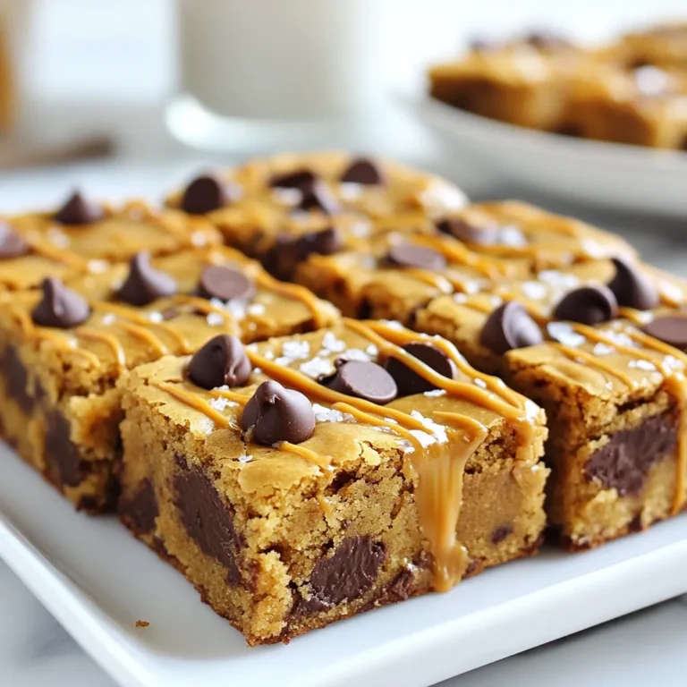 Um die besten Peanut Butter Chocolate Chip Blondies zu machen, brauchst du: - 240 g cremige Erdnussbutter - 100 g ungesüßter brauner Zucker - 100 g Kristallzucker - 1 großes Ei - 1 Teelöffel Vanilleextrakt - 1/2 Teelöffel Backpulver - 1/4 Teelöffel Salz - 125 g Weizenmehl - 90 g Halbbitterschokoladenstückchen - Optional: 30 g gehackte Erdnüsse für zusätzlichen Crunch Wähle frische Erdnussbutter ohne Zusatzstoffe. Achte darauf, dass sie cremig ist. Brauner Zucker sollte feucht und klumpig sein. Verwende ein großes, frisches Ei für die beste Textur. Wähle echte Vanille, um den Geschmack zu verbessern. Hochwertige Schokoladenstückchen geben den Blondies den perfekten Süßgeschmack. Wenn du Allergien hast, gibt es gute Alternativen. Nutze Mandelbutter oder Sonnenblumenbutter statt Erdnussbutter. Verwende Kokoszucker, wenn du auf Zucker achten musst. Für ein veganes Rezept lasse das Ei weg. Ersetze es durch 1/4 Tasse Apfelmus oder eine reife Banane. Achte darauf, glutenfreies Mehl statt Weizenmehl zu verwenden, wenn du glutenfrei backen möchtest. {{ingredient_image_2}} Zuerst heizen wir den Ofen auf 175°C vor. Das macht die Blondies schön warm und lecker. Nimm eine 23x23 cm große Backform. Du kannst sie einfetten oder mit Backpapier auslegen. Das hilft dir, die Blondies später leicht herauszunehmen. Jetzt kommen die Zutaten. In eine mittelgroße Schüssel gibst du die cremige Erdnussbutter, den braunen Zucker und den Kristallzucker. Rühre sie gut zusammen, bis die Mischung glatt ist. Dann füge das Ei und den Vanilleextrakt hinzu. Rühre alles, bis es gut vermischt ist. Jetzt streue das Backpulver und das Salz hinein. Gib auch das Weizenmehl dazu. Mische alles nur kurz, bis alles gerade so vermengt ist. Danach hebst du vorsichtig die Halbbitterschokoladenstückchen und die gehackten Erdnüsse unter. Gieße den Teig in die vorbereitete Backform und glätte die Oberfläche mit einem Spatel. Jetzt backen wir die Blondies für 20-25 Minuten. Die Ränder sollten leicht goldbraun sein. Wenn du einen Zahnstocher in die Mitte steckst, sollten nur einige feuchte Krümel daran haften. Lass die Blondies für 10-15 Minuten in der Form abkühlen. Dann kannst du sie auf ein Kuchengitter übertragen. Lass sie vollständig abkühlen, bevor du sie in Quadrate schneidest. Ein häufiger Fehler ist, die Blondies zu lange zu backen. Achte darauf, dass die Ränder goldbraun werden, aber die Mitte noch feucht bleibt. Ein Zahnstocher sollte mit ein paar Krümeln herauskommen. Wenn du den Teig zu lange rührst, werden die Blondies zäh. Mische nur so lange, bis alle Zutaten verbunden sind. Um die Blondies saftiger zu machen, füge mehr Erdnussbutter hinzu. Nutze 300 g, anstelle von 240 g. Du kannst auch einen Esslöffel Apfelmus oder Joghurt hinzufügen. Diese Zutaten erhöhen die Feuchtigkeit. Wenn du die Blondies im Kühlschrank lagerst, bleiben sie länger frisch. Serviere die Blondies warm. Ein Klecks geschmolzener Erdnussbutter obendrauf macht sie besonders lecker. Streue etwas Fleur de Sel darüber für den perfekten Kontrast. Du kannst auch gehackte Erdnüsse oder Schokoladenstückchen als Garnitur verwenden. Serviere sie mit einem Glas kalter Milch oder einer Kugel Vanilleeis. Pro Tipps Die richtige Erdnussbutter wählen: Verwenden Sie cremige Erdnussbutter ohne Stückchen für eine glatte Textur in den Blondies. Backzeit genau beobachten: Überprüfen Sie die Blondies 5 Minuten vor Ende der Backzeit, um ein Überbacken zu vermeiden und die perfekte Konsistenz zu gewährleisten. Abkühlen lassen: Lassen Sie die Blondies vollständig abkühlen, bevor Sie sie schneiden, um eine saubere Schnittkante zu erhalten. Variationen ausprobieren: Experimentieren Sie mit verschiedenen Schokoladensorten oder Nüssen, um Ihren persönlichen Favoriten zu kreieren! {{image_4}} Um die Erdnussbutter-Schokoladenstückchen Blondies glutenfrei zu machen, ersetzen Sie das Weizenmehl durch ein glutenfreies Mehl. Ich empfehle eine Mischung aus Mandeln und Kokosmehl. Diese Mehle geben den Blondies eine tolle Textur. Achten Sie darauf, dass alle Zutaten glutenfrei sind. So können auch Gäste mit Glutenunverträglichkeit genießen. Möchten Sie etwas mehr Crunch? Fügen Sie 30 g gehackte Erdnüsse hinzu. Diese bringen zusätzlichen Biss. Auch Trockenfrüchte sind eine gute Wahl! Rosinen oder gehackte Datteln passen sehr gut. Sie sorgen für natürliche Süße und einen fruchtigen Geschmack. Variieren Sie die Schokoladenstückchen! Probieren Sie weiße Schokolade oder sogar gesalzene Karamellstückchen aus. Für eine vegane Version der Blondies verwenden Sie ein Flax-Ei. Mischen Sie 1 Esslöffel Leinsamenmehl mit 2,5 Esslöffeln Wasser. Lassen Sie die Mischung einige Minuten stehen, bis sie dick wird. Ersetzen Sie das Ei in der Rezeptur. Nutzen Sie vegane Schokoladenstückchen, um den Rest des Rezepts vegan zu halten. So können alle Schokoladenliebhaber mitessen! Um die Erdnussbutter-Schokoladenstückchen Blondies frisch zu halten, lege sie in einen luftdichten Behälter. Stelle sicher, dass der Behälter gut verschlossen ist. Bei Raumtemperatur bleiben sie etwa 3 bis 5 Tage frisch. Wenn du sie länger aufbewahren möchtest, lagere sie im Kühlschrank. Das kühlt die Blondies und hält sie saftig. Wenn du die Blondies einfrieren möchtest, schneide sie in Stücke. Wickele jedes Stück in Frischhaltefolie. Lege die eingewickelten Stücke in einen Gefrierbeutel. So bleiben sie bis zu 3 Monate frisch. Zum Auftauen nimm die Blondies einfach aus dem Gefrierfach. Lass sie bei Raumtemperatur stehen. Nach etwa 1 bis 2 Stunden sind sie bereit zum Genießen. Die Haltbarkeit der Blondies kann durch gute Lagerung verlängert werden. Achte darauf, dass sie nicht mit Feuchtigkeit in Berührung kommen. Wenn du die Blondies im Kühlschrank lagerst, kannst du sie bis zu 1 Woche aufbewahren. Um die Frische zu erhalten, vermeide es, sie mit stark riechenden Lebensmitteln zu lagern. So bleiben sie lecker und aromatisch. Die Peanut Butter Chocolate Chip Blondies halten sich gut. Lagern Sie sie in einem luftdichten Behälter. Sie bleiben frisch für etwa 5 bis 7 Tage. Wenn sie länger halten sollen, frieren Sie sie ein. So bleiben sie bis zu 3 Monate genießbar. Achten Sie darauf, sie in Portionen zu verpacken. Das macht das Auftauen einfach und schnell. Ja, Sie können die Blondies im Voraus machen. Bereiten Sie den Teig am Vortag zu und backen Sie ihn. Lassen Sie die Blondies nach dem Backen gut abkühlen. Danach können Sie sie abdecken und im Kühlschrank lagern. Für das beste Ergebnis sollten Sie sie innerhalb von 2 bis 3 Tagen genießen. So bleiben sie frisch und lecker. Die besten Begleitoptionen sind vielfältig. Servieren Sie die Blondies mit einem Glas Milch. Vanilleeis ist auch eine tolle Wahl. Für einen Extra-Kick können Sie geschmolzene Erdnussbutter darüber träufeln. Eine Prise Fleur de Sel hebt den Geschmack hervor. Sie können auch frische Früchte dazu reichen. Heidelbeeren oder Banane passen hervorragend. In diesem Blogbeitrag haben wir über die Zutaten und ihre Auswahl gesprochen. Die Schritt-für-Schritt-Anleitung hilft, perfekte Blondies zu backen. Tipps zu häufigen Fehlern helfen Ihnen, besser zu werden. Variationen zeigen, wie Sie kreativ sein können. Lagerungshinweise sind wichtig für frische Blondies. Denken Sie daran, dass gute Zutaten und Sorgfalt den Unterschied machen. Genießen Sie Ihre Blondies und teilen Sie sie mit Freunden!