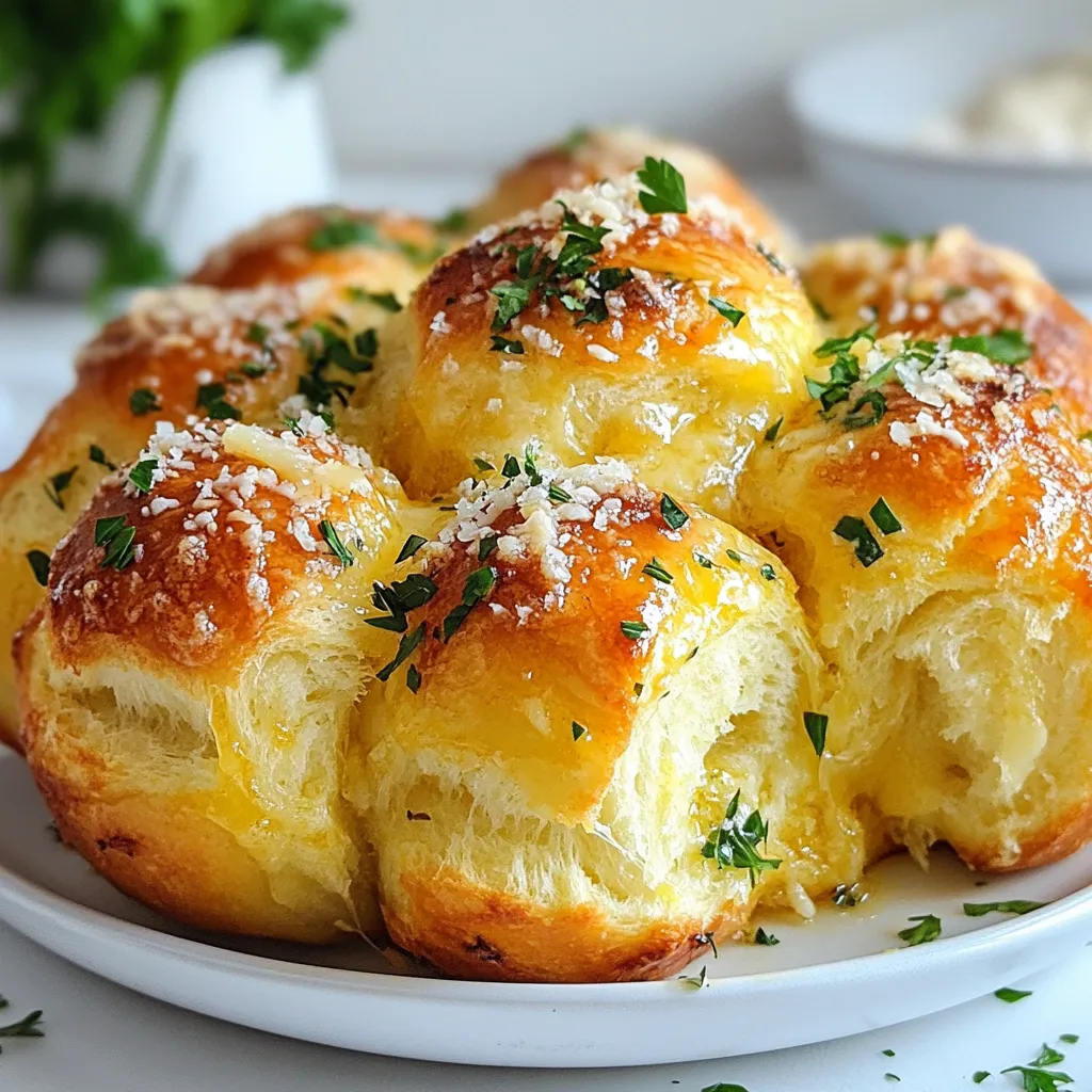 - 3 Tassen Weizenmehl - 1 Päckchen (2 1/4 Teelöffel) Trockenhefe - 1 Teelöffel Zucker - 1 Teelöffel Salz - 1 Tasse warme Milch (110°F/43°C) - 1/4 Tasse ungesalzene Butter, geschmolzen Für unser Knoblauch Parmesan Zupfbrot sind die Hauptzutaten wichtig. Weizenmehl gibt dem Brot den Körper. Trockenhefe bringt es zum Aufgehen. Zucker hilft der Hefe, aktiv zu werden. Salz gibt Geschmack. Warme Milch macht den Teig weich. Geschmolzene Butter fügt einen reichen Geschmack hinzu. - 3 Zehen Knoblauch, fein gehackt - 1/2 Tasse geriebener Parmesan - 1 Esslöffel frisch gehackte Petersilie (optional, zur Garnierung) Knoblauch ist das Herzstück dieses Rezepts. Er gibt ein tolles Aroma. Parmesan bringt eine salzige, nussige Note. Petersilie fügt Farbe hinzu und ist optional. Sie macht das Brot noch leckerer. - 1 Teelöffel Knoblauchpulver (für zusätzlichen Geschmack) - Olivenöl (zum Fetten) Knoblauchpulver verstärkt den Knoblauchgeschmack. Olivenöl ist wichtig, um die Form zu fetten. So bleibt das Brot nicht kleben. Diese Zutaten machen das Zupfbrot zu einem echten Genuss. {{ingredient_image_2}} Um die Hefe vorzubereiten, mische warme Milch, Zucker und Hefe in einer kleinen Schüssel. Die Milch sollte etwa 110°F oder 43°C warm sein. Lass diese Mischung für 5 bis 10 Minuten ruhen. Du wirst sehen, dass sie schäumt. Diese Blasen zeigen, dass die Hefe aktiv ist. Dies ist ein wichtiger Schritt, denn die Hefe bringt das Brot zum Aufgehen. Jetzt machen wir den Teig. In einer großen Schüssel vermische Weizenmehl, Salz und Knoblauchpulver mit einem Schneebesen. Achte darauf, dass alles gut vermischt ist. In der Mitte der Mehlmischung forme eine kleine Mulde. Gieße dann die aktivierte Hefemischung und die geschmolzene Butter in die Mulde. Rühre alles gut um, bis ein Teig entsteht. Er sollte weich und leicht klebrig sein. Jetzt ist es Zeit, den Teig zu kneten. Bestäube deine Arbeitsfläche mit etwas Mehl. Knete den Teig für etwa 5 bis 7 Minuten. Der Teig sollte glatt und elastisch sein. Wenn er zu klebrig ist, füge etwas mehr Mehl hinzu. Lege den gekneteten Teig in eine gefettete Schüssel. Decke die Schüssel mit einem Küchentuch ab und stelle sie an einen warmen Ort. Lass den Teig dort etwa 1 Stunde gehen, bis er sich verdoppelt hat. Dies gibt dir luftige und leckere Brötchen. - Die richtige Temperatureinstellung für die Hefe: Die Hefe braucht Wärme, um gut zu arbeiten. Verwende warme Milch, etwa 43°C. Zu heiße Milch tötet die Hefe. Zu kalte Milch macht sie träge. Das richtige Umfeld bringt die Hefe zum Schäumen. - Knetzeit und -technik: Knete den Teig 5-7 Minuten lang. Achte darauf, dass der Teig glatt und elastisch wird. Verwende deine Hände, um den Teig gut durchzukneten. Eine gute Knettechnik hilft, die Struktur zu verbessern. - Beilagen und Dips: Serviere das Zupfbrot mit einem Dip. Eine Knoblauchbutter passt perfekt. Auch ein frischer Kräuterdip ist lecker. Das Zupfbrot schmeckt warm am besten. - Anrichten für Gäste: Platziere das Zupfbrot in der Mitte des Tisches. Lass die Gäste selbst zupfen. Das macht es gesellig und einladend. Eine schöne Platte macht das Anrichten noch besser. - Über- oder Unterkneten des Teigs: Vermeide es, den Teig zu lange zu kneten. Das macht ihn zäh. Wenn du ihn zu wenig knetest, wird er nicht elastisch. Finde den richtigen Punkt, an dem der Teig geschmeidig ist. - Gehen lassen bei falscher Temperatur: Der Teig braucht einen warmen Ort. Wenn er zu kalt ist, geht er nicht gut auf. Ein warmer Raum oder ein leichter Ofen ist optimal. So wird dein Zupfbrot schön fluffig. Pro Tipps Die richtige Hefe verwenden: Stellen Sie sicher, dass Ihre Hefe frisch ist und aktiv wird, indem Sie sie in warmer Milch mit Zucker auflösen, bevor Sie sie zum Teig hinzufügen. Kneten für die perfekte Textur: Kneten Sie den Teig mindestens 5-7 Minuten, um Gluten zu entwickeln, das dem Zupfbrot seine Struktur und Elastizität verleiht. Variationen ausprobieren: Experimentieren Sie mit verschiedenen Käsesorten oder Kräutern, um neue Geschmäcker zu kreieren. Feta, Cheddar oder getrocknete Kräuter sind großartige Optionen. Wärme während des Gehens: Wenn Sie keinen warmen Ort haben, stellen Sie die Teigschüssel in den Ofen bei niedriger Temperatur (ca. 30°C) oder auf eine Wärmequelle, um den Gärprozess zu beschleunigen. {{image_4}} Einfache Variationen machen dein Zupfbrot noch besser. Du kannst verschiedene Kräuter und Gewürze verwenden. Frischer Thymian oder Rosmarin geben einen tollen Geschmack. Auch italienische Gewürzmischungen passen super. Du kannst auch andere Käsesorten ausprobieren. Mozzarella macht das Brot besonders cremig. Feta bringt eine salzige Note. Jede Wahl verleiht deinem Zupfbrot einen neuen Charakter. Wenn du vegan leben möchtest, gibt es tolle Alternativen. Statt Butter kannst du Margarine verwenden. Für die Milch nimm Pflanzendrink wie Hafer- oder Mandelmilch. Diese Optionen sind leicht zu finden und geben ebenfalls einen guten Geschmack. Denke daran, dass die Konsistenz etwas anders sein kann. Das Brot wird trotzdem lecker und weich. Für glutenfreies Zupfbrot kannst du glutenfreies Mehl verwenden. Achte darauf, eine Mischung zu wählen, die für Brot geeignet ist. Diese Mehle enthalten oft eine Mischung aus Reis-, Mais- und Kartoffelmehl. Die Zubereitung bleibt gleich. Das Brot wird vielleicht nicht ganz so luftig, aber der Geschmack ist großartig. So können alle dein Zupfbrot genießen. - Lagern bei Raumtemperatur: Lagere das Zupfbrot in einem luftdichten Behälter. So bleibt es frisch und lecker. Halte den Behälter bei Raumtemperatur. Dies schützt das Brot vor zu viel Feuchtigkeit und hält es knusprig. - Kühlung für längere Haltbarkeit: Wenn du das Brot länger aufbewahren willst, lege es in den Kühlschrank. Wickele es gut in Plastikfolie oder Folie ein. Dies hilft, das Brot frisch zu halten. Beachte, dass der Kühlschrank die Textur etwas verändern kann. - Tipps zum Einfrieren von Zupfbrot: Wenn du das Zupfbrot einfrieren willst, schneide es in Portionen. Wickele jede Portion gut in Frischhaltefolie ein. Lege die Portionen dann in einen Gefrierbeutel. So bleibt der Geschmack und die Frische erhalten. - Aufwärmen nach dem Einfrieren: Um das Zupfbrot aufzuwärmen, lasse es zuerst im Kühlschrank auftauen. Heize den Ofen auf 180°C vor. Lege das Brot für etwa 10-15 Minuten in den Ofen. So wird es wieder warm und knusprig. Das Aufgehen des Teigs dauert etwa eine Stunde. Es gibt jedoch einige Faktoren, die die Gehzeit beeinflussen. - Temperatur: Ein warmer Raum lässt den Teig schneller gehen. - Hefeaktivität: Wenn die Hefe frisch ist, geht der Teig besser auf. - Teigfeuchtigkeit: Ein feuchter Teig geht schneller auf als ein trockener. Wenn es kühl ist, kann es länger dauern. Ja, du kannst frische Hefe verwenden. Um trockene Hefe in frische Hefe umzurechnen, beachte folgendes: - Ein Päckchen Trockenhefe entspricht etwa 20-25 Gramm frischer Hefe. - Zerbrich die frische Hefe in die warme Milch. - Mische sie mit Zucker, so aktivierst du die Hefe. Frische Hefe gibt einen tollen Geschmack. Ein trockenes Zupfbrot ist nicht ideal. Hier sind einige Tipps, um das zu vermeiden: - Achte auf die Knetzeit: Knete den Teig nur so lange, bis er glatt ist. - Genug Flüssigkeit: Stelle sicher, dass du genug Milch und Butter verwendest. - Abdeckung während des Gehens: Decke den Teig gut ab, damit er nicht austrocknet. Falls das Brot trotzdem trocken ist, kannst du warme Butter darüber streichen. Wir haben die wichtigsten Zutaten für Zupfbrot sowie die Schritte zur Zubereitung besprochen. Die Auswahl der Aromen und Variationen macht jeden Biss spannend. Tipps zum Kneten und Lagern helfen, Fehler zu vermeiden und die Frische zu bewahren. Experimentieren Sie mit Kräutern und Käsesorten oder probieren Sie die vegane und glutenfreie Version. Das macht Zupfbrot für alle zugänglich. Diese einfachen Tricks sorgen dafür, dass Ihr Zupfbrot immer gelingt und köstlich schmeckt.