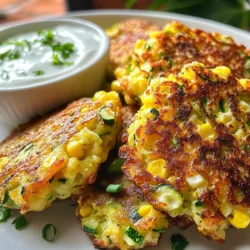 Für die Zucchini-Corn-Fritters benötigen Sie: - 2 mittelgroße Zucchini, grob gerieben - 1 Tasse süße Maiskörner (frisch oder gefroren) - 1/2 Tasse Weizenmehl - 2 große Eier, verquirlt - 1/4 Tasse grüne Zwiebeln, fein gehackt - 1/4 Tasse frisch geriebener Parmesan - 1 Teelöffel Kreuzkümmel - 1/2 Teelöffel Paprika - Salz und Pfeffer nach Geschmack - 3 Esslöffel Olivenöl (zum Braten) Ich empfehle, frische Zucchini und süße Maiskörner zu verwenden. Dadurch bekommen die Fritters mehr Geschmack. Hochwertiger Parmesan macht einen großen Unterschied. Auch ein gutes Olivenöl ist wichtig. Achten Sie darauf, es kaltgepresst zu wählen. Wenn Sie keine Zucchini haben, können Sie auch Kürbis verwenden. Für eine glutenfreie Version tauschen Sie das Weizenmehl gegen eine glutenfreie Mischung aus. Anstelle von Parmesan können Sie einen veganen Käse verwenden. Wenn Sie die Eier weglassen möchten, probieren Sie ein Apfelmus oder einen Chia-Pudding als Bindemittel. {{ingredient_image_2}} Um die Zucchini vorzubereiten, reibe zuerst die Zucchini. Nutze dafür eine Reibe oder eine Küchenmaschine. Lege die geriebene Zucchini in ein sauberes Küchentuch. Drücke vorsichtig die überschüssige Feuchtigkeit aus. So vermeidest du matschige Fritter. Das ist wichtig, um die perfekte Konsistenz zu erreichen. Gib die abgetropfte Zucchini in eine große Schüssel. Füge die süßen Maiskörner und die gehackten grünen Zwiebeln hinzu. Rühre die verquirlten Eier unter. Mische alles gut, bis es gleichmäßig verteilt ist. In einer separaten Schüssel vermenge das Mehl, Kreuzkümmel, Paprika, Salz und Pfeffer. Füge dann die trockenen Zutaten nach und nach zur Zucchini-Mais-Mischung hinzu. Mische alles gut, bis du eine homogene Masse hast. Füge den frisch geriebenen Parmesan hinzu und falte ihn unter die Mischung. Erhitze 1 Esslöffel Olivenöl in einer beschichteten Pfanne bei mittlerer Hitze. Wenn das Öl heiß ist, nimm einen Esslöffel der Frittermischung. Gib ihn in die Pfanne und drücke ihn leicht flach. Brate die Fritter etwa 3-4 Minuten auf jeder Seite. Sie sollten goldbraun und knusprig sein. Füge bei Bedarf mehr Olivenöl zwischen den Chargen hinzu. Lege die fertigen Fritter auf einen Teller mit Küchenpapier, um überschüssiges Öl abzutropfen. Viele machen den Fehler, die Zucchini nicht zu entwässern. Dies führt zu matschigen Frittern. Nach dem Reiben, verwenden Sie ein Küchentuch. Drücken Sie die Zucchini gut aus. Achten Sie auch darauf, nicht zu viel Mehl hinzuzufügen. Zu viel Mehl macht die Fritter trocken. Mischen Sie die trockenen Zutaten langsam unter die Zucchini-Mischung. Die richtige Konsistenz ist der Schlüssel zu knusprigen Frittern. Die Mischung sollte leicht klebrig, aber nicht zu nass sein. Fügen Sie bei Bedarf etwas mehr Mehl hinzu, aber nicht zu viel. Überprüfen Sie die Mischung nach dem ersten Frittieren. Wenn sie nicht gut zusammenhält, können Sie ein weiteres Ei hinzufügen. Servieren Sie die Fritter warm. Legen Sie sie auf einen bunten Teller. Garnieren Sie mit frischen Kräutern wie Petersilie oder Koriander. Dies sorgt für einen tollen Farbkontrast. Ein Dip aus Joghurt oder Sauerrahm ergänzt den Geschmack. Stellen Sie diesen in einer kleinen Schüssel neben die Fritter. So bekommt jeder eine leckere Beilage. Pro Tipps Zucchini gut abtropfen lassen: Achten Sie darauf, die geriebene Zucchini gründlich auszudrücken, um überschüssige Feuchtigkeit zu entfernen. Dies verhindert, dass die Fritter matschig werden. Variieren Sie die Gewürze: Experimentieren Sie mit verschiedenen Gewürzen wie Knoblauchpulver oder italienischen Kräutern, um den Frittern eine persönliche Note zu verleihen. Öl richtig erhitzen: Stellen Sie sicher, dass das Öl in der Pfanne heiß genug ist, bevor Sie die Fritter hinzufügen. So erhalten Sie eine schöne, goldbraune und knusprige Kruste. Fritter warm servieren: Servieren Sie die Fritter sofort nach dem Braten, um den besten Geschmack und die beste Textur zu gewährleisten. Sie können sie auch im Ofen warmhalten, während Sie die restlichen Chargen zubereiten. {{image_4}} Um die Zucchini-Corn-Fritters noch spannender zu machen, ändere die Gewürze. Füge zum Beispiel frische Kräuter wie Basilikum oder Thymian hinzu. Diese Kräuter bringen einen frischen Geschmack und du kannst mit der Menge spielen. Ein Hauch von Chili oder Cayennepfeffer sorgt für eine scharfe Note. Experimentiere mit verschiedenen Kombinationen, um deine perfekten Aromen zu finden. Du kannst die Fritters auch mit anderen Zutaten aufpeppen. Zum Beispiel eignen sich gewürfelte Paprika oder geriebene Karotten gut. Diese Zutaten machen die Fritters bunter und nährstoffreicher. Wenn du etwas mehr Protein möchtest, füge gewürfelten Feta oder gekochte Bohnen hinzu. Sei kreativ und passe die Fritters an deinen Geschmack oder die Jahreszeit an. Für eine vegane Version der Zucchini-Corn-Fritters kannst du die Eier durch eine Mischung aus Leinsamen und Wasser ersetzen. Mische einen Esslöffel Leinsamen mit drei Esslöffeln Wasser und lasse es einige Minuten quellen. Für eine glutenfreie Variante nutze einfach glutenfreies Mehl. So kannst du die Fritters für alle Gäste geeignet machen. Um deine Zucchini-Corn-Fritters frisch zu halten, lass sie zuerst abkühlen. Danach lege sie in einen luftdichten Behälter. Du kannst auch Backpapier zwischen die Fritters legen. So bleibt die Knusprigkeit länger erhalten. Stelle den Behälter in den Kühlschrank. Um die Fritters wieder knusprig zu machen, benutze eine Pfanne. Erhitze etwas Öl bei mittlerer Hitze. Lege die Fritters hinein und brate sie 2-3 Minuten pro Seite. Alternativ kannst du den Ofen nutzen. Heize ihn auf 180 Grad vor und lege die Fritters auf ein Backblech. Backe sie 10-15 Minuten, bis sie warm sind. Im Kühlschrank halten die Fritters etwa 3-4 Tage. Wenn du sie länger aufbewahren willst, friere sie ein. Verpacke die Fritters in einem luftdichten Behälter oder einem Gefrierbeutel. Im Gefrierfach bleiben sie bis zu 3 Monate frisch. Zucchini-Corn-Fritters bleiben frisch im Kühlschrank für bis zu drei Tage. Lagern Sie sie in einem luftdichten Behälter. So bleiben sie knusprig und lecker. Wenn Sie sie länger aufbewahren möchten, frieren Sie sie ein. Im Gefrierfach halten sie bis zu drei Monate. Achten Sie darauf, sie gut zu verpacken, um Gefrierbrand zu vermeiden. Ja, Sie können die Fritter im Voraus zubereiten. Bereiten Sie den Teig zu und lagern Sie ihn im Kühlschrank. So bleibt er bis zu 24 Stunden frisch. Braten Sie die Fritter einfach kurz vor dem Servieren. Sie können auch die fertig gebratenen Fritter aufbewahren. Erwärmen Sie sie in der Pfanne oder im Ofen, um die Knusprigkeit zu erhalten. Für eine einfache Dip-Sauce mischen Sie Joghurt mit frischen Kräutern. Ich empfehle, frischen Dill oder Petersilie zu verwenden. Sie können auch einen Spritzer Zitrone hinzufügen. Für mehr Würze probieren Sie etwas Chili-Pulver oder Knoblauch. Diese Dips passen wunderbar zu den Fritters und heben den Geschmack. Die Zucchini-Corn-Fritters sind einfach und lecker. Du hast gelernt, welche Zutaten wichtig sind und wie du sie zubereitest. Ich habe dir Tipps gegeben, um Fehler zu vermeiden und die perfekte Konsistenz zu erreichen. Variationen machen die Fritters noch spannender und du kannst sie anpassen. Reste lassen sich leicht lagern und aufwärmen. Halte diese Tipps im Kopf, wenn du das Rezept ausprobierst. So wird jeder Biss ein Genuss. Deine Küche wird bald zum besten Ort für Fritters!