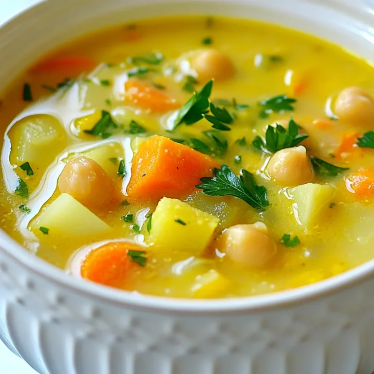 - 2 Tassen gekochte Kichererbsen - 1 mittelgroße Zwiebel - 3 Knoblauchzehen Die Kichererbsen sind die Hauptzutat. Sie geben der Suppe eine tolle Textur. Du kannst sie aus der Dose oder selbst gekocht verwenden. Die Zwiebel und der Knoblauch bringen viel Geschmack in die Suppe. Achte darauf, die Zwiebel fein zu hacken und den Knoblauch gut zu zerdrücken. - 2 mittelgroße Karotten - 2 Stangen Sellerie - 1 große Kartoffel Karotten und Sellerie bringen Farbe und Nährstoffe. Sie haben einen süßen und herzhaften Geschmack. Die Kartoffel macht die Suppe sättigender. Schneide das Gemüse in kleine Stücke, damit sie gleichmäßig garen. Gewürze wie Kreuzkümmel und Thymian sorgen für ein tolles Aroma. Vergiss nicht das Lorbeerblatt, das fügt Tiefe hinzu. - 6 Tassen Gemüsebrühe - 2 Esslöffel Olivenöl - Saft und Schale von 1 Zitrone Die Gemüsebrühe ist die Basis der Suppe. Sie macht sie herzhaft. Verwende hochwertiges Olivenöl zum Anbraten. Zitronensaft und -schale geben der Suppe eine frische Note. Die Säure der Zitrone hebt den Geschmack aller Zutaten hervor. Achte darauf, die Zitrone gut zu reiben, um die Schale zu nutzen. {{ingredient_image_2}} - Gemüse schneiden: Beginne mit der Zwiebel. Hacke sie fein. Dann schneide die Karotten und den Sellerie in kleine Würfel. Würfle auch die Kartoffel. - Kichererbsen abspülen: Wenn du Kichererbsen aus der Dose verwendest, spüle sie gut ab. Das entfernt überschüssiges Salz und Konservierungsstoffe. - Zwiebel und Knoblauch anbraten: Erhitze das Olivenöl in einem großen Topf. Füge die gehackte Zwiebel und den Knoblauch hinzu. Brate sie etwa fünf Minuten lang, bis die Zwiebeln glasig und aromatisch sind. - Gemüse hinzufügen und anschwitzen: Gib nun die Karotten und den Sellerie in den Topf. Sautiere das Gemüse für weitere drei bis vier Minuten. Rühre häufig um, damit nichts anbrennt. - Brühe einfüllen und köcheln lassen: Jetzt kommen die gewürfelte Kartoffel und die Kichererbsen dazu. Füge auch Kreuzkümmel, Thymian und das Lorbeerblatt hinzu. Gieße die Gemüsebrühe in den Topf und bringe alles zum Kochen. Reduziere dann die Hitze und lasse es 20 Minuten köcheln. - Lorbeerblatt entfernen: Nimm das Lorbeerblatt aus der Suppe, bevor du pürierst. Das Blatt gibt Geschmack, aber wird nicht gegessen. - Suppe pürieren: Nutze einen Stabmixer, um die Suppe zu pürieren. Lasse einige Kichererbsen und Gemüsestücke ganz, damit die Suppe mehr Textur hat. Alternativ kannst du einen Standmixer benutzen und einen Teil der Suppe glatt pürieren. - Zitronensaft und -schale hinzufügen: Rühre den frisch gepressten Zitronensaft und die Schale in die Suppe ein. Schmecke mit Salz und Pfeffer ab und koche die Suppe noch fünf Minuten, um die Aromen zu verbinden. Um die Konsistenz der Suppe zu verbessern, püriere die Mischung teilweise. Das gibt dir eine cremige Textur, während einige Kichererbsen und Gemüsestücke erhalten bleiben. Wenn du eine ganz glatte Suppe magst, püriere alles komplett. Achte darauf, die Brühe anzupassen. Wenn die Suppe zu dick ist, füge mehr Brühe hinzu. Für eine dickere Konsistenz kannst du weniger Brühe verwenden. Frische Kräuter bringen den Geschmack auf ein neues Level. Füge zum Beispiel frische Petersilie oder Koriander hinzu. Diese Kräuter verleihen der Suppe Frische und Farbe. Du kannst auch die Gewürze anpassen. Wenn du es schärfer magst, füge eine Prise Chili hinzu. Experimentiere mit verschiedenen Gewürzen, um deine perfekte Mischung zu finden. Serviere die Suppe mit frischem Brot oder einem knackigen Salat. Das ergänzt den Geschmack und die Textur. Achte darauf, die Portionen gut zu gestalten. Eine Portion von 1 bis 1,5 Tassen ist ideal. So bleibt der Teller ansprechend und macht Lust auf mehr. Pro Tipps Frische Kichererbsen verwenden: Wenn möglich, verwenden Sie getrocknete Kichererbsen, die über Nacht eingeweicht wurden, um einen intensiveren Geschmack zu erzielen. Variationen bei Gewürzen: Experimentieren Sie mit verschiedenen Gewürzen wie Paprika oder Kurkuma, um der Suppe eine individuelle Note zu verleihen. Lieblingsgemüse hinzufügen: Fügen Sie saisonales Gemüse wie Spinat oder Grünkohl hinzu, um die Nährstoffe zu erhöhen und die Suppe noch schmackhafter zu machen. Servieren mit einem Kick: Ein Spritzer scharfer Soße oder ein paar Chiliflocken obendrauf verleihen der Suppe eine angenehme Schärfe. {{image_4}} Du kannst diese Suppe leicht anpassen. Füge einfach Blattgemüse hinzu, wie Spinat oder Grünkohl. Diese Gemüse bringen mehr Farbe und Nährstoffe. Du kannst auch Proteinquellen wie Hähnchen oder Tofu hinzufügen. Das macht die Suppe sättigender und nährstoffreicher. Für eine vegane Version lasse das Hähnchen oder den Tofu weg und konzentriere dich auf die Kichererbsen. Sie sind eine großartige Proteinquelle. Wenn du glutenfrei kochen möchtest, achte darauf, glutenfreie Brühe zu verwenden. Alle Zutaten in diesem Rezept sind leicht anpassbar, um verschiedenen diätetischen Bedürfnissen gerecht zu werden. Um den Geschmack zu ändern, kannst du die Gewürze austauschen. Versuche Paprika oder Chili für mehr Schärfe. Wenn du einen anderen Zitrusgeschmack magst, verwende Limette statt Zitrone. Das gibt der Suppe eine frische Note und einen neuen Twist. Experimentiere mit diesen Ideen und finde deine perfekte Mischung! Wie lange kann die Suppe aufbewahrt werden? Du kannst die Zitronen-Knoblauch-Kichererbsensuppe bis zu fünf Tage im Kühlschrank lagern. Stelle sicher, dass sie gut abgedeckt ist. Beste Aufbewahrungsbehälter sind luftdichte Behälter oder Glasbehälter mit Deckel. Diese halten die Suppe frisch und verhindern Gerüche aus dem Kühlschrank. Tipps für das Einfrieren: Lass die Suppe zuerst abkühlen, bevor du sie einfrierst. Fülle sie in gefriergeeignete Behälter oder Beutel. Achte darauf, etwas Platz zu lassen, da die Suppe beim Gefrieren expandiert. Auftauen und Wiedererwärmen: Du kannst die gefrorene Suppe im Kühlschrank über Nacht auftauen. Erwärme sie dann in einem Topf bei mittlerer Hitze. Füge eventuell etwas Brühe hinzu, falls die Suppe zu dick ist. Die Suppe ist sehr gesund. Sie enthält viele Nährstoffe. - Kichererbsen: Diese Hülsenfrüchte sind reich an Eiweiß und Ballaststoffen. Sie fördern die Verdauung und halten lange satt. - Zwiebeln: Sie sind voller Antioxidantien und stärken das Immunsystem. - Knoblauch: Er hat antibakterielle und entzündungshemmende Eigenschaften. - Karotten: Diese Wurzelgemüse sind reich an Vitamin A. Sie unterstützen die Augen und die Haut. - Sellerie: Er hat wenig Kalorien und viel Wasser. Das hilft beim Hydrieren. - Kartoffeln: Sie liefern Energie und sind eine gute Quelle für Vitamine. Die Kombination dieser Zutaten macht die Suppe nahrhaft und lecker. Ja, Sie können die Suppe im Voraus machen. Das spart Zeit an hektischen Tagen. - Beste Praktiken: Kochen Sie die Suppe und lassen Sie sie abkühlen. Füllen Sie sie in Behälter. - Lagern Sie die Suppe im Kühlschrank für bis zu drei Tage. - Für eine längere Lagerung frieren Sie die Suppe ein. So bleibt sie frisch für bis zu drei Monate. Auftauen können Sie die Suppe einfach im Kühlschrank über Nacht. Erhitzen Sie sie dann in einem Topf oder in der Mikrowelle. Die Suppe ist vielseitig und passt gut zu verschiedenen Beilagen. - Salate: Ein frischer grüner Salat ergänzt die Suppe perfekt. - Brot: Ein knuspriges Brot oder Baguette ist ideal zum Dippen. - Kräuter: Frische Kräuter wie Petersilie oder Schnittlauch bringen zusätzlichen Geschmack. Diese Beilagen machen die Mahlzeit noch schmackhafter. Ja, die Zitronen-Knoblauch-Kichererbsensuppe ist vegan. - Zutaten: Alle Zutaten sind pflanzlich. - Es gibt keine tierischen Produkte in diesem Rezept. Das macht die Suppe ideal für Veganer und Vegetarier. Sie ist gesund und sättigend. Die Zitronen-Knoblauch-Kichererbsensuppe ist einfach und lecker. Du hast gelernt, welche Zutaten du brauchst und wie du sie zubereitest. Der Kochprozess ist leicht verständlich. Mit unseren Tipps kannst du die Konsistenz und den Geschmack anpassen. Du kannst auch Varianten wie vegane Versionen und weitere Zutaten ausprobieren. Denke daran, richtig zu lagern und die Suppe frisch zu halten. Diese Suppe ist nicht nur gesund, sondern auch vielseitig. Probiere sie aus und genieße die verschiedenen Möglichkeiten!