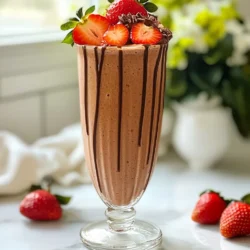 - 1 Tasse frische Erdbeeren, entkelcht - 1 Banane, gefroren - 1 Tasse Schokoladen-Mandelmilch Die Hauptzutaten bilden die Basis für deinen Schokoladenüberzogenen Erdbeer-Smoothie. Die frischen Erdbeeren bringen eine süße Frische. Die gefrorene Banane sorgt für eine cremige Textur. Schokoladen-Mandelmilch fügt einen schokoladigen Geschmack hinzu und macht den Smoothie besonders lecker. - 2 Esslöffel Kakaopulver - 2 Esslöffel Honig oder Ahornsirup Für die Süße und den Schokoladengeschmack nutzen wir Kakaopulver. Du kannst auch Honig oder Ahornsirup hinzufügen, um den Geschmack anzupassen. Der Honig bringt eine natürliche Süße, während der Ahornsirup eine leichte Karamellnote hinzufügt. - 1 Esslöffel Mandelbutter - Eiswürfel Wenn du es noch cremiger magst, füge Mandelbutter hinzu. Sie gibt dem Smoothie einen nussigen Geschmack. Eiswürfel machen den Smoothie kühler und erfrischender. Du kannst sie nach Belieben hinzufügen, um die perfekte Konsistenz zu erreichen. {{ingredient_image_2}} Um deinen Schokoladenüberzogenen Erdbeer-Smoothie zuzubereiten, beginne mit den Erdbeeren. Entkelche sie gründlich, um die Stiele zu entfernen. Du brauchst eine Tasse frische Erdbeeren. Jetzt ist es Zeit, die Banane vorzubereiten. Verwende eine gefrorene Banane für eine cremige Textur. Bereite auch deine Schokoladen-Mandelmilch und das Kakaopulver vor. Stelle sicher, dass alles bereit ist, bevor du mit dem Mixen beginnst. Jetzt kommt der spannende Teil! Gib die vorbereiteten Erdbeeren, die gefrorene Banane und die Schokoladen-Mandelmilch in den Mixer. Füge das Kakaopulver hinzu. Wenn du möchtest, kannst du auch zwei Esslöffel Honig oder Ahornsirup für die Süße hinzufügen. Wenn du es noch cremiger magst, füge einen Esslöffel Mandelbutter hinzu. Mixe alles auf hoher Stufe, bis die Mischung schön cremig ist. Achte darauf, dass keine Klumpen mehr vorhanden sind. Falls du deinen Smoothie dicker magst, füge ein paar Eiswürfel hinzu. Mixe erneut, bis die Eiswürfel gut vermischt sind. Jetzt kannst du den Geschmack prüfen. Wenn du mehr Süße möchtest, füge einfach mehr Honig oder Ahornsirup hinzu. Gieße deinen Smoothie in Gläser und dekoriere ihn mit ganzen Erdbeeren obenauf. Wenn du einen besonderen Extra-Touch möchtest, träufle etwas Schokoladensirup darüber. Das macht den Smoothie noch besser! Um die beste Konsistenz zu erzielen, verwende gefrorene Früchte. Gefrorene Banane macht den Smoothie dick und cremig. Du kannst auch frische Erdbeeren verwenden, aber sie machen den Smoothie flüssiger. Die Menge der Eiswürfel ist ebenfalls wichtig. Wenn du einen kühleren Smoothie möchtest, füge mehr Eiswürfel hinzu. Für einen dickeren Smoothie, benutze weniger. Experimentiere, um deine perfekte Mischung zu finden. Die Präsentation macht viel aus. Garnieren ist der Schlüssel! Lege einige ganze Erdbeeren obenauf. Das sieht toll aus und gibt einen frischen Biss. Ein zusätzlicher Tipp ist, Schokoladensirup zu verwenden. Beträufle ihn über den Smoothie, bevor du servierst. Das macht den Smoothie noch verlockender und süßer. Ein häufiger Fehler ist das Übermixen. Mixe die Zutaten nur so lange, bis sie cremig sind. Zu langes Mixen kann die Textur verändern. Achte auch auf die richtigen Mengenverhältnisse. Halte dich an das Rezept. Zu viel Flüssigkeit macht den Smoothie dünn. Wenn du die Zutaten genau abmisst, erreichst du das beste Ergebnis. Pro Tipps Frische Erdbeeren verwenden: Für den besten Geschmack und die beste Textur sollten Sie frische Erdbeeren verwenden, die zum Zeitpunkt der Zubereitung in Saison sind. Gefrorene Banane: Eine gefrorene Banane verleiht dem Smoothie eine cremige Konsistenz und kühlt ihn gleichzeitig ab, ohne dass Eis hinzugefügt werden muss. Schokoladen-Mandelmilch selbst machen: Wenn Sie Zeit haben, können Sie Ihre eigene Schokoladen-Mandelmilch herstellen, um den Geschmack zu intensivieren und keine zusätzlichen Zusatzstoffe zu verwenden. Süße anpassen: Probieren Sie den Smoothie vor dem Servieren und passen Sie die Süße mit Honig oder Ahornsirup nach Ihrem Geschmack an, um das perfekte Gleichgewicht zu finden. {{image_4}} Um deinen Schokoladenüberzogenen Erdbeer-Smoothie noch spannender zu machen, kannst du andere Beeren oder Früchte hinzufügen. Himbeeren oder Blaubeeren passen gut. Diese Früchte bringen eine schöne Säure in den Smoothie. Du kannst auch Mango oder Ananas ausprobieren, um eine tropische Note zu bekommen. Ein weiterer Punkt ist die Art der Milch. Du kannst verschiedene Milchsorten verwenden. Sojamilch, Hafermilch oder Kokosmilch geben dem Smoothie einen neuen Geschmack. Experimentiere mit verschiedenen Kombinationen, um deinen perfekten Smoothie zu finden. Wenn du eine vegane Variante möchtest, gibt es tolle Optionen für Süßungsmittel. Ersetze Honig durch Agavendicksaft oder Dattelsirup. Diese Optionen sind pflanzlich und süß. Für die Mandelbutter kannst du Erdnussbutter oder Cashewbutter verwenden. Diese Alternativen geben dem Smoothie ebenfalls eine cremige Textur und einen leckeren Geschmack. Um deinen Smoothie proteinreicher zu machen, füge einfach Proteinpulver hinzu. Whey- oder pflanzliches Proteinpulver sind gute Optionen. Ein Löffel reicht oft aus, um den Smoothie nahrhafter zu machen. Eine weitere Möglichkeit ist die Verwendung von griechischem Joghurt. Dieser Jogurt hat viel Protein und macht den Smoothie extra cremig. Verwende ihn anstelle der Mandelbutter oder zusätzlich dazu. Lagere deinen Smoothie im Kühlschrank oder im Gefrierfach. Im Kühlschrank bleibt er frisch für bis zu zwei Tage. Achte darauf, ihn in einem luftdichten Behälter aufzubewahren. Im Gefrierfach kannst du ihn bis zu einen Monat lagern. Das Einfrieren verlangsamt das Verderben. Hast du übrig gebliebene Zutaten? Nutze sie in anderen Rezepten! Du kannst die Erdbeeren in Joghurt mischen oder die Mandelbutter auf Toast verwenden. Auch einen Schokoladenshake kannst du aus dem Smoothie machen, indem du ihn mit Eis mischst. Sei kreativ und genieße die Reste. Um den Smoothie richtig einzufrieren, fülle ihn in einen gefriersicheren Behälter. Lass etwas Platz, damit sich die Flüssigkeit ausdehnen kann. Wenn du ihn wieder verwenden möchtest, nimm ihn einfach aus dem Gefrierfach. Lass ihn über Nacht im Kühlschrank auftauen. Du kannst ihn auch im Mixer aufmixen, um die Konsistenz zu verbessern. Die Zubereitung eines Schokoladenüberzogenen Erdbeer-Smoothies dauert nur 5 Minuten. Dies ist sowohl die Vorbereitungszeit als auch die Gesamtzeit. Sie können schnell alle Zutaten vorbereiten und in den Mixer geben. Innerhalb weniger Minuten genießen Sie ein köstliches Getränk. Ja, Sie können frische Erdbeeren verwenden. Der Smoothie wird jedoch weniger dickflüssig. Gefrorene Erdbeeren geben dem Smoothie eine cremige Textur. Frische Erdbeeren machen den Smoothie flüssiger. Wenn Sie frische Erdbeeren verwenden, fügen Sie vielleicht etwas mehr Eis hinzu. So bleibt der Smoothie schön kühl. Ja, der Schokoladenüberzogene Erdbeer-Smoothie ist glutenfrei. Alle Zutaten in diesem Rezept enthalten kein Gluten. Achten Sie darauf, die Verpackungen der Produkte zu überprüfen, um sicherzustellen, dass sie glutenfrei sind. So können Sie sicher sein, dass Ihr Smoothie für alle geeignet ist. In diesem Blogbeitrag haben wir einen leckeren Schokoladen-Erdbeer-Smoothie erstellt. Wir haben die besten Zutaten, eine einfache Anleitung und zahlreiche Tipps geteilt. Denke daran, die Konsistenz und den Geschmack nach deinem Wunsch anzupassen. Du kannst auch kreativ bei den Variationen sein und verschiedene Früchte ausprobieren. Halte deine Smoothies frisch und lecker, egal ob im Kühlschrank oder Gefrierfach. Viel Spaß beim Mixen!