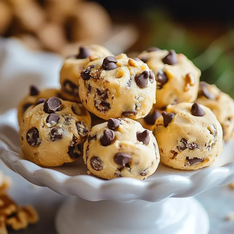 Hier sind die Zutaten, die du für die Schokoladenkekse-Teig-Bällchen brauchst: - 1 Tasse Mandelmehl - 1/4 Tasse Kokosmehl - 1/3 Tasse Ahornsirup - 1/4 Tasse geschmolzenes Kokosöl - 1 Teelöffel Vanilleextrakt - 1/2 Teelöffel Backpulver - 1/4 Teelöffel Salz - 1/2 Tasse Mini-Schokoladenstückchen - 1/4 Tasse gehackte Walnüsse (optional) Es gibt viele Möglichkeiten, die Zutaten zu ersetzen. Zum Beispiel kannst du: - Anstelle von Mandelmehl Hafermehl verwenden. - Kokosmehl durch Weizenmehl ersetzen, wenn du kein Gluten vermeidest. - Agavensirup oder Honig statt Ahornsirup nutzen. - Butter anstelle von Kokosöl wählen, wenn du es magst. Wähle frische und hochwertige Zutaten für die besten Ergebnisse. Hier sind einige Tipps: - Kaufe Mandelmehl und Kokosmehl in Bio-Qualität. - Achte darauf, dass dein Ahornsirup rein ist. - Verwende hochwertige Schokoladenstückchen für den besten Geschmack. - Frische Walnüsse geben den Bällchen eine tolle Textur. Mit diesen Zutaten und Tipps kannst du deine Schokoladenkekse-Teig-Bällchen noch leckerer machen! {{ingredient_image_2}} Zuerst nehme ich eine große Rührschüssel. Dort gebe ich 1 Tasse Mandelmehl, 1/4 Tasse Kokosmehl, 1/2 Teelöffel Backpulver und 1/4 Teelöffel Salz. Ich vermenge alles gut. Es ist wichtig, dass keine Klümpchen übrig bleiben. So wird der Teig glatt und lecker. In einer separaten Schüssel nehme ich 1/4 Tasse geschmolzenes Kokosöl, 1/3 Tasse Ahornsirup und 1 Teelöffel Vanilleextrakt. Ich rühre alles mit einem Schneebesen gut durch. Die Mischung sollte gleichmäßig sein. Das sorgt für einen tollen Geschmack. Jetzt gieße ich die feuchte Mischung in die trockenen Zutaten. Ich mische alles gut, bis ein homogener Teig entsteht. Dann füge ich 1/2 Tasse Mini-Schokoladenstückchen und 1/4 Tasse gehackte Walnüsse hinzu, wenn ich mag. Ich forme kleine Portionen des Teigs zu Bällchen, etwa 2,5 cm groß. Die Bällchen lege ich auf ein Backblech mit Backpapier. Danach stelle ich das Blech für mindestens 30 Minuten in den Kühlschrank. So werden die Bällchen fest und lecker. Ein häufiger Fehler ist, die trockenen Zutaten nicht gründlich zu vermischen. Klumpen im Teig sind nicht ideal. Ein weiterer Fehler ist, den Teig nicht genug zu kühlen. Dadurch werden die Bällchen nicht fest. Achte darauf, die Bällchen gleichmäßig zu formen. Wenn sie zu groß sind, werden sie schwer zu essen. Du kannst die Schokoladenstückchen durch andere Zutaten ersetzen. Versuche es mit Trockenfrüchten oder Nüssen. Auch Erdnussbutter oder Mandelbutter passen gut. Wenn du es schokoladiger magst, füge Kakaopulver hinzu. Für einen besonderen Geschmack kannst du auch etwas Zimt oder Muskatnuss verwenden. Die Konsistenz ist wichtig für den Genuss. Der Teig sollte fest, aber nicht bröckelig sein. Wenn der Teig zu trocken ist, füge etwas mehr Kokosöl oder Ahornsirup hinzu. Um die Bällchen weich zu halten, lagere sie in einem luftdichten Behälter. So bleiben sie frisch und lecker. Pro Tipps Die richtige Konsistenz: Achte darauf, dass der Teig nicht zu klebrig ist. Füge bei Bedarf etwas mehr Mandelmehl hinzu, um die perfekte Konsistenz zu erreichen. Variationen: Experimentiere mit verschiedenen Nüssen oder Trockenfrüchten, um dem Rezept deine persönliche Note zu geben. Vorkühlen: Das Kühlen der Teigbällchen vor dem Servieren sorgt dafür, dass sie die Form behalten und intensiver schmecken. Aufbewahrung: Bewahre die Bällchen in einem luftdichten Behälter auf, um ihre Frische und den Geschmack zu erhalten. {{image_4}} Für eine vegane Version der Schokoladenkekse-Teig-Bällchen kannst du einige Zutaten anpassen. Ersetze den Ahornsirup durch Agavendicksaft, wenn du magst. Verwende anstelle von Kokosöl vegane Margarine oder ein neutrales Öl. Achte darauf, dass die Schokoladenstückchen auch vegan sind. Viele Marken bieten nun köstliche vegane Schokoladenstückchen an. Diese kleinen Änderungen machen dein Rezept tierfreundlich und lecker. Um glutenfreie Bällchen zu machen, nutze nur Mandelmehl und Kokosmehl, wie im Rezept. Diese Mehle sind von Natur aus glutenfrei. Achte darauf, dass alle anderen Zutaten auch glutenfrei sind. Das inkludiert die Schokoladenstückchen. Diese glutenfreien Bällchen sind genauso gut wie die klassischen Varianten. Du kannst die Bällchen ganz nach deinem Geschmack anpassen. Füge Trockenfrüchte wie Cranberries oder Aprikosen hinzu. Du könntest auch Erdnüsse oder Mandeln verwenden, wenn du magst. Wußtest du, dass eine Prise Zimt oder eine Prise Meersalz den Geschmack verstärken kann? Sei kreativ und finde deine eigenen perfekten Kombinationen! Um die Schokoladenkekse-Teig-Bällchen frisch zu halten, lege sie in einen luftdichten Behälter. So bleiben sie weich und lecker. Stelle den Behälter in den Kühlschrank. Die Bällchen sind eine tolle süße Kleinigkeit für zwischendurch. Wenn du mehr Bällchen machen möchtest, friere sie einfach ein. Lege die Bällchen auf ein Backblech und friere sie für etwa eine Stunde. Danach kannst du sie in einen Gefrierbeutel umfüllen. So hast du immer einen Snack parat. Zum Essen lass die Bällchen einfach bei Raumtemperatur auftauen. Im Kühlschrank halten sich die Teig-Bällchen bis zu einer Woche. Achte darauf, dass der Behälter gut verschlossen ist. So bleibt der Geschmack frisch. Ich empfehle, sie innerhalb von fünf Tagen zu essen, damit sie am besten schmecken. Ja, diese Bällchen sind relativ gesund. Sie enthalten Mandelmehl und Kokosmehl. Diese Mehle sind reich an Nährstoffen. Mandelmehl hat viel Eiweiß und gesunde Fette. Kokosmehl hat Ballaststoffe und kann die Verdauung unterstützen. Der Ahornsirup gibt süßen Geschmack, ohne raffinierten Zucker. Die Schokoladenstückchen fügen etwas Süße hinzu, aber in Maßen. Wenn du die Walnüsse hinzufügst, bekommst du mehr gesunde Fette und Eiweiß. Insgesamt sind sie ein besserer Snack als viele andere Süßigkeiten. Die besten Schokoladenkekse-Teig-Bällchen findest du oft in Bio-Läden oder Feinkostgeschäften. Diese Orte bieten oft frischere und gesündere Optionen. Du kannst auch online nach spezialisierten Bäckereien suchen. Es gibt viele Marken, die leckere, gesunde Snacks anbieten. Achte darauf, die Zutatenliste zu prüfen. So stellst du sicher, dass sie ähnlich wie unser Rezept sind. Nein, diesen speziellen Teig solltest du nicht backen. Er ist für das Kühlverfahren gedacht. Das Backen würde die Textur und den Geschmack verändern. Diese Bällchen sind roh und so gedacht, dass sie frisch und cremig bleiben. Wenn du gebackene Kekse möchtest, brauchst du ein anderes Rezept. Aber diese Bällchen sind perfekt als süßer Snack oder Party-Leckerbissen. In diesem Artikel haben wir die besten Zutaten für Schokoladenkekse-Teig-Bällchen besprochen. Du hast gelernt, welche Alternativen es gibt und wie du die besten Zutaten auswählst. Wir haben uns auch die Schritt-für-Schritt-Anleitung angeschaut, um Fehler zu vermeiden und verschiedene Variationen auszuprobieren. Denke daran, die Tipps zur Lagerung zu beachten, damit deine Bällchen frisch bleiben. Probiere immer wieder neue Ideen aus. So bleibt das Backen spannend und lecker!