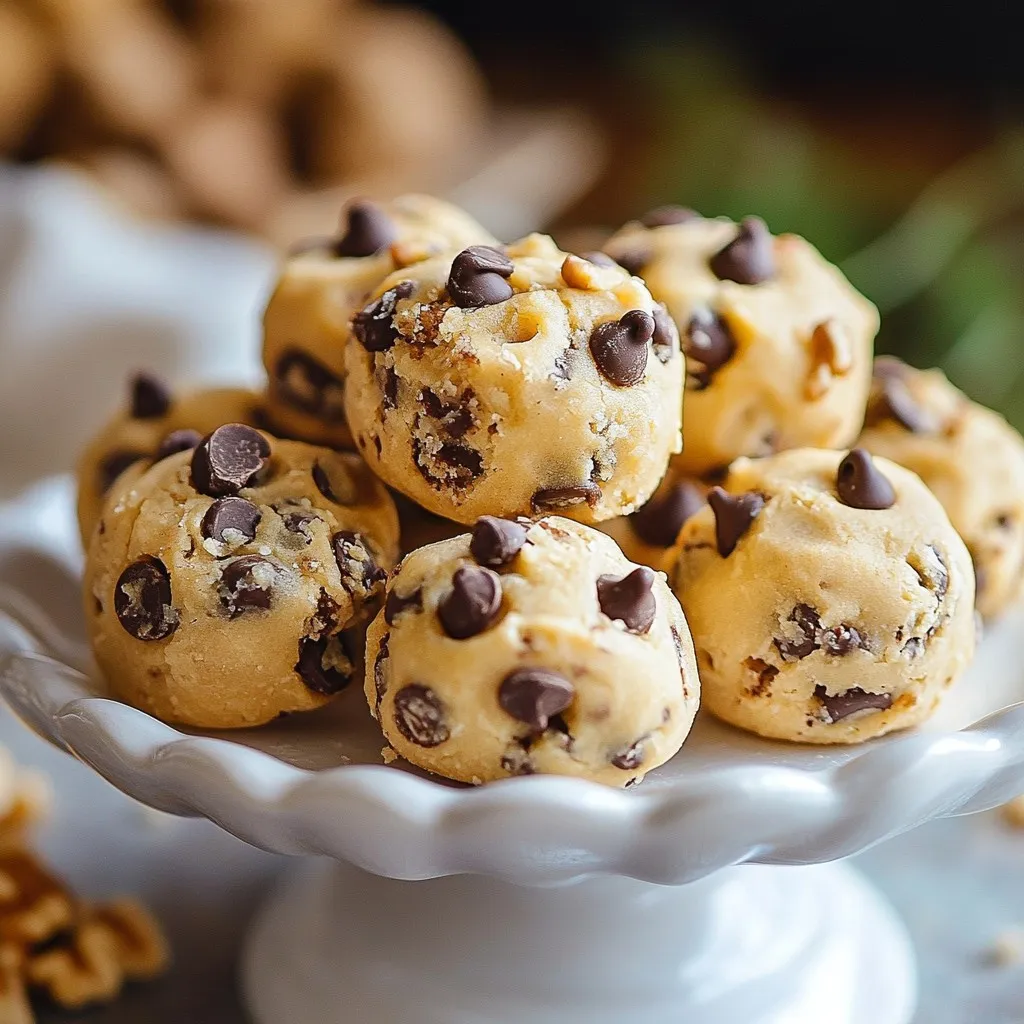 Hier sind die Zutaten, die du für die Schokoladenkekse-Teig-Bällchen brauchst: - 1 Tasse Mandelmehl - 1/4 Tasse Kokosmehl - 1/3 Tasse Ahornsirup - 1/4 Tasse geschmolzenes Kokosöl - 1 Teelöffel Vanilleextrakt - 1/2 Teelöffel Backpulver - 1/4 Teelöffel Salz - 1/2 Tasse Mini-Schokoladenstückchen - 1/4 Tasse gehackte Walnüsse (optional) Es gibt viele Möglichkeiten, die Zutaten zu ersetzen. Zum Beispiel kannst du: - Anstelle von Mandelmehl Hafermehl verwenden. - Kokosmehl durch Weizenmehl ersetzen, wenn du kein Gluten vermeidest. - Agavensirup oder Honig statt Ahornsirup nutzen. - Butter anstelle von Kokosöl wählen, wenn du es magst. Wähle frische und hochwertige Zutaten für die besten Ergebnisse. Hier sind einige Tipps: - Kaufe Mandelmehl und Kokosmehl in Bio-Qualität. - Achte darauf, dass dein Ahornsirup rein ist. - Verwende hochwertige Schokoladenstückchen für den besten Geschmack. - Frische Walnüsse geben den Bällchen eine tolle Textur. Mit diesen Zutaten und Tipps kannst du deine Schokoladenkekse-Teig-Bällchen noch leckerer machen! {{ingredient_image_2}} Zuerst nehme ich eine große Rührschüssel. Dort gebe ich 1 Tasse Mandelmehl, 1/4 Tasse Kokosmehl, 1/2 Teelöffel Backpulver und 1/4 Teelöffel Salz. Ich vermenge alles gut. Es ist wichtig, dass keine Klümpchen übrig bleiben. So wird der Teig glatt und lecker. In einer separaten Schüssel nehme ich 1/4 Tasse geschmolzenes Kokosöl, 1/3 Tasse Ahornsirup und 1 Teelöffel Vanilleextrakt. Ich rühre alles mit einem Schneebesen gut durch. Die Mischung sollte gleichmäßig sein. Das sorgt für einen tollen Geschmack. Jetzt gieße ich die feuchte Mischung in die trockenen Zutaten. Ich mische alles gut, bis ein homogener Teig entsteht. Dann füge ich 1/2 Tasse Mini-Schokoladenstückchen und 1/4 Tasse gehackte Walnüsse hinzu, wenn ich mag. Ich forme kleine Portionen des Teigs zu Bällchen, etwa 2,5 cm groß. Die Bällchen lege ich auf ein Backblech mit Backpapier. Danach stelle ich das Blech für mindestens 30 Minuten in den Kühlschrank. So werden die Bällchen fest und lecker. Ein häufiger Fehler ist, die trockenen Zutaten nicht gründlich zu vermischen. Klumpen im Teig sind nicht ideal. Ein weiterer Fehler ist, den Teig nicht genug zu kühlen. Dadurch werden die Bällchen nicht fest. Achte darauf, die Bällchen gleichmäßig zu formen. Wenn sie zu groß sind, werden sie schwer zu essen. Du kannst die Schokoladenstückchen durch andere Zutaten ersetzen. Versuche es mit Trockenfrüchten oder Nüssen. Auch Erdnussbutter oder Mandelbutter passen gut. Wenn du es schokoladiger magst, füge Kakaopulver hinzu. Für einen besonderen Geschmack kannst du auch etwas Zimt oder Muskatnuss verwenden. Die Konsistenz ist wichtig für den Genuss. Der Teig sollte fest, aber nicht bröckelig sein. Wenn der Teig zu trocken ist, füge etwas mehr Kokosöl oder Ahornsirup hinzu. Um die Bällchen weich zu halten, lagere sie in einem luftdichten Behälter. So bleiben sie frisch und lecker. Pro Tipps Die richtige Konsistenz: Achte darauf, dass der Teig nicht zu klebrig ist. Füge bei Bedarf etwas mehr Mandelmehl hinzu, um die perfekte Konsistenz zu erreichen. Variationen: Experimentiere mit verschiedenen Nüssen oder Trockenfrüchten, um dem Rezept deine persönliche Note zu geben. Vorkühlen: Das Kühlen der Teigbällchen vor dem Servieren sorgt dafür, dass sie die Form behalten und intensiver schmecken. Aufbewahrung: Bewahre die Bällchen in einem luftdichten Behälter auf, um ihre Frische und den Geschmack zu erhalten. {{image_4}} Für eine vegane Version der Schokoladenkekse-Teig-Bällchen kannst du einige Zutaten anpassen. Ersetze den Ahornsirup durch Agavendicksaft, wenn du magst. Verwende anstelle von Kokosöl vegane Margarine oder ein neutrales Öl. Achte darauf, dass die Schokoladenstückchen auch vegan sind. Viele Marken bieten nun köstliche vegane Schokoladenstückchen an. Diese kleinen Änderungen machen dein Rezept tierfreundlich und lecker. Um glutenfreie Bällchen zu machen, nutze nur Mandelmehl und Kokosmehl, wie im Rezept. Diese Mehle sind von Natur aus glutenfrei. Achte darauf, dass alle anderen Zutaten auch glutenfrei sind. Das inkludiert die Schokoladenstückchen. Diese glutenfreien Bällchen sind genauso gut wie die klassischen Varianten. Du kannst die Bällchen ganz nach deinem Geschmack anpassen. Füge Trockenfrüchte wie Cranberries oder Aprikosen hinzu. Du könntest auch Erdnüsse oder Mandeln verwenden, wenn du magst. Wußtest du, dass eine Prise Zimt oder eine Prise Meersalz den Geschmack verstärken kann? Sei kreativ und finde deine eigenen perfekten Kombinationen! Um die Schokoladenkekse-Teig-Bällchen frisch zu halten, lege sie in einen luftdichten Behälter. So bleiben sie weich und lecker. Stelle den Behälter in den Kühlschrank. Die Bällchen sind eine tolle süße Kleinigkeit für zwischendurch. Wenn du mehr Bällchen machen möchtest, friere sie einfach ein. Lege die Bällchen auf ein Backblech und friere sie für etwa eine Stunde. Danach kannst du sie in einen Gefrierbeutel umfüllen. So hast du immer einen Snack parat. Zum Essen lass die Bällchen einfach bei Raumtemperatur auftauen. Im Kühlschrank halten sich die Teig-Bällchen bis zu einer Woche. Achte darauf, dass der Behälter gut verschlossen ist. So bleibt der Geschmack frisch. Ich empfehle, sie innerhalb von fünf Tagen zu essen, damit sie am besten schmecken. Ja, diese Bällchen sind relativ gesund. Sie enthalten Mandelmehl und Kokosmehl. Diese Mehle sind reich an Nährstoffen. Mandelmehl hat viel Eiweiß und gesunde Fette. Kokosmehl hat Ballaststoffe und kann die Verdauung unterstützen. Der Ahornsirup gibt süßen Geschmack, ohne raffinierten Zucker. Die Schokoladenstückchen fügen etwas Süße hinzu, aber in Maßen. Wenn du die Walnüsse hinzufügst, bekommst du mehr gesunde Fette und Eiweiß. Insgesamt sind sie ein besserer Snack als viele andere Süßigkeiten. Die besten Schokoladenkekse-Teig-Bällchen findest du oft in Bio-Läden oder Feinkostgeschäften. Diese Orte bieten oft frischere und gesündere Optionen. Du kannst auch online nach spezialisierten Bäckereien suchen. Es gibt viele Marken, die leckere, gesunde Snacks anbieten. Achte darauf, die Zutatenliste zu prüfen. So stellst du sicher, dass sie ähnlich wie unser Rezept sind. Nein, diesen speziellen Teig solltest du nicht backen. Er ist für das Kühlverfahren gedacht. Das Backen würde die Textur und den Geschmack verändern. Diese Bällchen sind roh und so gedacht, dass sie frisch und cremig bleiben. Wenn du gebackene Kekse möchtest, brauchst du ein anderes Rezept. Aber diese Bällchen sind perfekt als süßer Snack oder Party-Leckerbissen. In diesem Artikel haben wir die besten Zutaten für Schokoladenkekse-Teig-Bällchen besprochen. Du hast gelernt, welche Alternativen es gibt und wie du die besten Zutaten auswählst. Wir haben uns auch die Schritt-für-Schritt-Anleitung angeschaut, um Fehler zu vermeiden und verschiedene Variationen auszuprobieren. Denke daran, die Tipps zur Lagerung zu beachten, damit deine Bällchen frisch bleiben. Probiere immer wieder neue Ideen aus. So bleibt das Backen spannend und lecker!