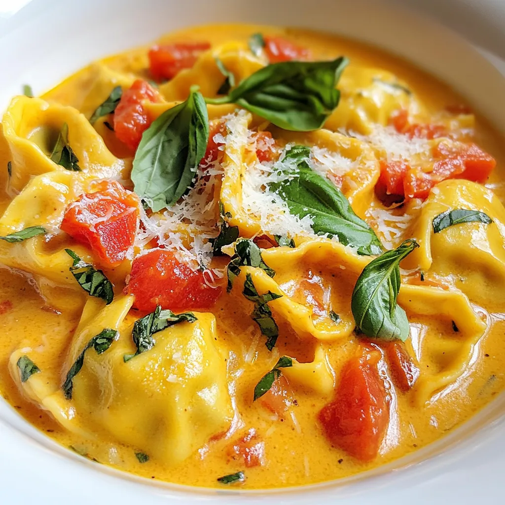 - 340 g Käse-Tortellini (frisch oder gefroren) - 2 Esslöffel Olivenöl - 3 Knoblauchzehen, fein gehackt - 1 Dose (400 g) gewürfelte Tomaten (mit Saft) - 240 ml Sahne Die Hauptzutaten sind einfach zu finden. Tortellini sind der Star dieser Mahlzeit. Du kannst frische oder gefrorene nehmen. Ich bevorzuge frische Tortellini, sie haben mehr Geschmack. Olivenöl bringt gesunde Fette und einen tollen Geschmack. Der Knoblauch gibt der Soße einen schönen Duft. Gewürfelte Tomaten aus der Dose sind perfekt. Sie sind praktisch und voller Geschmack. Sahne macht die Soße cremig und reichhaltig. - 1 Teelöffel getrockneter Oregano - Salz und Pfeffer nach Geschmack - Rote Pfefferflocken (optional, für etwas Schärfe) Gewürze sind wichtig für den Geschmack. Oregano bringt die italienische Note. Salz und Pfeffer machen alles besser. Du kannst rote Pfefferflocken hinzufügen, wenn du es schärfer magst. Sie geben einen schönen Kick. - 1 Tasse frisch zerrissener Basilikum - 50 g geriebener Parmesan Basilikum ist das perfekte Kraut für die Garnitur. Es sorgt für Frische und Farbe. Der Parmesan gibt einen herzhaften Geschmack. Du kannst ihn frisch reiben für mehr Aroma. Zusammen machen sie das Gericht noch besser. {{ingredient_image_2}} - Koche die Tortellini in gesalzenem Wasser al dente. - Gieße sie ab und stelle sie beiseite. - Erhitze das Olivenöl in einer großen Pfanne. - Füge den fein gehackten Knoblauch hinzu und brate ihn an. - Rühre die gewürfelten Tomaten und den Oregano ein. - Lass die Mischung 5-7 Minuten köcheln. - Reduziere die Hitze und gieße die Sahne ein. - Rühre gut um und lass die Soße eindicken. - Gib die gekochten Tortellini in die Pfanne. - Lass die Aromen für 2-3 Minuten aufnehmen. - Ziehe die Pfanne vom Herd und füge Basilikum und Parmesan hinzu. - Mische alles gut und schmecke ab. - Um die Soße zu verdicken, lasse sie langsam köcheln. - Rühre die Soße oft um, um ein Anbrennen zu vermeiden. - Achte beim Anbraten des Knoblauchs darauf, dass er goldbraun, nicht schwarz wird. - Wenn der Knoblauch anbrennt, wird die Soße bitter. - Du kannst die Tortellini im Voraus kochen und kalt stellen. - Bereite die Soße ebenfalls vorher zu und erwärme sie später. - Lagere die Reste in einem luftdichten Behälter im Kühlschrank. - Reste halten sich 3 bis 4 Tage. - Frische Kräuter wie Thymian oder Petersilie passen gut dazu. - Füge eine Prise Zitronensaft für mehr Frische hinzu. - Serviere den Tortellini mit einem grünen Salat oder knusprigem Brot. - Parmesan eignet sich hervorragend als Beilage. Pro Tipps Frische Zutaten verwenden: Verwenden Sie frische Tomaten und Basilikum, wenn möglich, um den Geschmack zu intensivieren. Die Sahne variieren: Für eine leichtere Version können Sie die Sahne durch griechischen Joghurt oder eine pflanzliche Sahnealternative ersetzen. Zusätzliche Aromen hinzufügen: Experimentieren Sie mit zusätzlichen Gewürzen wie Thymian oder frischem Rosmarin für mehr Tiefe im Geschmack. Servieren mit Beilagen: Ergänzen Sie das Gericht mit einem frischen grünen Salat oder knusprigem Brot, um ein komplettes Essen zu kreieren. {{image_4}} Wenn Sie eine vegetarische Option wünschen, probieren Sie Tortellini ohne Käse. Viele Marken bieten leckere Alternativen an. Suchen Sie nach Tortellini mit Spinat oder Pilzen. Diese Varianten bringen einen tollen Geschmack und sind gesund. Fügen Sie auch frisches Gemüse zu Ihrer Soße hinzu. Zucchini, Paprika und Spinat passen gut dazu. Sie geben Farbe und Nährstoffe. Braten Sie das Gemüse einfach mit dem Knoblauch an, bevor Sie die Tomaten hinzufügen. Für mehr Protein können Sie Huhn oder Garnelen hinzufügen. Das macht das Gericht sättigender und nährstoffreicher. Kochen Sie das Huhn zuerst in der Pfanne und schneiden Sie es dann in Stücke. Fügen Sie es am Ende zur Soße hinzu. Wenn Sie Garnelen verwenden, braten Sie diese kurz an, bis sie rosa sind. Geben Sie die Garnelen mit den Tomaten in die Pfanne. Achten Sie darauf, die Garzeit zu reduzieren, damit sie zart bleiben. Für eine glutenfreie Option suchen Sie nach glutenfreien Tortellini. Es gibt viele gute Marken, die diese anbieten. Diese Tortellini haben oft einen ähnlichen Geschmack und eine ähnliche Textur wie die normalen. Bei der Soße können Sie die gleiche Zubereitung verwenden. Achten Sie darauf, dass alle Zutaten glutenfrei sind. So können Sie sicherstellen, dass Ihr Gericht für alle geeignet ist. Um die Tortellini frisch zu halten, lege sie in einen luftdichten Behälter. Wenn du welche übrig hast, kannst du sie auch einfrieren. Achte darauf, die Tortellini zuerst auf einem Blech auszubreiten, um ein Zusammenkleben zu vermeiden. Nach dem Einfrieren kannst du sie in einen Beutel geben. Für die Soße gilt: Lass sie zuerst abkühlen, bevor du sie in den Kühlschrank stellst. Verwende ein Glas oder einen Behälter mit Deckel. So bleibt der Geschmack frisch und lecker. Erwärme die Tortellini bei mittlerer Hitze. Du kannst etwas Wasser oder Sahne hinzufügen, um die Konsistenz zu verbessern. So bleibt die Soße cremig und wird nicht zu dick. Die optimale Temperatur zum Erwärmen liegt bei etwa 70 Grad Celsius. Verwende einen Löffel, um alles gut zu vermischen, damit die Aromen gleichmäßig verteilt sind. Das Gericht hält sich im Kühlschrank etwa drei bis vier Tage. Achte auf einen frischen Geruch und eine schöne Farbe. Wenn die Soße trüb wird oder sich Schimmel bildet, ist es Zeit, sie wegzuwerfen. Wenn du Zweifel hast, vertraue deinem Bauchgefühl. Es ist besser, auf Nummer sicher zu gehen. Wenn du keine Sahne hast, probiere diese Alternativen: - Milch: Verwende Vollmilch für ein leichteres Gericht. - Kokosmilch: Diese sorgt für einen anderen, aber leckeren Geschmack. - Soja- oder Mandelcreme: Diese sind gute Optionen für vegane Gerichte. Jede dieser Optionen kann die Soße leicht verändern, aber sie bieten auch tollen Geschmack. Ja, frische Tomaten sind eine tolle Wahl! - Verwende reife Tomaten: Sie sind süßer und geschmackvoller. - Menge: Du brauchst etwa 600 g frische Tomaten für das Rezept. - Vorbereitung: Hacke die Tomaten grob und lasse sie etwas kochen, um Saft zu gewinnen. Frische Tomaten geben dem Gericht eine schöne Textur und einen tollen Geschmack. Dieses Rezept ergibt etwa 4 Portionen. - Anpassungen: Du kannst die Menge leicht ändern. - Für mehr Portionen: Verdopple einfach alle Zutaten. - Für weniger Portionen: Halbiere die Zutaten. So kannst du das Gericht an deine Bedürfnisse anpassen! In diesem Artikel haben wir ein einfaches Rezept für Käse-Tortellini mit einer leckeren Sahnesoße behandelt. Ich habe die Zutaten, die Schritt-für-Schritt-Anleitung und viele Tipps geteilt, um dir zu helfen. Du kannst auch Variationen ausprobieren und die besten Lagertechniken nutzen. Am wichtigsten ist, dass du die Gerichte nach deinem Geschmack anpassen kannst. Mit ein wenig Kreativität wird dein Erfolg in der Küche sicher. Viel Spaß beim Kochen!