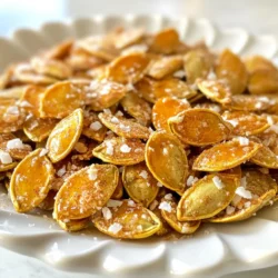 Für dieses Rezept brauchen wir einige einfache Zutaten. Die Hauptzutat sind rohe Kürbiskerne, auch bekannt als Pepitas. Sie sind nahrhaft und lecker. Ich verwende zwei Tassen davon. Dann kommt das Olivenöl. Zwei Esslöffel reichen, um die Kerne schön knusprig zu machen. Der Ahornsirup gibt den Kürbiskernen eine süße Note. Ein Viertel Tasse sorgt für einen tollen Geschmack. Zimt ist das nächste. Ein Teelöffel gemahlener Zimt bringt Wärme in jedes Bissen. Schließlich fügen wir Meersalz hinzu. Ein halber Teelöffel hebt die Aromen hervor. Wenn du etwas mehr Textur und Geschmack möchtest, probiere die optionalen Zutaten. Muskatnuss bringt einen tollen zusätzlichen Kick. Ein Viertel Teelöffel ist genug. Geriebene Kokosnuss ist eine weitere Option. Ein Viertel Tasse verleiht den Kürbiskernen eine interessante Konsistenz und einen süßen Geschmack. Die Nährwertangaben sind wichtig, besonders wenn du auf deine Ernährung achtest. Eine Portion von diesem Snack hat viele gesunde Fette, Proteine und Ballaststoffe. Kürbiskerne sind reich an Magnesium und Zink, was gut für deine Gesundheit ist. Die Kombination aus Ahornsirup und Zimt sorgt für einen süßen Genuss ohne zu viele Kalorien. Insgesamt sind diese gerösteten Kürbiskerne eine gesunde Wahl für einen Snack. {{ingredient_image_2}} Heize deinen Ofen auf 175°C vor. Das sorgt für perfektes Rösten. Nimm ein Backblech. Lege es mit Backpapier aus. Das macht die Reinigung einfach und schnell. Nimm eine große Schüssel. Gib die rohen Kürbiskerne hinein. Füge 2 Esslöffel Olivenöl hinzu. Der Öl hilft beim Rösten. Jetzt kommt der Ahornsirup. Gieße 1/4 Tasse in die Schüssel. Dann kommt 1 Teelöffel gemahlener Zimt. Das gibt den süßen Geschmack. Füge 1/2 Teelöffel Meersalz hinzu. Das Salz bringt die Aromen hervor. Wenn du magst, füge 1/4 Teelöffel Muskatnuss hinzu. Das ist optional, aber lecker. Möchtest du mehr Textur? Dann gib 1/4 Tasse geriebene Kokosnuss dazu. Mische alles gut durch. Achte darauf, dass die Kürbiskerne gleichmäßig bedeckt sind. Verteile die Mischung gleichmäßig auf dem Backblech. Achte darauf, dass die Kerne in einer einzigen Schicht liegen. Jetzt kommt der spannende Teil! Röste die Kerne im Ofen für 15-20 Minuten. Rühre alle 5 Minuten um. So garen sie gleichmäßig und brennen nicht an. Schau gut hin! Sie sollen goldbraun werden. Wenn sie duften und goldig sind, nimm sie aus dem Ofen. Lass die Kürbiskerne auf dem Blech abkühlen. Danach kannst du sie als Snack genießen oder auf einem Salat oder Joghurt verwenden. Um die besten Kürbiskerne zu rösten, achte auf die Temperatur. Heize deinen Ofen auf 175°C vor. Lege ein Backblech mit Backpapier aus. Das hilft, die Kerne leicht zu entfernen. Mische die Kürbiskerne gut mit Öl und Gewürzen. Eine gleichmäßige Schicht auf dem Blech ist wichtig. Röste sie für 15-20 Minuten. Rühre alle 5 Minuten um, damit sie gleichmäßig garen. Achte auf die Farbe. Sie sollten goldbraun sein, nicht dunkel. Du kannst das Rezept leicht anpassen. Füge andere Gewürze hinzu, wie Paprika oder Chili. Wenn du es süßer magst, nimm mehr Ahornsirup. Für einen anderen Crunch kannst du geriebene Kokosnuss verwenden. Diese fügt Textur und Geschmack hinzu. Du kannst auch Nüsse oder andere Samen mischen. Sei kreativ! Geröstete Kürbiskerne sind vielseitig. Nutze sie als Snack für zwischendurch. Sie passen auch gut zu Salaten oder Joghurt. Streue sie über Haferbrei für mehr Geschmack. Wenn du Reste hast, bewahre sie in einem luftdichten Behälter auf. So bleiben sie frisch. Du kannst sie auch in Backwaren verwenden. Füge sie zum Brot oder Muffins hinzu. Pro Tipps Verwenden Sie frische Kürbiskerne: Achten Sie darauf, frische, rohe Kürbiskerne zu verwenden, um den besten Geschmack und die beste Textur zu erzielen. Experimentieren Sie mit Gewürzen: Fühlen Sie sich frei, mit verschiedenen Gewürzen wie Chili-Pulver oder Paprika zu experimentieren, um den Geschmack zu variieren. Überwachen Sie den Röstvorgang: Rösten Sie die Kürbiskerne genau, da sie schnell von goldbraun zu verbrannt wechseln können. Halten Sie sie im Auge! Perfekte Lagerung: Bewahren Sie die gerösteten Kürbiskerne in einem luftdichten Behälter auf, um ihre Frische und Knusprigkeit zu bewahren. {{image_4}} Du kannst mit anderen Gewürzen spielen, um neue Aromen zu finden. Zum Beispiel, füge etwas Paprika für eine würzige Note hinzu. Ein Hauch von Ingwer gibt einen warmen Kick. Wenn du es magst, probiere etwas Chili-Pulver. Diese Kombination sorgt für einen aufregenden Snack. Es macht Spaß, neue Geschmäcker zu entdecken. Wenn du es süßer magst, kannst du mehr Ahornsirup verwenden. Vielleicht möchtest du auch Honig probieren. Das gibt den Kürbiskernen eine andere Süße. Für einen salzigeren Snack, erhöhe die Menge an Meersalz. Du kannst sogar geräuchertes Salz verwenden. Das verleiht dem Snack eine interessante Tiefe. Für eine glutenfreie Option sind Kürbiskerne perfekt. Sie sind von Natur aus glutenfrei. Wenn du eine nussfreie Diät machst, sind sie auch sicher. Du kannst die Öle nach deinem Geschmack anpassen. Verwende Kokosöl für einen tropischen Geschmack. Wenn du vegan bist, ist das Rezept bereits vegan. Das macht es einfach, es anzupassen. Um die frisch gerösteten Kürbiskerne zu lagern, benötigen Sie einen luftdichten Behälter. Dieser schützt die Kerne vor Feuchtigkeit und hält sie knusprig. Sie können die Kerne bei Raumtemperatur oder im Kühlschrank aufbewahren. Achten Sie darauf, dass der Behälter nicht zu groß ist, um Luftansammlungen zu vermeiden. Geröstete Kürbiskerne halten sich bis zu zwei Wochen, wenn sie richtig gelagert sind. Sie sind ein toller Snack für zwischendurch. Sie können sie auch über Salate oder Haferbrei streuen. Ich liebe es, sie in Joghurt zu mischen. So bringen sie zusätzlichen Crunch und Geschmack. Wenn Ihre Kürbiskerne nicht mehr knusprig sind, gibt es einen einfachen Trick. Rösten Sie sie kurz im Ofen bei 175°C für etwa 5 Minuten. So werden sie wieder frisch und knackig. Achten Sie darauf, dass sie nicht verbrennen. So können Sie auch alte Snacks schnell aufpeppen und genießen! Geröstete Kürbiskerne halten sich gut. Sie bleiben frisch für etwa eine Woche, wenn Sie sie in einem luftdichten Behälter aufbewahren. Lagern Sie sie an einem kühlen, trockenen Ort. Wenn Sie die Haltbarkeit verlängern möchten, können Sie sie auch im Kühlschrank aufbewahren. Dort bleiben sie bis zu einem Monat frisch. Achten Sie darauf, sie vor Feuchtigkeit zu schützen, damit sie knusprig bleiben. Ja, Sie können andere Nüsse oder Samen verwenden! Mandeln, Cashews oder Sonnenblumenkerne sind tolle Alternativen. Passen Sie die Röstzeit an, da verschiedene Nüsse unterschiedliche Garzeiten haben. Versuchen Sie, die neuen Zutaten mit der gleichen Mischung aus Ölen und Gewürzen zu kombinieren. So bleibt der Geschmack spannend und lecker. Um sicherzustellen, dass die Kürbiskerne gleichmäßig garen, verteilen Sie sie in einer einzigen Schicht auf dem Backblech. Rühren Sie alle 5 Minuten um, damit sie gleichmäßig bräunen. Achten Sie darauf, dass die Kerne nicht zu nah beieinander liegen. So verhindern Sie, dass sie dampfen und nicht knusprig werden. Halten Sie sie im Auge, damit sie nicht anbrennen. In diesem Artikel haben wir die Hauptzutaten für geröstete Kürbiskerne besprochen und zusätzliche Optionen für Geschmack gefügt. Ich gab eine Schritt-für-Schritt-Anleitung, um sicherzustellen, dass Sie perfekte Ergebnisse erzielen. Tipps und Tricks helfen Ihnen, das Beste aus Ihrem Snack herauszuholen. Variationen erlauben es Ihnen, kreative Anpassungen vorzunehmen. Zu guter Letzt erörterten wir die richtige Lagerung und Haltbarkeit. Schnappen Sie sich Ihre Kürbiskerne und probieren Sie das Rezept aus!