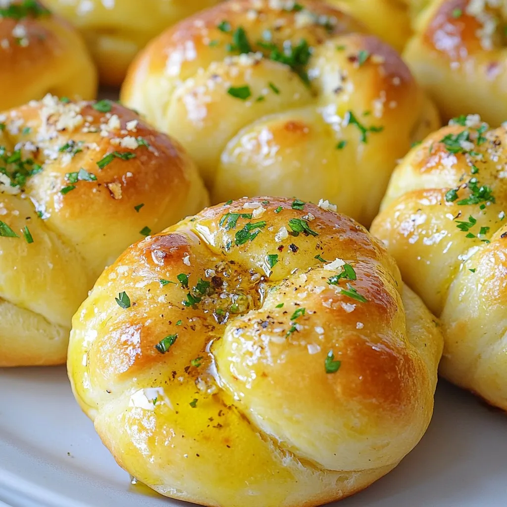 - 1 Packung gekühlter Pizzateig - 4 Esslöffel ungesalzene Butter, geschmolzen - 4 Knoblauchzehen, fein gehackt Diese Zutaten sind einfach zu finden. Der Pizzateig macht die Knoten fluffig und lecker. Die Butter sorgt für einen reichen Geschmack, während der Knoblauch die perfekte Würze bringt. - 1 Teelöffel getrockneter Oregano - 1 Teelöffel getrocknete Petersilie - 1/2 Teelöffel zerstoßene rote Pfefferflocken (optional für Schärfe) - Salz nach Geschmack Diese Kräuter bringen Tiefe in den Geschmack. Oregano und Petersilie sind klassisch, während die roten Pfefferflocken etwas Hitze geben. Das Salz hebt alle Aromen hervor. - Frische Petersilie, gehackt (zum Garnieren) - Geriebener Parmesan (optional, zum Bestreuen) Frische Petersilie macht die Knoten schön und frisch. Parmesan fügt einen herzhaften Touch hinzu. Diese Garnierungen sind nicht nur lecker, sondern sehen auch gut aus. {{ingredient_image_2}} Heizen Sie die Heißluftfritteuse auf 175°C vor. Dies hilft, die Knoten gleichmäßig zu garen. Ein guter Start sorgt für ein knuspriges Ergebnis. Rollen Sie den gekühlten Pizzateig auf einer leicht bemehlten Fläche aus. Schneiden Sie den Teig in Streifen von etwa 2,5 cm Breite. Nehmen Sie jeden Streifen und formen Sie ihn zu einem Knoten. Stecken Sie die Enden unter den Knoten. So bleibt alles schön zusammen. Mischen Sie in einer Schüssel die geschmolzene Butter, den fein gehackten Knoblauch, Oregano, Petersilie, rote Pfefferflocken und etwas Salz. Diese Mischung gibt den Knoten einen tollen Geschmack. Legen Sie die Knoten in den Korb der Heißluftfritteuse. Achten Sie darauf, dass sie in einer einzigen Schicht liegen. Garen Sie sie für 8-10 Minuten. Sie sollten goldbraun und durchgegart sein. Nehmen Sie die Knoten aus der Heißluftfritteuse. Bestreichen Sie sie erneut mit der Knoblauchbutter-Mischung. Garnieren Sie die Knoten mit frisch gehackter Petersilie und streuen Sie nach Wunsch Parmesan darüber. Diese Snacks sehen lecker aus und schmecken noch besser! Um den perfekten Knoten zu machen, sind einige einfache Schritte wichtig. Zuerst schneiden Sie den Pizzateig in gleichmäßige Streifen. Halten Sie die Streifen etwa 2,5 cm breit. Dann formen Sie jeden Streifen zu einem Knoten. Wickeln Sie die Enden gut um den Knoten. Achten Sie darauf, dass die Enden sicher stecken. Das sorgt für eine schöne Form und gleichmäßiges Garen. Die richtige Temperatur ist entscheidend für köstliche Knoblauch-Knoten. Heizen Sie die Heißluftfritteuse auf 175°C vor. Garzeiten variieren oft, daher ist es wichtig, die Knoten nach 8 Minuten zu prüfen. Sie sollten goldbraun und knusprig sein. Wenn sie noch nicht fertig sind, lassen Sie sie für weitere 1-2 Minuten garen. So erhalten Sie das beste Ergebnis. Wenn Sie nach Alternativen zur Knoblauchbutter suchen, gibt es viele Optionen. Verwenden Sie Kräuteröl oder Olivenöl mit frischen Kräutern. Auch scharfe Saucen können einen tollen Geschmack bringen. Für eine süßere Note probieren Sie Honig-Butter. Experimentieren Sie mit verschiedenen Aromen, um Ihre eigenen Lieblingsvarianten zu finden. Pro Tipps Frischer Teig: Verwenden Sie frischen Pizzateig anstelle von gefrorenem, um eine bessere Textur und Geschmack zu erzielen. Knoblauchintensität: Passen Sie die Menge des gehackten Knoblauchs nach Ihrem Geschmack an – mehr für einen intensiveren Geschmack! Gleichmäßiges Garen: Überfüllen Sie den Korb der Heißluftfritteuse nicht, damit die Knoten gleichmäßig garen und schön knusprig werden. Variationen: Experimentieren Sie mit zusätzlichen Kräutern oder Gewürzen, um die Knoten nach Ihrem Geschmack zu variieren. {{image_4}} Käse-Knoblauch-Knoten sind ein echter Hit! Fügen Sie einfach geriebenen Käse zur Knoblauchbutter-Mischung hinzu. Mozzarella oder Parmesan sind großartige Optionen. Der Käse schmilzt und macht die Knoten noch schmackhafter. Um den Käse zu integrieren, bestreuen Sie ihn vor dem Garen über die Knoten. Sie erhalten eine köstliche, klebrige Käsekruste. Möchten Sie etwas mehr Geschmack? Probieren Sie Gewürz-Knoblauch-Knoten! Fügen Sie Ihrer Knoblauchbutter-Mischung verschiedene Gewürze hinzu. Paprika, italienische Gewürze oder sogar etwas Curry bringen viel Aroma. Diese Gewürze machen die Knoten aufregend und einzigartig. Experimentieren Sie mit Gewürzen, die Ihnen gefallen. Für eine vegetarische Variante können Sie das Rezept einfach anpassen. Verwenden Sie frische Kräuter wie Basilikum oder Thymian. Diese Kräuter bringen frische Aromen in die Knoten. Servieren Sie die Knoblauch-Knoten mit einem Dip, wie marinara oder Joghurt-Dip. Diese Beilagen machen die Knoten perfekt für Partys oder Snacks. Um deine Knoblauch-Knoten frisch zu halten, lege sie in einen luftdichten Behälter. Du kannst auch Frischhaltefolie verwenden. Stelle sicher, dass sie vollständig abgekühlt sind, bevor du sie lagerst. So bleiben sie länger lecker und weich. Wenn du deine Knoblauch-Knoten aufwärmen möchtest, nutze die Heißluftfritteuse. Stelle sie auf 160°C ein und erwärme sie für 3-5 Minuten. Du kannst auch den Ofen verwenden. Lege sie auf ein Backblech und wärme sie bei 175°C für etwa 5-7 Minuten auf. So werden sie wieder knusprig und warm. Im Kühlschrank bleiben die Knoblauch-Knoten bis zu 3 Tage frisch. Wenn du sie länger aufbewahren möchtest, friere sie ein. In einem luftdichten Behälter oder Gefrierbeutel halten sie bis zu 3 Monate. Achte darauf, sie gut zu beschriften, um Verwirrung zu vermeiden. Knusprige Knoblauch-Knoten sind der Traum vieler. Wenn deine Knoten nicht knusprig sind, kann es an der Temperatur oder der Garzeit liegen. Stelle sicher, dass die Heißluftfritteuse gut vorgeheizt ist. Gar sie bei 175°C für 8-10 Minuten. Lass sie nicht zu lang in der Fritteuse, sonst werden sie trocken. Auch die Butter kann einen Unterschied machen. Verwende genug, aber nicht zu viel. So bleiben sie knusprig und lecker. Ja, frischer Knoblauch ist eine tolle Wahl! Er gibt den Knoten einen intensiven Geschmack. Hacke die Zehen fein und benutze sie anstelle des gehackten Knoblauchs. Du kannst sogar die Menge erhöhen, wenn du es würziger magst. Frischer Knoblauch gibt auch einen tollen Duft ab. Die Knoten sind perfekt für Partys! Du kannst sie im Voraus zubereiten und dann einfach aufwärmen. Bereite die Knoten wie im Rezept vor, aber gare sie nicht. Lege sie auf ein Blech und decke sie ab. Bewahre sie im Kühlschrank auf. Wenn deine Gäste kommen, gare sie einfach in der Heißluftfritteuse. Das dauert nur wenige Minuten. Wenn du keinen Pizzateig hast, gibt es viele Alternativen. Du kannst Blätterteig verwenden, das gibt einen tollen Crunch. Auch Brot- oder Brötchenteig funktioniert gut. Achte darauf, dass der Teig gut aufgeht, damit die Knoten luftig werden. Du kannst sogar fertigen Teig aus dem Kühlregal nehmen. Es gibt viele Möglichkeiten! Knoblauch-Knoten sind einfach und lecker. In diesem Artikel habe ich die Hauptzutaten, Zubereitung und viele Tipps geteilt. Du hast gelernt, wie du die perfekten Knoten zubereitest und ihre Aromen anpassen kannst. Variationen wie Käse-Knoblauch-Knoten erweitern deine Möglichkeiten. Denke daran, Reste gut zu lagern, um die Frische zu erhalten. Mit diesen Tipps bringst du jeden Snack auf ein neues Level. Probiere die Knoblauch-Knoten und beeindrucken deine Gäste!