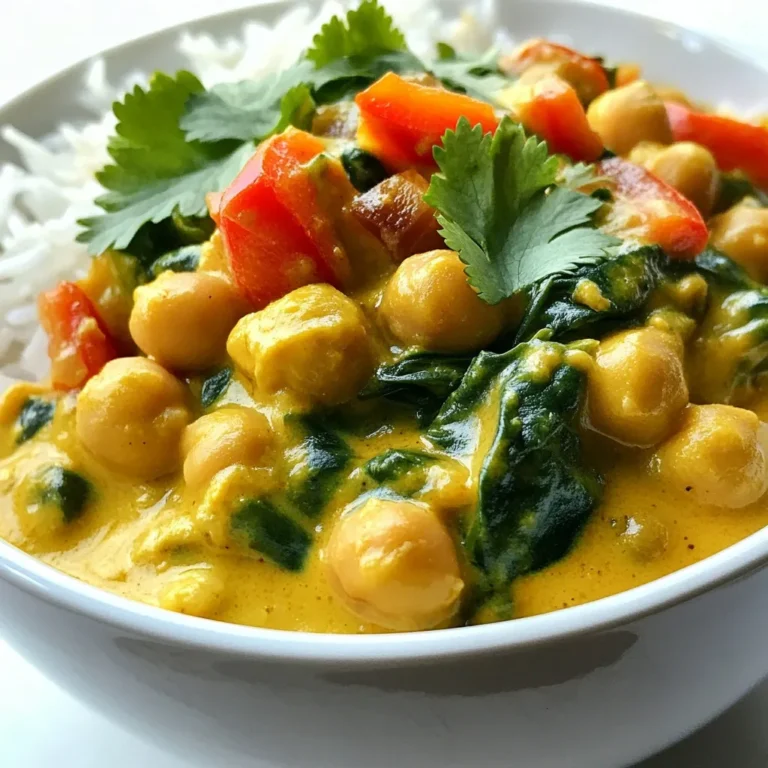 - 1 Dose (425 g) Kichererbsen, abgetropft und abgespült - 1 Dose (400 ml) Kokosmilch - 1 Esslöffel Olivenöl - 1 mittelgroße Zwiebel, gewürfelt - 3 Knoblauchzehen, fein gehackt - 1 Esslöffel frischer Ingwer, gerieben - 2 Esslöffel rote Currypaste - 1 Esslöffel Sojasauce (oder Tamari für glutenfrei) - 1 Esslöffel Ahornsirup Die Kichererbsen sind eine tolle Proteinquelle. Sie machen das Gericht sättigend. Kokosmilch bringt einen leckeren, cremigen Geschmack. Die Gewürze, wie Ingwer und Currypaste, geben dem Curry Tiefe und Wärme. - 1 rote Paprika, gewürfelt - 2 Tassen Spinat (frisch oder gefroren) - Salz und Pfeffer nach Geschmack - Frischer Koriander zum Garnieren - Gekochter Reis oder Quinoa zum Servieren Das Gemüse bringt frische und Farbe ins Gericht. Paprika sorgt für einen süßen Geschmack, während Spinat nährstoffreich und lecker ist. Garnierungen wie Koriander machen das Curry noch bunter. Serviert mit Reis oder Quinoa wird es zu einer kompletten Mahlzeit. {{ingredient_image_2}} 1. Erhitze das Olivenöl in einer großen Pfanne bei mittlerer Hitze. 2. Füge die gewürfelte Zwiebel hinzu und brate sie etwa 5 Minuten lang. Sie sollte weich und durchscheinend sein. 3. Jetzt kommt der fein gehackte Knoblauch dazu. Auch der frisch geriebene Ingwer kommt in die Pfanne. Rühre alles für 1-2 Minuten um. 1. Rühre die rote Currypaste ein und lasse sie für eine weitere Minute kochen. So intensivierst du die Aromen. 2. Gieße die Kokosmilch, die Sojasauce und den Ahornsirup hinzu. Verrühre alles gut. Lass die Mischung sanft köcheln. 3. Jetzt kommen die Kichererbsen dazu. Sie sollten gut abgespült sein. Füge auch die gewürfelte rote Paprika hinzu. Rühre um, bis alles gleichmäßig in der Sauce ist. 1. Lass die Mischung 10-15 Minuten köcheln. So verbinden sich die Aromen und das Curry dickt leicht ein. 2. Füge den Spinat hinzu. Wenn der Spinat frisch ist, gare ihn für 2-3 Minuten. Ist er gefroren, wärme ihn einfach auf. 3. Schmecke das Curry mit Salz und Pfeffer ab. Um die besten Aromen aus deinem Kokos-Curry zu holen, beginne mit der Zwiebel. Dünste sie in Olivenöl, bis sie weich ist. Das dauert etwa fünf Minuten. Füge dann Knoblauch und Ingwer hinzu. Rühre alles gut um, damit die Aromen sich entfalten. Die rote Currypaste sollte für eine Minute mitgekocht werden. Dadurch wird der Geschmack intensiv. Die Kochzeit ist wichtig. Lass das Curry nach dem Hinzufügen der Kichererbsen und Paprika für zehn bis fünfzehn Minuten köcheln. So verbinden sich die Aromen gut. Ein häufiger Fehler ist, das Curry zu überwürzen. Beginne mit weniger Salz und Pfeffer. Du kannst immer mehr hinzufügen, wenn nötig. Ein anderer Fehler ist, zu viel Flüssigkeit zu verwenden. Kokosmilch bringt bereits viel Feuchtigkeit. Achte darauf, dass die Konsistenz nicht zu wässrig wird. So bleibt das Curry schön cremig. Pro Tipps Frische Zutaten verwenden: Verwenden Sie frische Gewürze und Kräuter, um das Aroma Ihres Currys zu intensivieren. Dies verbessert den Geschmack erheblich. Curry anpassen: Passen Sie die Schärfe des Currys an Ihre Vorlieben an, indem Sie mehr oder weniger rote Currypaste hinzufügen. Serviervorschlag: Servieren Sie das Curry mit einem Spritzer frischem Limettensaft, um die Aromen aufzufrischen und zu heben. Resteverwertung: Verwenden Sie übrig gebliebenes Curry als Füllung für Wraps oder als Beilage zu anderen Gerichten, um Lebensmittelverschwendung zu vermeiden. {{image_4}} Du kannst viele Gemüsearten in dein Kokos-Curry einfügen. Probiere Zucchini, Karotten oder Brokkoli. Diese Gemüsesorten bringen Farbe und Textur. Sie passen gut zu Kichererbsen und Kokosmilch. Es ist einfach, dein Curry nach deinem Geschmack zu gestalten. Wenn du bestimmte diätetische Bedürfnisse hast, gibt es viele Möglichkeiten. Du kannst zum Beispiel glutenfreies Gemüse verwenden. Wenn du vegan bist, achte darauf, dass die Currypaste ebenfalls vegan ist. Dies macht dein Gericht noch gesünder und schmackhafter. Wenn du mehr Protein willst, füge Tofu hinzu. Tofu nimmt die Aromen gut auf und macht das Gericht sättigender. Du kannst ihn in Würfel schneiden und mit den Zwiebeln anbraten. Für Fleischliebhaber ist Hühnchen eine gute Wahl. Brate das Hühnchen zuerst an, bevor du die Zwiebeln hinzufügst. So bleibt das Fleisch saftig und lecker. Wenn du eine vegane Option suchst, bleib bei den Kichererbsen. Sie sind eine hervorragende Proteinquelle und machen das Gericht nahrhaft. Um das Curry zu lagern, lassen Sie es zuerst abkühlen. Geben Sie es dann in einen luftdichten Behälter. So bleibt es frisch. Sie können das Curry bis zu vier Tage im Kühlschrank aufbewahren. Achten Sie darauf, es vor dem Servieren gut umzurühren. Für das Einfrieren empfehle ich, das Curry in Portionen zu teilen. Verwenden Sie dafür gefriergeeignete Behälter oder Beutel. Achten Sie darauf, etwas Platz zu lassen, da sich die Flüssigkeit beim Gefrieren ausdehnt. Das Curry hält sich bis zu drei Monate im Gefrierfach. Wenn Sie das Curry nach dem Einfrieren aufwärmen, lassen Sie es zuerst im Kühlschrank auftauen. Erhitzen Sie es dann in einem Topf bei mittlerer Hitze. Rühren Sie es regelmäßig um, bis es heiß ist. Fügen Sie bei Bedarf etwas Wasser oder Kokosmilch hinzu, um die Konsistenz anzupassen. Ja, du kannst das Curry vegan machen. Alle Zutaten in diesem Rezept sind pflanzlich. Die Kichererbsen und Kokosmilch sind schon vegan. Verwende Sojasauce oder Tamari, um Gluten zu vermeiden. Achte darauf, dass der Ahornsirup pur ist. Du kannst auch weitere Gemüse hinzufügen, um die Nährstoffe zu steigern. Gekochter Reis oder Quinoa sind tolle Beilagen. Sie nehmen die Sauce gut auf. Du kannst auch Fladenbrot servieren. Das passt gut zu Curry. Für eine frische Note kannst du einen Salat dazu reichen. Ein einfacher Gurkensalat ergänzt das Gericht wunderbar. Die Schärfe hängt von der Currypaste ab. Rote Currypaste kann mild bis scharf sein. Wenn du es milder magst, verwende weniger Currypaste. Du kannst auch eine milde Paste wählen. Probiere das Curry während des Kochens. So kannst du die Schärfe anpassen. In diesem Artikel haben wir die wichtigsten Zutaten und Schritte für ein köstliches Curry behandelt. Kichererbsen, Kokosmilch und Gewürze sind die Basis. Wir haben den Kochprozess detailliert beschrieben und Tipps gegeben, um Fehler zu vermeiden. Zudem haben wir verschiedene Variationen für jeden Geschmack vorgestellt. Zusammenfassend lässt sich sagen, dass Curry nicht nur lecker, sondern auch anpassbar ist. Experimentiere mit Zutaten, um dein perfektes Gericht zu kreieren. So genießt du eine gesunde, schmackhafte Mahlzeit.