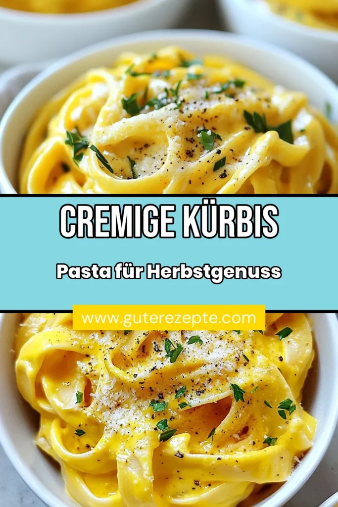 Entdecken Sie unser köstliches Rezept für cremige Kürbis-Pasta! Diese Herbstliche Pasta-Gericht vereint Fettuccine mit Kürbis in einer samtigen Sauce, perfekt für schnelle Pasta-Rezepte. Unser Kürbis-Alfredo-Rezept ist einfach und schnell zubereitet, ideal für gemütliche Abende. Lassen Sie sich diese geschmackvolle Kombination nicht entgehen und speichern Sie es für Ihre nächste Kochsession! #KürbisPasta #PastaRezept #Herbstküche #SchnelleRezepte