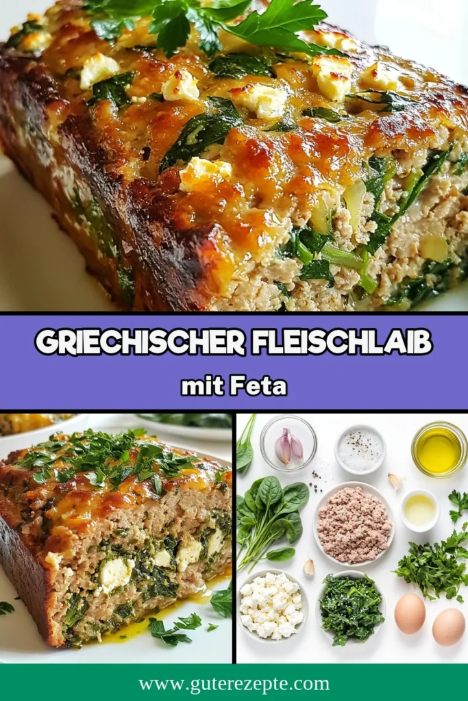 Entdecken Sie dieses köstliche Rezept für einen griechischen Spinat-Feta-Fleischlaib, der mit gemahlenem Truthahn und frischem Spinat angereichert ist. Perfekt für eine gesunde Mahlzeit, ist dieser Truthahn Spinat Auflauf ideal für die mediterrane Küche. Genießen Sie ein einfaches Rezept mit Feta, das Ihre Familie lieben wird! Speichern Sie es für Ihr nächstes Abendessen! #griechischerSpinatFetaFleischlaib #gesundeFleischlaibRezepte #TruthahnSpinatAuflauf #mediterraneKüche