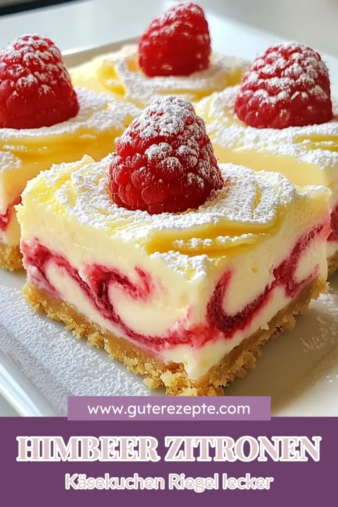 Entdecken Sie das erfrischende Rezept für Himbeer-Zitronen-Käsekuchen-Riegel, das die perfekte Kombination aus frischem Himbeer Käsekuchen und zesty Zitronen Käsekuchen mit Himbeeren bietet. Diese einfachen Käsekuchen Riegel sind ideal für jeden Anlass und werden bestimmt zum Hit auf Ihrem Tisch. Holen Sie sich das Rezept für die köstlichen Himbeer-Zitronen-Käsekuchen-Riegel und lassen Sie sich verführen! #KäsekuchenRezept #HimbeerZitronenKäsekuchen #einfacheKäsekuchenRiegel #ZitronenKäsekuchenMitHimbeeren