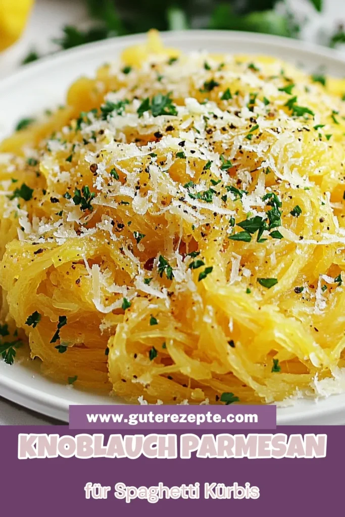 Entdecke das köstliche Knoblauch Parmesan Spaghetti Kürbis Rezept – die perfekte gesunde Pasta Alternative! Dieses einfache Kürbisrezept verwandelt Spaghetti Kürbis in ein delikates veganes Gericht, das du lieben wirst. Mit aromatischem Knoblauch, herzhaftem Parmesan und einem Hauch von Zitrone wird dein Essen zum Genuss. Probiere es aus und lass dich inspirieren! Speichere das Rezept für deine nächste gesunde Mahlzeit. #SpaghettiKürbis #VeganeKürbisgerichte #EinfacheKürbisrezepte #GesundePastaAlternativen