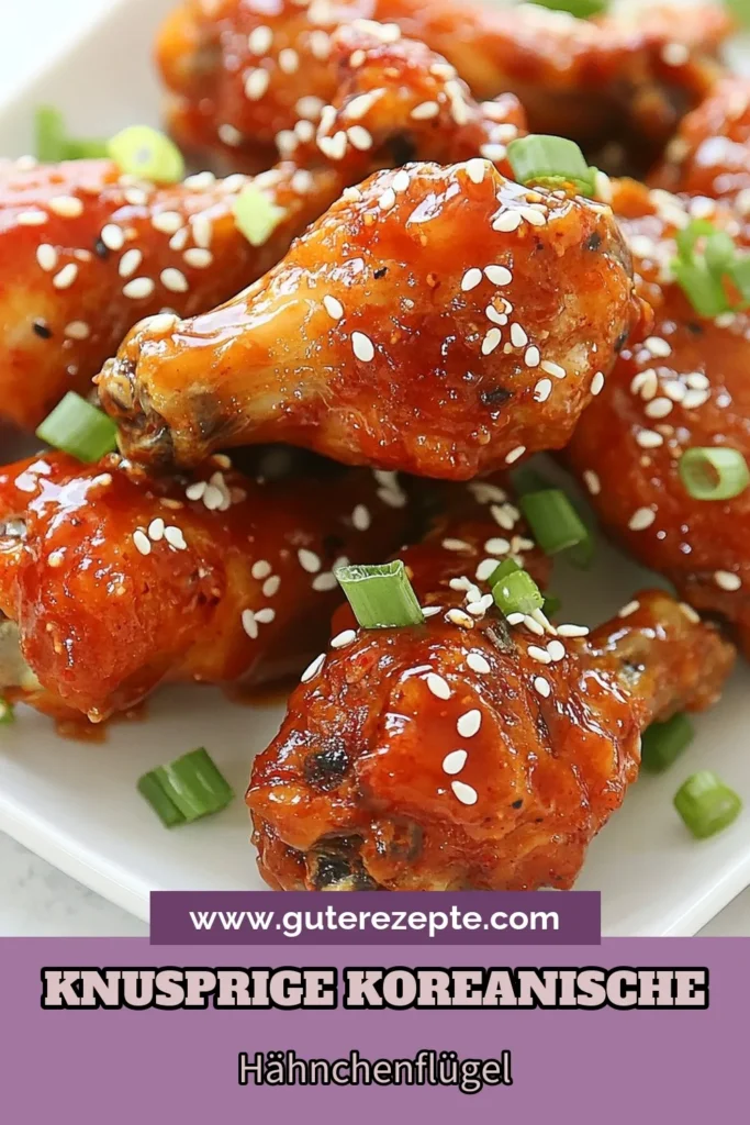 Entdecke das ultimative Rezept für würzige Hähnchenflügel! Diese koreanischen Rezepte mit einer köstlichen Gochujang Marinade sorgen für knusprige Hähnchenflügel, die jeden Grillabend zum Hit machen. Einfach marinieren, backen und genießen! Überrasche deine Freunde und Familie mit diesen asiatischen BBQ Flügeln, die garantiert in Erinnerung bleiben. Jetzt nachkochen und speichern! #Hähnchenflügel #KoreanischeRezepte #Gochujang #BBQFlügel