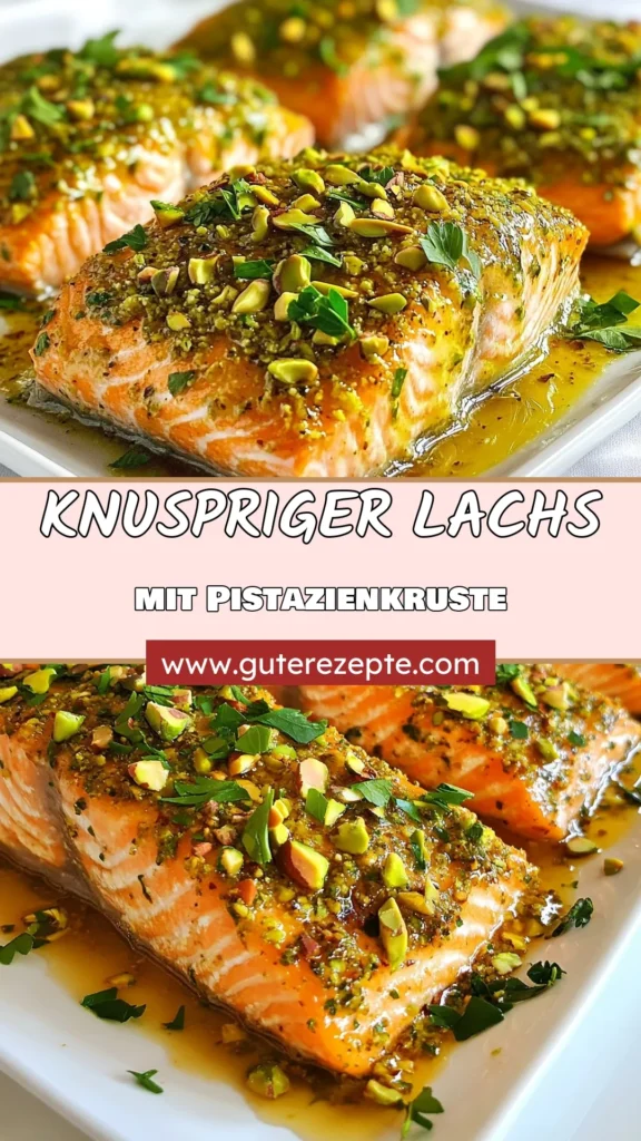 Entdecken Sie unser köstliches Rezept für Pistazienkruste Lachs! Diese Lachsfilets mit Pistazien sind nicht nur ein einfaches Fischgericht, sondern auch ein gesundes Lachsrezept, das Ihre Familie begeistern wird. Der Lachs wird mit Dijon-Senf verfeinert und bekommt eine knusprige Pistazienkruste. Ideal für ein schnelles Abendessen! Speichern Sie dieses Rezept und verwöhnen Sie sich! #PistazienkrusteLachs #gesundesLachsrezept #LachsfiletsmitPistazien #einfachesFischgericht