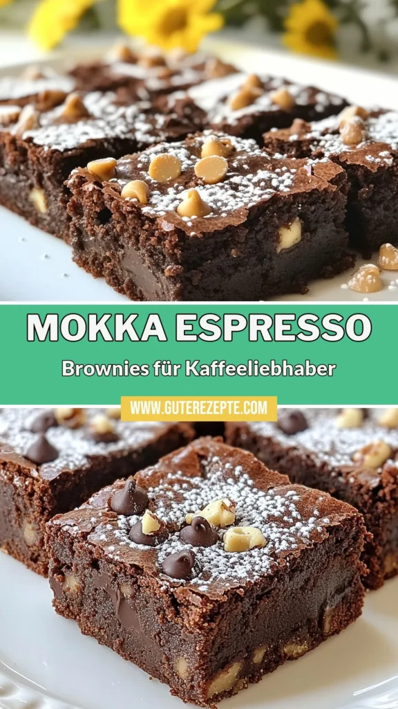 Entdecken Sie unser köstliches Mocha Espresso Brownies Rezept! Diese einfachen Brownies mit Kaffee und Schokoladen-Espresso vereinen den perfekten Schokoladengeschmack mit dem kräftigen Aroma von Espresso. Fügen Sie gehackte Walnüsse hinzu für eine knackige Note. Ideal, um sie mit Freunden zu teilen oder einfach zu genießen! Probieren Sie unser einfaches Brownie Rezept und bereiten Sie ein unvergessliches Dessert zu. Speichern Sie dieses Rezept für Ihr nächstes Backabenteuer! #BrowniesMitKaffee #SchokoladenEspressoBrownies #EinfacheBrownieRezept #BrowniesMitWalnüssen