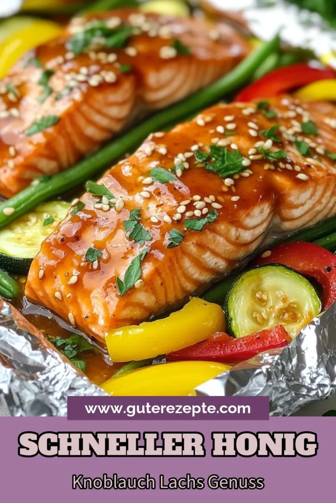 Entdecken Sie unser leckeres Rezept für Honig-Knoblauch-Lachs im Alufolien-Paket! Dieses einfache Lachsrezept kombiniert zarten Lachs mit frischem Gemüse, perfekt für gesunde Lachsgerichte. In nur 30 Minuten zubereitet, begeistert es mit aromatischen Aromen. Ideal für jede Mahlzeit! Speichern Sie dieses Rezept für eine gesunde und schmackhafte Option. #HonigKnoblauchLachs #LachsImAlufolienPaket #EinfacheLachsrezepte #OfenLachsMitGemüse