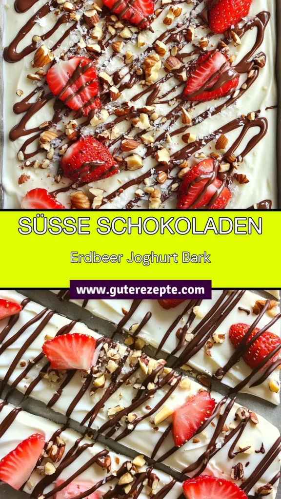 Verleihen Sie Ihrem Dessert mit dieser köstlichen Schokoladen-Erbeeren-Bark einen gesunden Twist! Dieses griechischer Joghurt Rezept ist einfach zuzubereiten und perfekt für alle, die gesunde Dessert Rezepte lieben. Verwenden Sie vegane Schokoladenvariationen für eine tierfreundliche Option. Genießen Sie diese einfache Joghurt-Bark gefroren oder frisch für einen süßen Genuss. Probieren Sie es jetzt aus! #SchokoladenErbeerenBark #GesundeDessertRezepte #EinfacheJoghurtBark #VeganeSchokoladenvariationen