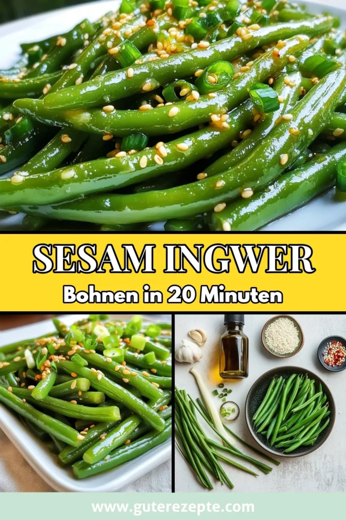 Entdecken Sie das köstliche Rezept für Sesam-Ingwer-Grüne Bohnen, eine perfekte gesunde Beilagenrezept für Ihre nächste asiatische Küche Mahlzeit. Diese vegetarischen Rezepte sind einfach zuzubereiten und bringen den vollen Geschmack von grünen Bohnen mit Knoblauch zur Geltung. Ideal als Beilage oder Hauptgericht. Speichern Sie das Rezept jetzt und bereiten Sie diese leckeren Bohnen schnell zu! #asiatischeKüche #vegetarischeRezepte #gesundeBeilagenrezept #grüneBohnenmitKnoblauch