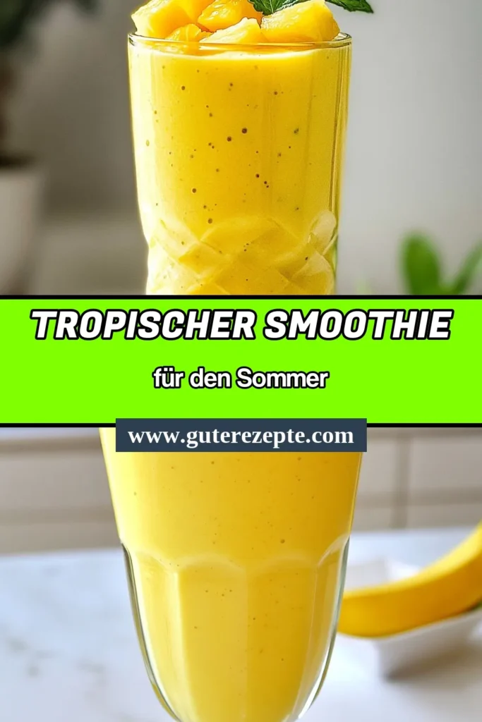 Entdecken Sie den perfekten tropischen Ananas-Smoothie, der frische Ananasstücke und Banane kombiniert! Unser Ananas-Bananen-Smoothie ist nicht nur köstlich, sondern auch ein gesunder Smoothie Rezept, ideal für einen energiereichen Start in den Tag. Mit cremiger Kokosnussmilch und nährstoffreichen Chiasamen wird dieser Kokosnussmilch Smoothie zum Genuss. Probieren Sie es aus und teilen Sie Ihre Kreation! #tropischerAnanasSmoothie #SmoothieRezept #GesundeErnährung #Kokosnussmilch