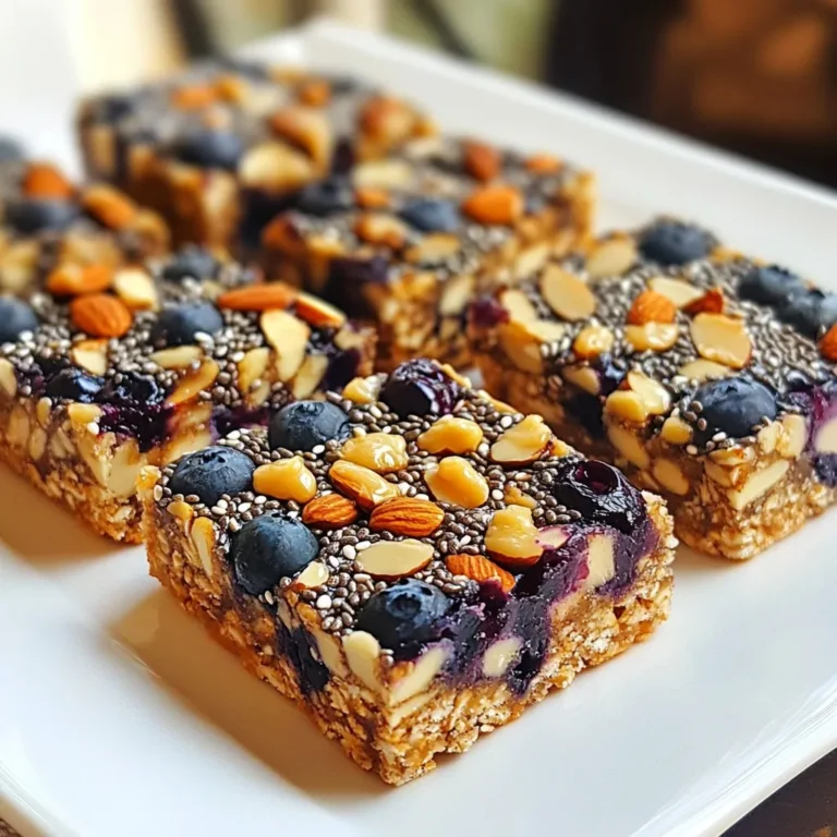 Für die Blaubeer Mandel Energie-Riegel benötigst du einige einfache und gesunde Zutaten. Diese sind: - 1 Tasse Haferflocken - 1/2 Tasse Mandelbutter - 1/4 Tasse Honig oder Ahornsirup - 1 Tasse frische oder gefrorene Blaubeeren - 1/4 Tasse gehackte Mandeln - 1/4 Teelöffel Salz - 1/2 Teelöffel Vanilleextrakt - 1/4 Teelöffel Zimt - 1/4 Tasse Chiasamen (optional) Diese Zutaten bringen nicht nur Geschmack, sondern auch Nährstoffe. Haferflocken geben dir Energie. Mandeln und Blaubeeren sind voller Vitamine. Du kannst die Riegel nach deinem Geschmack anpassen. Chiasamen sind eine tolle Option. Sie fügen Ballaststoffe und Omega-3-Fettsäuren hinzu. Du kannst auch andere Nüsse oder Samen verwenden. Ein bisschen Kokosnuss oder Schokoladenstückchen können den Riegeln eine süße Note geben. Achte bei der Auswahl auf Qualität. Kaufe biologische Haferflocken und Mandeln, wenn möglich. Das sorgt für einen besseren Geschmack. Frische Blaubeeren sind saftiger. Wenn du gefrorene verwendest, achte darauf, dass sie ohne Zuckerzusatz sind. Hochwertige Zutaten machen einen großen Unterschied. Sie geben den Riegeln mehr Geschmack und Nährstoffe. {{ingredient_image_2}} Zuerst heize deinen Ofen auf 175°C vor. Nimm eine 20 cm quadratische Backform. Lege die Form mit Backpapier aus. Lass etwas Papier über den Rand hängen. So kannst du die Riegel leicht herausnehmen. Nimm eine große Schüssel. Gib die Haferflocken hinein. Füge die gehackten Mandeln und den Zimt hinzu. Wenn du Chiasamen verwendest, gib sie auch dazu. Mische alles gut. Achte darauf, dass sich die Zutaten gut verteilen. Nimm eine separate Schüssel. Füge die Mandelbutter, den Honig oder Ahornsirup hinzu. Gib das Salz und den Vanilleextrakt dazu. Rühre alles gründlich um, bis es eine glatte Masse wird. Diese Mischung ist wichtig für den Geschmack. Gieße die Mandelbutter-Mischung über die trockenen Zutaten. Rühre alles gut um. Achte darauf, dass sich alle Zutaten gut verbinden. Jetzt ist es Zeit, die Blaubeeren hinzuzufügen. Hebe sie vorsichtig unter. So zerdrückst du sie nicht. Übertrage die Mischung in die vorbereitete Backform. Drücke sie gleichmäßig und fest in die Form. Backe die Riegel für 20 bis 25 Minuten. Sie sind fertig, wenn die Ränder goldbraun sind. Lass sie nach dem Backen 10 Minuten in der Form abkühlen. Danach kannst du die Riegel auf ein Kuchengitter legen. Lass sie vollständig auskühlen. Schneide die Riegel in Stücke oder Quadrate. Sie bleiben bis zu einer Woche frisch. Um die besten Riegel zu backen, achte auf die Backzeit. Backe sie 20 bis 25 Minuten, bis die Ränder goldbraun sind. Lass die Riegel nach dem Backen kurz abkühlen. Sie sind dann einfacher zu schneiden. Verwende Backpapier, um sie leichter herauszunehmen. So bleiben die Riegel ganz und bröckeln nicht. Wenn du die Süße ändern möchtest, kannst du den Honig anpassen. Verwende weniger Honig, wenn du es weniger süß magst. Alternativ kannst du auch mehr Blaubeeren hinzufügen. Sie bringen natürlichen Zucker und Geschmack. Ahornsirup ist eine tolle Option. Er hat einen eigenen, feinen Geschmack. Du kannst einige Zutaten ändern, um neue Geschmäcker zu finden. Statt Mandelbutter probiere Erdnussbutter oder Cashewbutter aus. Für andere Nüsse kannst du Walnüsse oder Haselnüsse verwenden. Auch die Chiasamen sind optional. Lass sie weg oder ersetze sie durch Leinsamen. Sei kreativ und finde deine Lieblingskombination! Pro Tipps Frische Blaubeeren: Verwende frische Blaubeeren für einen intensiveren Geschmack, wenn sie saisonal verfügbar sind. Alternative Süßungsmittel: Du kannst auch Agavendicksaft oder Kokosblütenzucker verwenden, um eine andere Süße zu erzielen. Variationen: Füge Nüsse oder Trockenfrüchte deiner Wahl hinzu, um die Riegel nach deinem Geschmack anzupassen. Aufbewahrung: Bewahre die Riegel in einem luftdichten Behälter im Kühlschrank auf, um ihre Frische zu verlängern. {{image_4}} Du kannst die Blaubeer Mandel Energie-Riegel ganz leicht anpassen. Probiere andere Früchte wie Himbeeren oder Erdbeeren. Diese Optionen bringen neue Aromen und Farben. Auch Trockenfrüchte wie Aprikosen oder Datteln sind lecker. Sie geben den Riegeln Süße und eine andere Textur. Du kannst auch verschiedene Nüsse verwenden. Walnüsse oder Haselnüsse passen gut zu diesem Rezept. Wenn du eine vegane Version machen möchtest, ersetze den Honig mit Agavendicksaft oder Kokosblütenzucker. Diese Süßstoffe sind pflanzlich und schmecken gut. Für glutenfreie Riegel wähle Haferflocken, die als glutenfrei gekennzeichnet sind. So kannst du sicher sein, dass die Riegel für alle geeignet sind. Diese Optionen machen die Riegel vielseitig und für jeden zugänglich. Um den Nährwert zu erhöhen, füge Samen oder Nüsse hinzu. Chiasamen sind eine tolle Wahl. Sie geben den Riegeln eine knusprige Textur und sind gesund. Du kannst auch Leinsamen oder Kürbiskerne verwenden. Diese Zutaten sind reich an Nährstoffen und Ballaststoffen. Eine kleine Menge Proteinpulver kann auch helfen, die Riegel noch nahrhafter zu machen. Um die Blaubeer Mandel Energie-Riegel frisch zu halten, bewahre sie in einem luftdichten Behälter auf. Du kannst sie bei Raumtemperatur lagern, solange es kühl und trocken ist. Wenn du die Riegel länger frisch halten willst, lege sie in den Kühlschrank. Dort bleiben sie bis zu einer Woche lecker. Die Haltbarkeit dieser Riegel beträgt etwa eine Woche bei Raumtemperatur. Im Kühlschrank halten sie sich bis zu zwei Wochen. Du kannst sie auch einfrieren. In einem gefrierfesten Behälter bleiben sie bis zu drei Monate gut. Lass sie einfach bei Zimmertemperatur auftauen, wenn du sie essen möchtest. Für einen gesunden Snack unterwegs sind diese Riegel perfekt. Schneide sie in handliche Stücke. Packe sie in eine kleine Box oder in Frischhaltefolie. Du kannst sie auch in eine Lunchbox legen, zusammen mit Obst oder Nüssen. So hast du einen nahrhaften Snack für den Tag. Selbstgemachte Energie-Riegel halten bis zu einer Woche in einem luftdichten Behälter. Lagere sie im Kühlschrank, um die Frische zu verlängern. So bleiben sie länger lecker und knusprig. Wenn du sie länger aufbewahren möchtest, friere sie ein. Das funktioniert gut und schützt ihren Geschmack. Ja, du kannst getrocknete Blaubeeren verwenden. Sie geben einen süßen Geschmack und eine tolle Textur. Achte darauf, ungesüßte Varianten zu wählen. Dies hilft, den Zuckergehalt niedrig zu halten. Diese Option ist auch praktisch, wenn frische Blaubeeren nicht verfügbar sind. Blaubeer Mandel Energie-Riegel gibt es in vielen Supermärkten. Du findest sie oft in der Snack- oder Bio-Abteilung. Auch Online-Shops bieten eine große Auswahl. Achte darauf, die Zutatenliste zu prüfen, um die Qualität sicherzustellen. Blaubeeren sind reich an Antioxidantien. Sie fördern die Gesundheit des Herzens und unterstützen das Gedächtnis. Mandeln sind voll von gesunden Fetten und Proteinen. Sie helfen, den Blutzuckerspiegel stabil zu halten. Beide Zutaten machen deine Energie-Riegel nahrhaft und lecker. Die Blaubeer Mandel Energie-Riegel sind einfach und lecker. Wir haben wichtige Zutaten besprochen und erklärt, wie man sie zubereitet. Mit Tipps und Tricks haben wir gelernt, wie man perfekt backt und die Süße anpasst. Zudem gibt es viele Varianten, um den Riegeln neuen Geschmack zu verleihen. Schließlich haben wir auch wichtige Informationen zur Lagerung und Haltbarkeit behandelt. Diese Riegel sind gesunde Snacks, die man leicht selbst machen kann. Experimentiere mit Zutaten und finde deinen perfekten Riegel!