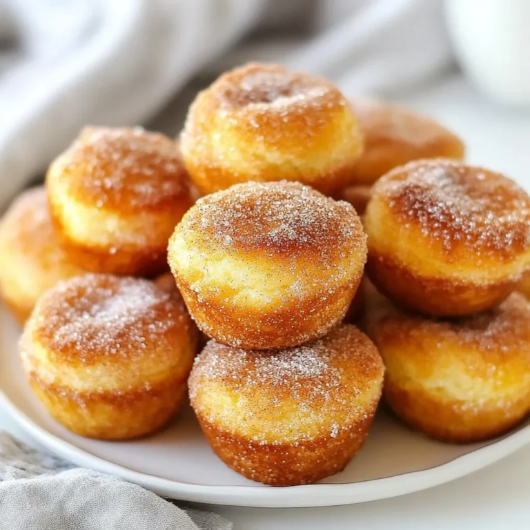 Die Hauptzutaten für die Muffins sind einfach und leicht zu finden. Sie machen die Muffins lecker und fluffig. Hier sind die Zutaten: - 2 Tassen Weizenmehl - 1 Esslöffel Backpulver - 1/2 Teelöffel Natron - 1/2 Teelöffel Salz - 1 Teelöffel gemahlener Zimt - 1/4 Teelöffel Muskatnuss - 1/2 Tasse ungesalzene Butter, geschmolzen - 1 Tasse Kristallzucker - 2 große Eier - 1 Teelöffel Vanilleextrakt - 1 Tasse Buttermilch Das Weizenmehl gibt den Muffins Struktur. Das Backpulver und das Natron helfen, die Muffins aufzugehen. Zimt und Muskatnuss fügen einen warmen Geschmack hinzu. Butter sorgt für Feuchtigkeit und macht die Muffins reichhaltig. Zucker süßt die Mischung, während die Eier helfen, alles zu binden. Vanilleextrakt bringt ein wunderbares Aroma. Buttermilch macht die Muffins besonders zart. Das Topping macht die Muffins noch besser. Es gibt zwei Hauptzutaten: - 1/2 Tasse Kristallzucker - 1 Esslöffel gemahlener Zimt - 4 Esslöffel ungesalzene Butter, geschmolzen Die Zimt-Zucker-Mischung sorgt für einen süßen, würzigen Geschmack. Geschmolzene Butter hilft, die Mischung gut an den Muffins haften zu lassen. Wenn du die Muffins nach dem Backen damit überziehst, bekommen sie einen tollen Glanz und viel Geschmack. Mit diesen Zutaten bereitest du die perfekten Zimt-Zucker Donut Muffins zu. Sie sind einfach und machen viel Freude! {{ingredient_image_2}} Heize deinen Ofen auf 175°C vor. Das ist die perfekte Temperatur für diese Muffins. Fette eine Muffinform ein oder lege sie mit Papierförmchen aus. So bleiben die Muffins schön und kleben nicht fest. Mische in einer mittelgroßen Schüssel die trockenen Zutaten. Das sind Weizenmehl, Backpulver, Natron, Salz, Zimt und Muskatnuss. Rühre sie gut zusammen und stelle sie beiseite. In einer großen Schüssel verrührst du die geschmolzene Butter mit dem Zucker. Das muss schön glatt sein. Jetzt füge die Eier einzeln hinzu und rühre gut um. Danach kommt der Vanilleextrakt und die Buttermilch dazu. Mische die trockenen Zutaten langsam unter die nassen. Rühre nur so lange, bis alles gut vermischt ist. Übertreibe es nicht beim Rühren! Fülle jede Muffinmulde zu etwa 2/3 mit dem Teig. Das geht gut mit einem Esslöffel. Backe die Muffins für 15 bis 18 Minuten. Ein Zahnstocher sollte sauber herauskommen, wenn du ihn in die Mitte steckst. Während die Muffins backen, mische Zucker und Zimt für das Topping. Lass die Muffins nach dem Backen 5 Minuten in der Form abkühlen. Nimm sie dann heraus. Tauche die Oberseite jedes Muffins in geschmolzene Butter und wälze sie in der Zimt-Zucker-Mischung. Lass die Muffins auf einem Kuchengitter abkühlen, bevor du sie servierst. Um die besten Muffins zu backen, beginne mit den trockenen Zutaten. Mische das Weizenmehl, Backpulver, Natron, Salz, Zimt und Muskatnuss gut. Stelle sicher, dass alles gleichmäßig verteilt ist. Wenn du die feuchten Zutaten hinzufügst, rühre vorsichtig. Übermische den Teig nicht. Das kann die Muffins hart machen. Eine klumpige Konsistenz ist in Ordnung. So bleiben die Muffins locker und leicht. Ein häufiger Fehler ist, die Muffins zu lange zu backen. Kontrolliere sie nach 15 Minuten. Ein Zahnstocher sollte sauber herauskommen. Wenn er noch Teig hat, backe sie weiter, aber überprüfe sie alle zwei Minuten. Ein weiterer Fehler ist das Übermixen des Teigs. Das macht die Muffins zäh. Achte darauf, die Zutaten nur so lange zu mischen, bis sie gerade vermischt sind. Du kannst die Muffins ganz nach deinem Geschmack anpassen. Füge Schokoladenstückchen oder gehackte Nüsse hinzu. Das gibt den Muffins einen tollen Crunch. Wenn du etwas Fruchtiges magst, probiere zerdrückte Bananen oder Äpfel. Für eine besondere Note kannst du auch einen Spritzer Orange oder Zitrone hinzufügen. Das macht die Muffins frisch und lecker. Pro Tipps Butter richtig schmelzen: Achte darauf, die Butter langsam zu schmelzen, um ein Überhitzen zu vermeiden, was den Geschmack beeinträchtigen kann. Teig nicht übermischen: Um eine zarte Konsistenz zu erreichen, mische die trockenen und feuchten Zutaten nur, bis sie gerade kombiniert sind. Warmes Topping: Tauche die Muffins sofort nach dem Backen in die geschmolzene Butter, damit das Zimt-Zucker-Topping besser haftet. Variationen ausprobieren: Experimentiere mit zusätzlichen Gewürzen oder Füllungen, wie z.B. gehackte Nüsse oder Schokoladenstückchen, um den Muffins eine persönliche Note zu verleihen. {{image_4}} Du kannst die Muffins nach deinem Geschmack anpassen. Füge Schokoladenstückchen oder Nüsse hinzu. Schokoladenstückchen sorgen für einen süßen Geschmack. Nüsse geben einen schönen Crunch. Probiere verschiedene Kombinationen aus, um neue Aromen zu entdecken. Wenn du glutenfrei backen möchtest, kannst du das Weizenmehl ersetzen. Verwende einfach eine glutenfreie Mehlmischung. Diese Mehlmischungen sind oft einfach zu finden. Achte darauf, die richtige Menge zu verwenden, um die Textur zu erhalten. Für eine vegane Version kannst du Eier und Milch ersetzen. Nutze Apfelmus oder Bananenpüree statt Eier. Für die Milch nimm pflanzliche Milch, wie Mandel- oder Hafermilch. Diese Alternativen machen die Muffins ebenfalls lecker und saftig. Um die frisch gebackenen Zimt-Zucker Donut Muffins optimal zu lagern, gibt es einige einfache Regeln. Lass die Muffins zuerst auf einem Kuchengitter vollständig abkühlen. Das verhindert Feuchtigkeit und sorgt für eine bessere Textur. Nach dem Abkühlen kannst du die Muffins in einem luftdichten Behälter aufbewahren. Ein schöner, dichter Behälter hält die Muffins frisch. Du kannst auch ein Papiertuch in den Behälter legen, um überschüssige Feuchtigkeit zu absorbieren. So bleiben die Muffins weich und lecker. Die Muffins sind bei richtiger Lagerung etwa 3 bis 4 Tage haltbar. Um die Frische länger zu bewahren, kannst du sie einfrieren. Wickel die Muffins einzeln in Frischhaltefolie. Lege sie dann in einen Gefrierbeutel oder einen luftdichten Behälter. So bleiben sie bis zu 3 Monate frisch. Wenn du die Muffins essen möchtest, nimm sie einfach aus dem Gefrierfach. Lass sie bei Raumtemperatur auftauen oder erwärme sie kurz in der Mikrowelle. So schmecken sie fast wie frisch gebacken! Die Muffins sind bei richtiger Lagerung etwa 3 bis 4 Tage frisch. Bewahre sie in einem luftdichten Behälter auf. So bleibt ihre Konsistenz weich und lecker. Wenn du sie länger aufbewahren möchtest, friere sie ein. In einem Tiefkühlbeutel halten sie bis zu 3 Monate. Ja, du kannst die Muffins im Voraus machen. Backe sie einfach und lasse sie vollständig abkühlen. Danach kannst du sie in einem luftdichten Behälter aufbewahren. Wenn du sie servieren möchtest, erwärme sie kurz im Ofen oder in der Mikrowelle. So bleiben sie frisch und schmackhaft. Wenn du keine Buttermilch hast, gibt es einfache Alternativen. Du kannst 1 Tasse Milch mit 1 Esslöffel Zitronensaft oder Essig mischen. Lass es 5 Minuten stehen, und du hast eine gute Ersatzmöglichkeit. Eine andere Option ist die Verwendung von Joghurt, verdünnt mit etwas Wasser. Beide Optionen funktionieren gut in diesem Rezept. Muffins sind einfach und lecker. Wir haben die Zutaten, das Backen und die Tipps für perfekte Muffins betrachtet. Denke daran, die trockenen Zutaten gut zu mischen und auf die Backzeit zu achten. Variiere die Rezepte nach deinem Geschmack und lagere die Muffins richtig, damit sie frisch bleiben. Mit diesen Tipps kannst du köstliche Muffins machen. Viel Spaß beim Backen!