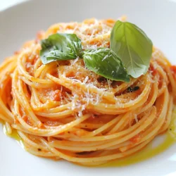 - 4 große rote Paprika - 3 Esslöffel Olivenöl - 3 Knoblauchzehen, fein gehackt - 1 Tasse Gemüsebrühe - 1 Tasse Schlagsahne (oder Kokoscreme) - 1 Pfund Spaghetti oder Fettuccine - Rote Paprikaflocken - Salz und Pfeffer nach Geschmack - Geriebener Parmesan (optional) - Frische Basilikumblätter zur Garnitur Um das Rezept für die geröstete Paprika Pasta zu machen, beginne ich mit den Hauptzutaten. Große rote Paprika bringen viel Geschmack und Farbe. Ich verwende Olivenöl, um die Paprika und den Knoblauch zu braten. Knoblauch gibt der Sauce ein tolles Aroma. Für die weiteren Zutaten brauche ich Gemüsebrühe und Schlagsahne. Die Brühe macht die Sauce reichhaltig, während die Schlagsahne oder Kokoscreme die Sauce cremig macht. Ich wähle Spaghetti oder Fettuccine, je nach Vorliebe. Die Gewürze sind wichtig. Rote Paprikaflocken geben der Sauce eine schöne Schärfe. Ich füge Salz und Pfeffer nach Geschmack hinzu. Parmesan ist eine tolle Option für extra Geschmack. Frische Basilikumblätter machen das Gericht frisch und bunt. Jede Zutat spielt eine Rolle, um diese Pasta köstlich zu machen. {{ingredient_image_2}} - Heize deinen Ofen auf 230°C vor. - Schneide die Paprika der Länge nach in zwei Hälften. Entferne die Kerne. - Lege die Paprikahälften mit der Schnittfläche nach unten auf ein Blech. - Röste die Paprika etwa 20-25 Minuten. Die Haut sollte geschwärzt und blasig sein. - Lass die Paprika abkühlen. Ziehe dann die Haut ab und hacke sie grob. - Erhitze in einer großen Pfanne das Olivenöl bei mittlerer Hitze. - Füge den gehackten Knoblauch und die Paprikaflocken hinzu. Brate alles für 1-2 Minuten an. - Gebe die gehackten Paprika in die Pfanne. Gieße die Gemüsebrühe dazu. - Lass die Mischung 5-7 Minuten köcheln, bis sie schön duftet. - Püriere die Mischung mit einem Stabmixer, bis sie glatt ist. - Gib die pürierte Sauce zurück in die Pfanne. Rühre die Schlagsahne ein und koche alles für 3-5 Minuten. - Koche Wasser in einem großen Topf. - Füge die Pasta hinzu und koche sie al dente nach den Anweisungen auf der Verpackung. - Abgießen, aber behalte etwa 1 Tasse Nudelwasser. - Vermenge die gekochte Pasta mit der Sauce in der Pfanne. - Füge nach Bedarf das aufbewahrte Nudelwasser hinzu, falls die Sauce zu dick ist. - Schmecke mit Salz und Pfeffer ab. Rühre den Parmesan ein, falls du ihn verwendest. Um die besten Röstaromen zu bekommen, röste die Paprika bei 230°C. Das Rösten dauert etwa 20-25 Minuten. Achte darauf, dass die Haut schön schwarz wird. So entfaltet die Paprika ihren vollen Geschmack. Wenn du Knoblauch verwendest, hacke ihn fein. Füge ihn erst hinzu, wenn das Olivenöl heiß ist. So wird der Knoblauch goldbraun, ohne zu verbrennen. Das gibt der Sauce ein tolles Aroma. Wenn du eine milchfreie Variante möchtest, ersetze die Schlagsahne durch Kokoscreme. Sie bringt eine cremige Textur mit einem Hauch von Süße. Du kannst auch Nährhefe für einen käsigen Geschmack verwenden. Möchtest du die Sauce verfeinern? Füge frische Kräuter hinzu, wie Basilikum oder Oregano. Das bringt einen frischen Geschmack. Ein Spritzer Zitrone kann die Aromen auch aufhellen. Die Präsentation macht viel aus. Serviere die Pasta in breiten Schalen, damit sie schön aussieht. Garniere sie mit frischen Basilikumblättern und geriebenem Parmesan. Für einen zusätzlichen Akzent träufle etwas Olivenöl über die Portion. Ein paar Chili-Flocken geben Farbe und einen kleinen Kick. Das macht dein Gericht noch einladender. Pro Tipps Frische Paprika verwenden: Je frischer die Paprika, desto intensiver der Geschmack. Achten Sie darauf, dass die Paprika glänzend und fest sind. Würzen nicht vergessen: Probieren Sie die Sauce während des Kochens aus und passen Sie die Gewürze nach Ihrem Geschmack an, um das perfekte Aroma zu erreichen. Pasta al dente kochen: Achten Sie darauf, die Pasta nicht zu lange zu kochen, damit sie beim Mischen mit der Sauce nicht matschig wird. Für mehr Tiefe sorgen: Fügen Sie frische Kräuter wie Thymian oder Oregano zur Sauce hinzu, um zusätzliche Aromen zu erzeugen. {{image_4}} Sie können Hähnchen, Garnelen oder Tofu in die Pasta integrieren. Das gibt der Sauce mehr Tiefe. Für Hähnchen empfehle ich, es vorher zu braten. Garnelen können Sie einfach mit der Sauce zusammen garen. Tofu ist eine tolle, milchfreie Option. Braten Sie den Tofu goldbraun, bevor Sie ihn zur Pasta geben. Zusätzliche Gemüse wie Spinat oder Zucchini bringen Farbe und Nährstoffe in Ihr Gericht. Spinat können Sie frisch in die Sauce einrühren. Zucchini lässt sich leicht in kleine Stücke schneiden und mit der Pasta kochen. Diese Variationen machen das Gericht noch gesünder und bunter. Verschiedene Kräuter und Gewürze geben der Pasta neuen Geschmack. Basilikum und Oregano passen gut zur Sauce. Sie können auch Thymian oder Rosmarin ausprobieren. Für einen scharfen Kick fügen Sie mehr rote Paprikaflocken hinzu. Experimentieren Sie mit den Gewürzen, um Ihren eigenen Stil zu finden. Wie man die Pasta richtig kühlt? Nach dem Essen sollten Sie die Reste schnell in einen luftdichten Behälter geben. Lassen Sie die Pasta nicht lange bei Raumtemperatur stehen. Kühlen Sie sie innerhalb von zwei Stunden. Lagern Sie die Reste im Kühlschrank. So bleibt der Geschmack frisch. Tipps zur Wiedererwärmung? Um die Pasta aufzuwärmen, nutzen Sie eine Pfanne. Fügen Sie etwas Wasser oder Brühe hinzu. So bleibt die Sauce cremig. Erhitzen Sie alles bei mittlerer Hitze. Rühren Sie gut um, bis es warm ist. Sie können auch die Mikrowelle nutzen. Decken Sie die Schüssel ab, um ein Austrocknen zu verhindern. Wie lange bleiben die Reste frisch? Im Kühlschrank halten sich die Reste etwa drei bis fünf Tage. Achten Sie auf Geruch oder Farbe. Wenn etwas nicht gut aussieht, werfen Sie es weg. Vertrauen Sie Ihrem Bauchgefühl. Lebensmittelverschwendung ist nicht nötig, aber Sicherheit geht vor. Anleitungen für das Einfrieren und Auftauen? Wenn Sie die Pasta länger aufbewahren möchten, frieren Sie sie ein. Lassen Sie die Reste zuerst gut abkühlen. Teilen Sie sie in Portionen auf. Nutzen Sie luftdichte Behälter oder Gefrierbeutel. Beschriften Sie die Behälter mit Datum und Inhalt. Zum Auftauen nehmen Sie die Pasta einfach aus dem Gefrierfach. Lassen Sie sie über Nacht im Kühlschrank auftauen. Sie können sie auch direkt in der Pfanne erwärmen. Achten Sie darauf, etwas Flüssigkeit hinzuzufügen, um die Sauce wieder cremig zu machen. Wenn du milchfrei kochen willst, gibt es tolle Alternativen. Kokoscreme ist eine großartige Wahl. Sie macht die Sauce cremig und gibt einen leichten Kokosgeschmack. Du kannst auch Cashewcreme verwenden. Dafür weiche Cashews in Wasser ein und püriere sie. Das gibt eine ähnliche Textur wie Sahne. Ja, du kannst die Pasta im Voraus zubereiten. Koche die Pasta und lasse sie abkühlen. Bewahre sie in einem luftdichten Behälter im Kühlschrank auf. Du kannst die Pasta bis zu drei Tage lagern. Wenn du sie aufwärmst, füge etwas Nudelwasser hinzu, um sie geschmeidig zu halten. Die Schärfe kannst du leicht anpassen. Wenn du es milder magst, reduziere die Menge der roten Paprikaflocken. Für mehr Schärfe kannst du frische Chilis hinzufügen oder die Flocken erhöhen. Du kannst auch mit schwarzem Pfeffer arbeiten, um einen anderen Schärfekick zu bekommen. Experimentiere, bis du deinen perfekten Geschmack findest! Diese Anleitung zeigt dir, wie du ein leckeres Pasta-Gericht mit roter Paprika zubereitest. Du brauchst einfache Zutaten und kannst kreative Variationen hinzufügen. Experimentiere mit Proteinen oder Gemüse, um es nach deinem Geschmack anzupassen. Achte darauf, die Reste richtig zu lagern und gegebenenfalls einzufrieren. So bleibt dein Gericht frisch und lecker. Ich hoffe, du probierst es aus und genießt jede Biss!