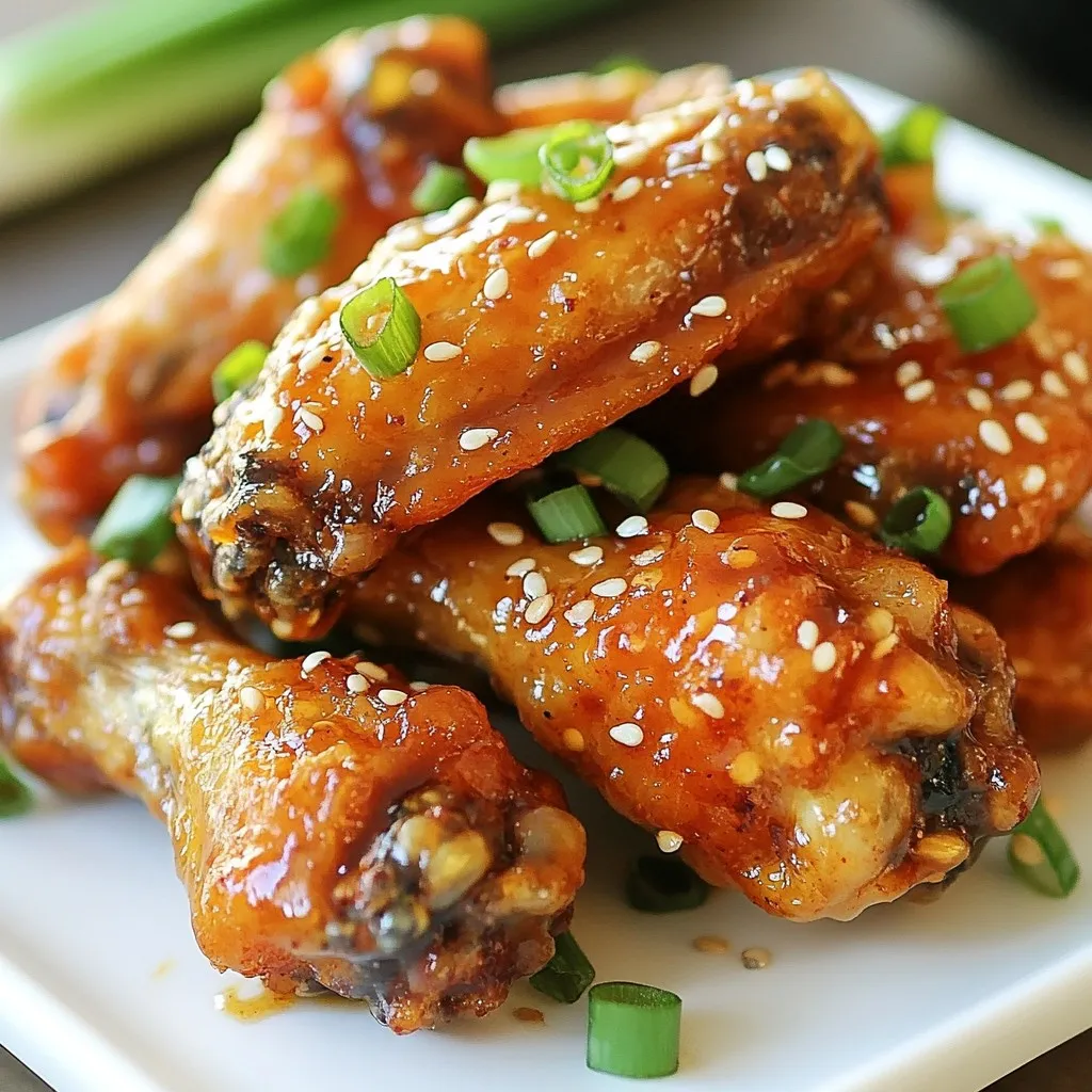 Für diese leckeren Flügel brauchst du: - 900 g Hähnchenflügel - 120 ml Honig - 60 ml Sojasauce - 4 Knoblauchzehen, fein gehackt - 2 Esslöffel Sriracha (nach Belieben) - 1 Esslöffel Sesamöl - 1 Teelöffel geriebener Ingwer Diese Zutaten geben den Flügeln ihren besonderen Geschmack. Der Honig sorgt für Süße. Die Sojasauce bringt eine salzige Note. Knoblauch ist der Star der Sauce. Sriracha fügt die Schärfe hinzu. Du kannst die Flügel mit weiteren Gewürzen anpassen: - Salz und Pfeffer nach Geschmack Diese Gewürze sind wichtig. Sie helfen, den Geschmack zu heben und abzurunden. Du kannst auch mehr Sriracha hinzufügen, wenn du es schärfer magst. Für die Garnierung brauchst du: - 2 Frühlingszwiebeln, gehackt - Sesamsamen Diese Garnierungen machen die Flügel noch schöner. Frühlingszwiebeln geben Frische. Sesamsamen sorgen für einen tollen Crunch. Du kannst die Flügel mit Reis oder Gemüse servieren. {{ingredient_image_2}} Zuerst spülst du die Hähnchenflügel unter kaltem Wasser ab. Danach trocknest du sie gründlich mit Küchenpapier. Jetzt würze die Flügel großzügig mit Salz und Pfeffer. So bekommen sie einen guten Grundgeschmack. Nimm einen kleinen Topf und erhitze ihn bei mittlerer Hitze. Gib den Honig, die Sojasauce, den gehackten Knoblauch, Sriracha, Sesamöl und den geriebenen Ingwer hinein. Rühre alles gut um. Lass die Sauce etwa fünf Minuten köcheln, bis sie leicht eindickt. Dabei hin und wieder umrühren. Jetzt kommen die Hähnchenflügel in eine große Schüssel. Gieße die Hälfte der warmen Sauce darüber. Mische alles gut durch, damit die Flügel gleichmäßig bedeckt sind. Lass sie mindestens 30 Minuten im Kühlschrank marinieren. Für mehr Geschmack kannst du sie auch bis zu zwei Stunden ziehen lassen. Heize deinen Ofen auf 220 °C vor. Lege ein Backblech mit Aluminiumfolie aus und setze ein Kuchengitter darauf. Platziere die marinierten Flügel in einer einzigen Schicht auf das Gitter. Backe sie 25 bis 30 Minuten, bis sie knusprig und goldbraun sind. Wende sie nach der Hälfte der Zeit. Während die Flügel backen, erhitze die restliche Sauce im Topf, bis sie warm ist. Wenn die Flügel fertig sind, schwenke sie in der warmen Sauce. So sind sie schön glasiert und voller Geschmack. Richte die glasierten Flügel auf einer Servierplatte an. Garniere sie mit gehackten Frühlingszwiebeln und einer Prise Sesamsamen. So sehen sie toll aus und schmecken noch besser. Die Marinierung macht einen großen Unterschied im Geschmack der Flügel. Marinieren Sie die Hähnchenflügel mindestens 30 Minuten. Besser ist es, sie für 2 Stunden im Kühlschrank zu lassen. So ziehen die Aromen gut ein. Verwenden Sie eine große Schüssel, um die Flügel gleichmäßig mit der Sauce zu bedecken. Sie können auch einen Zip-Beutel verwenden, um die Marinade gut zu verteilen. Stellen Sie den Ofen auf 220°C ein. Diese hohe Temperatur hilft, die Flügel schön knusprig zu machen. Backen Sie die Flügel für 25 bis 30 Minuten. Wenden Sie die Flügel nach der Hälfte der Zeit, um eine gleichmäßige Bräunung zu erzielen. Achten Sie darauf, dass sie goldbraun und knusprig sind. Diese Flügel passen gut zu vielen Beilagen. Servieren Sie sie mit einem frischen Salat oder Gemüse. Auch Pommes frites oder Reis sind tolle Optionen. Für einen extra Kick können Sie auch Dips wie Joghurt oder eine scharfe Sauce anbieten. Experimentieren Sie mit verschiedenen Beilagen, um Ihr Gericht zu variieren! Pro Tipps Die richtige Marinierzeit: Lassen Sie die Hähnchenflügel mindestens 30 Minuten marinieren, um den Geschmack zu intensivieren. Ideal ist eine Marinierzeit von bis zu 2 Stunden im Kühlschrank. Für extra Knusprigkeit: Stellen Sie sicher, dass die Flügel in einer einzigen Schicht auf dem Kuchengitter liegen. Dies ermöglicht eine gleichmäßige Luftzirkulation und sorgt für knusprige Haut. Auf die Sauce achten: Erwärmen Sie die restliche Sauce nur leicht, bevor Sie die Flügel glasieren, um den Geschmack nicht zu verlieren und die Konsistenz zu erhalten. Garnitur für den Wow-Faktor: Garnieren Sie die Flügel großzügig mit gehackten Frühlingszwiebeln und Sesamsamen, um nicht nur den Geschmack, sondern auch die Präsentation zu verbessern. {{image_4}} Möchtest du deine Flügel schärfer machen? Füge mehr Sriracha hinzu! Du kannst die Menge auf bis zu 4 Esslöffel erhöhen. So bekommst du einen intensiveren Kick. Wenn du die Hitze magst, dann probiere das aus. Die Schärfe passt gut zu dem süßen Honig und dem Knoblauch. Wenn du keinen Honig verwenden möchtest, gibt es Alternativen. Agavendicksaft ist eine gute Wahl für einen ähnlichen Geschmack. Du kannst auch braunen Zucker verwenden, um eine karamellige Note zu bekommen. Diese Süßungsmittel geben der Sauce eine andere, aber leckere Note. Für eine vegetarische Version kann man die Hähnchenflügel einfach ersetzen. Verwende Tofu oder Blumenkohl. Mariniere die Stücke in der Sauce wie die Flügel. Backe sie dann im Ofen. So hast du eine köstliche und fleischfreie Option. Um deine würzigen Honig-Knoblauch-Flügel frisch zu halten, lege sie in einen luftdichten Behälter. Stelle sicher, dass die Flügel abgekühlt sind, bevor du sie verpackst. Sie bleiben im Kühlschrank für bis zu drei Tage genießbar. Achte darauf, die Flügel nicht zu lange offen zu lagern. So bleibt der Geschmack besser erhalten. Falls du Reste hast, kannst du die Flügel auch einfrieren. Lege die abgekühlten Flügel in einen gefrierfesten Beutel. Entferne die Luft, um Gefrierbrand zu vermeiden. So bleiben die Flügel bis zu drei Monate gut. Du kannst die Flügel direkt nach dem Kochen einfrieren oder die Reste verwenden. Um die Flügel aufzuwärmen, lege sie auf ein Backblech. Heize den Ofen auf 180 °C vor. Backe die Flügel für etwa 15-20 Minuten. So werden sie wieder knusprig. Du kannst die Flügel auch in der Mikrowelle erwärmen, aber sie werden nicht so knusprig. Achte darauf, die Flügel nicht zu lange zu erhitzen, damit sie saftig bleiben. Du kannst die Flügel mindestens 30 Minuten marinieren. Für mehr Geschmack empfehle ich, sie bis zu 2 Stunden im Kühlschrank zu lassen. Je länger sie marinieren, desto intensiver wird der Honig-Knoblauch-Geschmack. Es ist einfach und macht einen großen Unterschied. Die Flügel sind lecker mit verschiedenen Beilagen. Hier sind einige Ideen: - Pommes Frites oder Süßkartoffelpommes - Coleslaw für einen knackigen Kontrast - Reis oder Quinoa als einfache Beilage - Gemischter Salat für mehr Frische Diese Beilagen ergänzen die süßen und scharfen Aromen der Flügel perfekt. Ja, du kannst die Flügel auch frittieren. Frittieren macht sie extra knusprig. Erhitze das Öl auf 180°C. Frittiere die Flügel in kleinen Mengen für etwa 8-10 Minuten. Achte darauf, sie nicht zu überfüllen. Lass sie auf Küchenpapier abtropfen, bevor du sie mit der Sauce überziehst. Die Sauce ist vielseitig und leicht anpassbar. Hier sind einige Ideen: - Füge mehr Sriracha hinzu für mehr Schärfe. - Probiere Honig mit Ahornsirup für einen anderen Geschmack. - Verwende frische Kräuter wie Koriander oder Basilikum für mehr Frische. Diese Anpassungen können die Aromen verändern und neue Geschmäcker schaffen. Die würzigen Honig-Knoblauch-Flügel sind einfach zuzubereiten und köstlich. Wir haben die besten Zutaten, die Schritt-für-Schritt-Anleitung und nützliche Tipps behandelt. Jetzt kannst du das Rezept nach deinem Geschmack anpassen, indem du die Marinierungszeit variierst oder neue Beilagen ausprobierst. Denke daran, die Flügel richtig aufzubewahren, um den besten Geschmack zu erhalten. Erfreue dich an jedem Biss und teile die Freude mit Freunden und Familie!