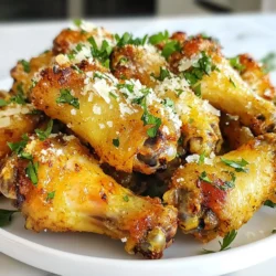 Für diese köstlichen Flügel benötigst du: - 900 g Hähnchenflügel, geteilt und gereinigt - 1 Esslöffel Olivenöl Diese Hauptzutaten sind der Schlüssel zu saftigen und zarten Flügeln. Achte darauf, dass die Hähnchenflügel frisch sind. Die Flügel bekommen ihren tollen Geschmack durch folgende Gewürze: - 1 Teelöffel Knoblauchpulver - 1 Teelöffel Zwiebelpulver - 1 Teelöffel geräuchertes Paprikapulver - ½ Teelöffel schwarzer Pfeffer - 1 Teelöffel Salz Diese Gewürze verleihen den Flügeln eine wunderbare Tiefe. Die Kombination aus Knoblauch und Paprika bringt das Aroma zum Strahlen. Um die Flügel noch besser zu machen, verwende: - 125 g frisch geriebener Parmesan - 3 Esslöffel frische Petersilie, gehackt (zum Garnieren) - 1 Esslöffel gehackter Knoblauch - 2 Esslöffel Butter, geschmolzen Die Garnierung mit Parmesan und Petersilie macht die Flügel nicht nur lecker, sondern auch schön anzusehen. Serviere sie mit frischem Gemüse, wie Karotten und Sellerie. Ein Dip aus Ranch oder Blauschimmelkäse passt perfekt dazu. {{ingredient_image_2}} Zuerst, nimm 900 g Hähnchenflügel und teile sie. Reinige sie gut unter kaltem Wasser. In einer großen Schüssel vermenge 1 Esslöffel Olivenöl, 1 Teelöffel Knoblauchpulver, 1 Teelöffel Zwiebelpulver, 1 Teelöffel geräuchertes Paprikapulver, ½ Teelöffel schwarzer Pfeffer und 1 Teelöffel Salz. Gib die Flügel in die Schüssel und wälze sie gründlich in der Gewürzmischung. Achte darauf, dass die Flügel gleichmäßig bedeckt sind. Heize den Air Fryer auf 200°C (400°F) vor. Lasse ihn etwa 5 Minuten lang laufen. Das Vorheizen sorgt dafür, dass die Flügel von Anfang an schön knusprig werden. Lege die gewürzten Flügel gleichmäßig in den Korb des Air Fryers. Achte darauf, dass sie nicht überfüllt sind. Frittiere die Flügel für 25-30 Minuten. Wende die Flügel nach der Hälfte der Zeit, damit sie gleichmäßig bräunen. Sie sollten goldbraun werden und eine Innentemperatur von 75°C (165°F) erreichen. Während die Flügel garen, bereite die Knoblauch Parmesan Sauce vor. Mische in einer kleinen Schüssel die geschmolzene Butter, den gehackten Knoblauch und den frisch geriebenen Parmesan. Nach dem Frittieren wälze die Flügel sofort in der Sauce. Serviere sie heiß und garniere sie mit gehackter Petersilie. Um knusprige Flügel zu bekommen, gibt es ein paar einfache Tricks. Zuerst solltest du die Flügel gut abtrocknen. Feuchtigkeit macht sie weich. Benutze dann etwas Olivenöl, um die Gewürze an den Flügeln zu halten. Stelle sicher, dass du die Flügel in einer einzigen Schicht im Air Fryer lieferst. Wenn sie sich berühren, werden sie nicht gleichmäßig knusprig. 25 bis 30 Minuten bei 200°C sind optimal für die perfekte Textur. Ein häufiges Problem sind weiche Flügel. Das passiert oft, wenn zu viele Flügel auf einmal im Air Fryer sind. Um das zu vermeiden, teile die Flügel in zwei Chargen auf. Wenn die Flügel nicht gleichmäßig braun werden, wende sie zur Hälfte der Garzeit. Wenn du zu viel Gewürz verwendest, können die Flügel zu salzig werden. Halte dich an die angegebenen Mengen in dem Rezept. Die ideale Garzeit für die Flügel liegt bei 25 bis 30 Minuten. Bei 200°C (400°F) erhältst du die besten Ergebnisse. Die Flügel sollten goldbraun sein und eine Innentemperatur von 75°C (165°F) erreichen. Ein Fleischthermometer hilft dir, die Temperatur zu überprüfen. Wenn du es nicht hast, schneide eine Flügelspitze auf. Das Fleisch sollte weiß und saftig sein. Pro Tipps Die Flügel richtig vorbereiten: Achten Sie darauf, die Hähnchenflügel gut abzutrocknen, bevor Sie sie würzen. Dies sorgt für eine knusprigere Haut im Air Fryer. Variationen der Gewürze: Experimentieren Sie mit verschiedenen Gewürzen wie Cayennepfeffer oder italienischen Kräutern, um den Geschmack Ihrer Flügel anzupassen. Die richtige Temperatur: Stellen Sie sicher, dass der Air Fryer vor dem Frittieren vollständig vorgeheizt ist, um gleichmäßiges Garen zu gewährleisten. Die Flügel heiß servieren: Servieren Sie die Flügel sofort nach dem Wenden in der Knoblauch Parmesan Sauce, damit sie frisch und warm bleiben. {{image_4}} Wenn du die Flügel etwas anders machen willst, gibt es viele Möglichkeiten. Probiere verschiedene Gewürzmischungen aus. Zum Beispiel kannst du scharfen Paprika für einen würzigen Kick verwenden. Eine Mischung aus Honig und Soja-Sauce sorgt für eine süßliche Note. Du kannst auch italienische Gewürze wie Oregano oder Thymian hinzufügen. Experimentiere mit verschiedenen Aromen, um deine perfekte Mischung zu finden. Die richtige Sauce kann deinem Gericht den letzten Schliff geben. Probiere eine cremige Ranch-Sauce oder einen scharfen Sriracha-Dip. Beide passen gut zu den Flügeln. Du kannst auch eine einfache Knoblauchbutter oder eine BBQ-Sauce machen. Diese Dips machen die Flügel noch schmackhafter. Denk daran, deine Flügel immer frisch und heiß zu servieren. Wenn du nach einer vegetarischen Option suchst, kannst du Blumenkohl verwenden. Blumenkohlflügel sind eine tolle Alternative. Bereite die Blumenkohlröschen genauso vor wie die Hähnchenflügel. Mariniere sie in den gleichen Gewürzen und frittier sie im Air Fryer. Sie werden schön knusprig und lecker. Diese Option ist perfekt für alle, die kein Fleisch essen. Wenn du Reste von deinen Air Fryer Garlic Parmesan Wings hast, lagere sie richtig. Lege die Flügel in einen luftdichten Behälter. So bleiben sie frisch. Stelle sicher, dass sie abgekühlt sind, bevor du sie einpackst. Im Kühlschrank halten sie sich bis zu drei Tage. Möchtest du die Flügel länger lagern? Dann friere sie ein! Lege die abgekühlten Flügel in einen Gefrierbeutel. Drücke die Luft heraus und verschließe den Beutel gut. Die Flügel halten sich bis zu drei Monate im Gefrierfach. Zum Aufwärmen lege sie in den Air Fryer bei 180°C (350°F) für etwa 10-15 Minuten. So werden sie wieder knusprig. Die Haltbarkeit der Flügel hängt von der Lagerung ab. Im Kühlschrank sind sie für drei Tage gut. Im Gefrierfach bleiben sie bis zu drei Monate frisch. Achte darauf, sie vor dem Verzehr gut zu überprüfen. Bei einem seltsamen Geruch oder Aussehen solltest du sie nicht essen. Air Fryer Flügel brauchen etwa 25 bis 30 Minuten. Du frittierst sie bei 200°C. Wende die Flügel während des Garens. So werden sie gleichmäßig knusprig. Achte darauf, dass sie eine Innentemperatur von 75°C erreichen. So sind sie sicher zu essen und perfekt zubereitet. Ja, du kannst frische Flügel verwenden. Achte darauf, dass sie gut gereinigt sind. Frische Flügel brauchen in der Regel die gleiche Zeit wie gefrorene. Sie können sogar noch saftiger sein. Wenn du frische Flügel nimmst, achte auf die gleiche Gewürzmischung. Die besten Beilagen sind frisches Gemüse. Karotten und Sellerie passen gut dazu. Du kannst auch einen Dip aus Ranch oder Blauschimmelkäse anbieten. Diese Beilagen ergänzen die Flügel perfekt. Sie bringen frische und Crunch auf den Tisch. Zusammengefasst hast du gelernt, wie man perfekte Hähnchenflügel im Air Fryer zubereitet. Der Schlüssel sind die richtigen Zutaten und Gewürze. Auch die Vorbereitung und Garzeit spielen eine große Rolle. Du kannst kreativ sein, indem du verschiedene Variationen und Saucen ausprobierst. Reste lassen sich einfach lagern und aufbewahren. Halte diese Tipps im Hinterkopf, um jeden Biss zu genießen. Probiere es aus und teile deine besten Flügel mit Freunden!