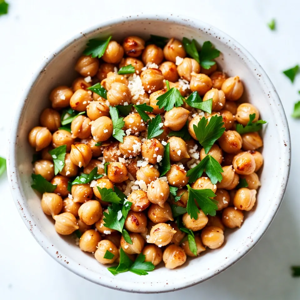 - 1 Dose Kichererbsen - 2 Esslöffel Olivenöl - 4 Knoblauchzehen, fein gehackt - 1/2 Teelöffel geräucherter Paprika - 1/2 Teelöffel Salz - 1/4 Teelöffel schwarzer Pfeffer - 1/4 Tasse geriebener Parmesan - 1 Esslöffel frische Petersilie, gehackt Ich liebe Kichererbsen! Sie sind nicht nur lecker, sondern auch sehr nahrhaft. Für dieses Rezept brauchst du eine Dose Kichererbsen. Diese bekommst du ganz einfach im Supermarkt. Spüle die Kichererbsen gut ab und lass sie abtropfen. So entfernst du die überschüssige Flüssigkeit. Öl bringt Geschmack. Zwei Esslöffel Olivenöl machen die Kichererbsen knusprig. Es hilft auch, die Gewürze gut zu verteilen. Der Knoblauch gibt den Röstkichererbsen den besonderen Kick. Verwende vier frische Knoblauchzehen. Hacke sie fein, damit du den vollen Geschmack bekommst. Die Gewürze sind wichtig! Geräucherter Paprika gibt einen tiefen, rauchigen Geschmack. Salz und schwarzer Pfeffer runden das Aroma ab. Ein guter Parmesan macht die Röstkichererbsen richtig lecker. Verwende eine Vierteltasse, um sie schön cremig zu machen. Die frische Petersilie kommt ganz zum Schluss. Sie sorgt für eine schöne Farbe und einen frischen Geschmack. Die Kombination dieser Zutaten macht die Knoblauch Parmesan Röstkichererbsen zu einem perfekten Snack. {{ingredient_image_2}} Zuerst spülst du die Kichererbsen gut ab. Das entfernt die Flüssigkeit und den Geschmack aus der Dose. Danach lässt du sie in einem Sieb abtropfen. Um die Kichererbsen knusprig zu machen, tupfe sie vorsichtig mit einem Geschirrtuch trocken. Das ist wichtig, um Feuchtigkeit zu entfernen. Heize deinen Ofen auf 200°C vor. Das sorgt dafür, dass die Röstkichererbsen gleichmäßig garen. Lege ein Backblech mit Backpapier aus. So kleben die Kichererbsen nicht fest. Jetzt kommt der spannende Teil: das Würzen! Gib die abgetropften Kichererbsen in eine große Schüssel. Füge das Olivenöl hinzu. Dann kommen die fein gehackten Knoblauchzehen dazu. Jetzt gibst du geräucherten Paprika, Salz und Pfeffer dazu. Mische alles gut durch. So werden alle Kichererbsen gleichmäßig gewürzt. Verteile die Kichererbsen gleichmäßig auf dem Backblech. Achte darauf, dass sie in einer einzigen Schicht liegen. Dies hilft ihnen, schön knusprig zu werden. Nun ist es Zeit, die Kichererbsen zu rösten! Stelle das Backblech in den Ofen und röste die Kichererbsen für 25 bis 30 Minuten. Nach der Hälfte der Zeit solltest du das Blech kurz schütteln. Das sorgt dafür, dass sie gleichmäßig knusprig werden. Beobachte die Kichererbsen gut. Sie sollten goldbraun und knusprig sein. Wenn sie fertig sind, nimm sie aus dem Ofen. Sofort streue den geriebenen Parmesan darüber, solange sie noch heiß sind. Mische vorsichtig, damit der Käse sich gut verteilt. Lass die Kichererbsen ein paar Minuten abkühlen, bevor du sie servierst. Garniere sie mit frischer Petersilie für einen schönen Farbkontrast. Um die Kichererbsen besonders knusprig zu machen, gibt es einige Schritte. Zuerst solltest du die Kichererbsen gut abtrocknen. Verwende ein sauberes Geschirrtuch, um die Feuchtigkeit zu entfernen. Je trockener die Kichererbsen sind, desto knuspriger werden sie. Du kannst sie auch für 30 Minuten in den Kühlschrank legen. Die kalte Temperatur hilft beim Rösten. Eine gute Beschichtung des Backblechs ist ebenfalls wichtig. Verwende Backpapier, um ein Ankleben zu vermeiden. Achte darauf, dass die Kichererbsen in einer einzigen Schicht liegen. Wenn sie sich überlappen, werden sie weich und nicht knusprig. Knoblauch Parmesan Röstkichererbsen passen gut zu vielen Beilagen. Du kannst sie mit einem frischen Salat servieren. Auch Dips wie Hummus oder Joghurt sind lecker. Diese Snacks sind auch toll für Partys. Du kannst sie einfach in eine Schüssel geben und genießen. Kombiniere die Röstkichererbsen mit anderen Snacks. Sie passen gut zu Gemüsesticks oder Crackern. Diese Kombination macht deinen Snackteller bunt und einladend. Um den Geschmack zu verfeinern, kannst du zusätzliche Gewürze hinzufügen. Probiere etwas Chili oder Kreuzkümmel. Diese Gewürze geben den Kichererbsen eine spannende Note. Du kannst auch andere Käsesorten verwenden. Feta oder Pecorino bringen einen neuen Geschmack. Sei kreativ und experimentiere mit verschiedenen Kombinationen. So findest du deinen perfekten Snack! Pro Tipps Kichererbsen gut trocknen: Stelle sicher, dass die Kichererbsen gründlich abgetropft und trocken sind, um eine knusprige Textur zu erreichen. Experimentiere mit Gewürzen: Fühle dich frei, zusätzliche Gewürze wie Kreuzkümmel oder Chili-Pulver hinzuzufügen, um den Röstgeschmack zu variieren. Ofen vorbereiten: Heize den Ofen gut vor, um sicherzustellen, dass die Kichererbsen gleichmäßig rösten und knusprig werden. Parmesan gleichmäßig verteilen: Streue den geriebenen Parmesan sofort nach dem Röstprozess, damit er an den heißen Kichererbsen schmilzt und besser haftet. {{image_4}} Die Röstkichererbsen sind sehr anpassungsfähig. Du kannst sie mit verschiedenen Geschmäckern aufpeppen. - BBQ-Geschmack: Füge etwas rauchiges Paprika und BBQ-Gewürz hinzu. Das gibt eine süße und rauchige Note. - Asiatische Einflüsse: Nutze Sojasauce und Ingwer für einen asiatischen Twist. Füge etwas Sesam hinzu für extra Crunch. Wenn du vegan leben möchtest, gibt es tolle Alternativen. - Käsealternativen: Statt Parmesan kannst du Hefeflocken verwenden. Diese geben einen leckeren, käsigen Geschmack. - Zusätzliche Proteinquellen: Du kannst auch geröstete Nüsse oder Samen hinzufügen. Sie bieten mehr Protein und einen tollen Biss. Die Kichererbsen können das ganze Jahr über anders schmecken. - Frühling: Füge frische Kräuter wie Basilikum oder Thymian hinzu. Diese bringen einen frischen Geschmack ins Spiel. - Herbst: Verwende Kürbisgewürze wie Zimt und Muskatnuss. So erhältst du eine wärmende, herbstliche Note. Um deine Knoblauch Parmesan Röstkichererbsen frisch zu halten, bewahre sie in einem luftdichten Behälter auf. Stelle den Behälter an einen kühlen, trockenen Ort. Vermeide Feuchtigkeit, da sie die Kichererbsen weich machen kann. Die Röstkichererbsen bleiben bei richtiger Lagerung bis zu einer Woche frisch. Wenn du sie länger halten möchtest, kannst du sie auch einfrieren. Achte darauf, sie in einem fest verschlossenen Beutel einzufrieren. Wenn du deine Röstkichererbsen wieder aufwärmen möchtest, verwende den Ofen. Heize ihn auf 190°C vor. Breite die Kichererbsen auf einem Backblech aus und röste sie für etwa 10 Minuten. So bleiben sie knusprig. Vermeide die Mikrowelle, denn sie macht die Kichererbsen weich. Wenn du sie im Ofen aufwärmst, bleiben sie so lecker wie frisch gebacken. Die Röstkichererbsen sind im Kühlschrank etwa 3 bis 5 Tage haltbar. Achte darauf, sie in einem luftdichten Behälter zu lagern. So bleiben sie frisch und knusprig. Wenn du sie länger aufbewahren möchtest, kannst du sie einfrieren. In einem Gefrierbeutel halten sie bis zu 3 Monate. Ja, du kannst Röstkichererbsen auch in der Luftfritteuse zubereiten! Das hat einige Vorteile. Die Kichererbsen werden schnell knusprig und du sparst Zeit. Ein Nachteil kann sein, dass du sie öfter schütteln musst, um eine gleichmäßige Röstung zu erreichen. Hier sind einige Tipps für die Luftfritteuse: - Stelle die Temperatur auf 200°C ein. - Röste sie in kleinen Mengen, damit die Luft gut zirkulieren kann. - Kontrolliere sie nach 15 Minuten, um ein Überrosten zu vermeiden. Knoblauch Parmesan Röstkichererbsen sind vielseitig. Du kannst sie allein genießen oder als Beilage servieren. Sie passen gut zu frischen Salaten oder als Snack zu Dips. Hier sind einige Empfehlungen: - Serviere sie mit einem Joghurt-Dip oder Hummus. - Kombiniere sie mit Gemüsesticks für einen gesunden Snack. - Füge sie zu einer Buddha-Bowl hinzu für mehr Protein und Crunch. Röstkichererbsen sind einfach zuzubereiten und vielseitig. Wir haben die Zutaten, Schritte und Tipps betrachtet. Kichererbsen mit Olivenöl, Gewürzen und Parmesan machen den Unterschied. Probieren Sie verschiedene Würze und saisonale Zutaten für neuen Genuss. Lagern Sie die Röstkichererbsen richtig, damit sie frisch bleiben. Nutzen Sie sie als Snack oder Beilage. Mit diesem Wissen sind Sie bereit, köstliche und knusprige Kichererbsen zu kreieren.