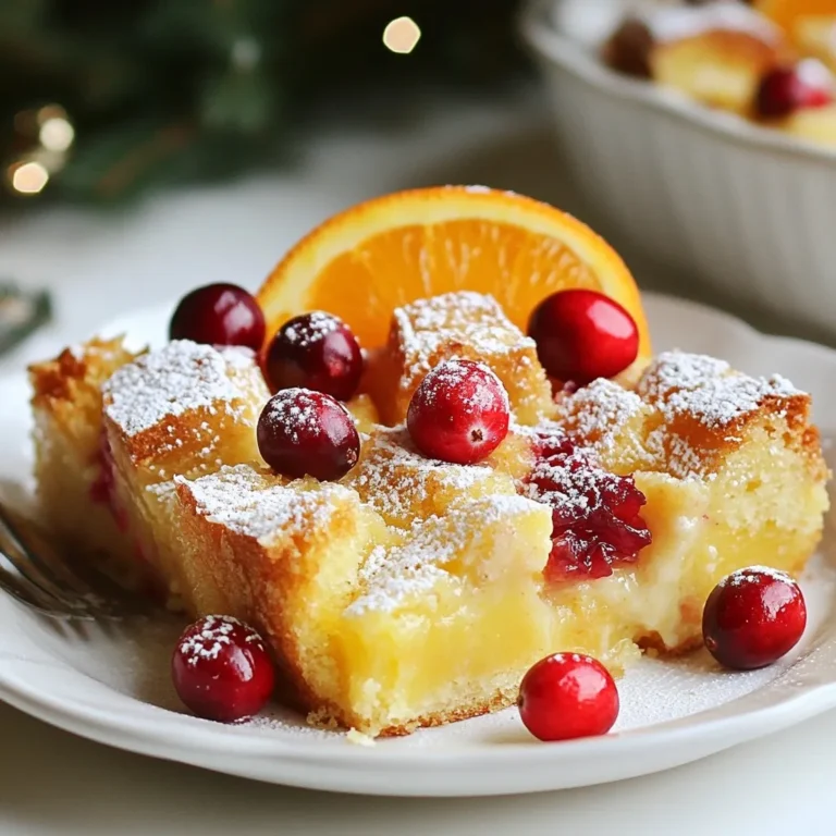 Für ein leckeres Cranberry Orange Bread Pudding benötigst du folgende Zutaten: - 6 Tassen altbackenes Brot (z.B. Brioche oder Challah), in 2,5 cm große Würfel geschnitten - 2 Tassen Milch - 1 Tasse Sahne - 4 große Eier - 1 Tasse Kristallzucker - 2 Teelöffel Vanilleextrakt - Schale von 1 großen Orange - Saft von 1 großen Orange - 1 ½ Tassen frische oder tiefgekühlte Cranberries - 1 Teelöffel gemahlener Zimt - Eine Prise Salz - Puderzucker zum Bestäuben (optional) Diese Zutaten machen das Gericht köstlich und frisch. Das altbackene Brot sorgt für die perfekte Textur. Die Cranberries bringen eine angenehme Säure, die durch die Süße des Zuckers ausgeglichen wird. Die Orange fügt einen fruchtigen Zing hinzu. Du kannst Zutaten leicht austauschen oder variieren. Anstelle von Brioche oder Challah kannst du auch Weißbrot oder Vollkornbrot nutzen. Das macht das Rezept gesünder. Wenn du keine Sahne verwenden möchtest, nehme einfach mehr Milch. Veganer können die Eier durch Apfelmus oder Leinsamen ersetzen. Zimt ist klassisch, aber du kannst auch Muskatnuss oder Ingwer hinzufügen. Cranberries sind wichtig, aber du kannst auch andere Früchte verwenden. Probiere Kirschen oder Pfirsiche für einen neuen Geschmack. Für das beste Ergebnis wähle Brot, das bereits etwas trocken ist. Frisches Brot wird zu matschig. Brioche hat einen süßen Geschmack und eine tolle Textur. Challah bietet eine weiche Krume und viele Aromen. Wenn du kein altbackenes Brot hast, lege frisches Brot ein paar Stunden aus. So wird es etwas fester. Achte darauf, dass das Brot gut in Würfel geschnitten ist. Kleinere Stücke saugen die Flüssigkeit besser auf. {{ingredient_image_2}} Heize deinen Ofen auf 175°C vor. Nimm eine 23x33 cm große Backform und fette sie gründlich ein. So verhindert das Fett, dass der Pudding an der Form kleben bleibt. Es ist wichtig, dass die Form bereit ist, bevor du mit dem Mischen der Zutaten beginnst. So kannst du alles schnell in den Ofen bringen. In einer großen Schüssel vermenge die altbackenen Brotstücke, die frischen oder tiefgekühlten Cranberries und den gemahlenen Zimt. Rühre alles vorsichtig um. Das Brot sollte gleichmäßig mit dem Zimt bestäubt sein. Diese Mischung bringt den warmen, würzigen Geschmack in deinen Pudding. In einer separaten Schüssel schlägst du die Eier auf. Füge den Kristallzucker, den Vanilleextrakt, die Orangenschale, den Orangensaft, die Milch, die Sahne und eine Prise Salz hinzu. Rühre alles kräftig um, bis die Mischung gut vermischt ist. Diese Eiermischung sorgt für die Cremigkeit in deinem Pudding. Gieße die Eiermischung gleichmäßig über die Brotwürfel und die Cranberries. Hebe alles vorsichtig unter, bis das Brot gut durchtränkt ist. Lass die Mischung etwa 15 Minuten ruhen. Dadurch nimmt das Brot die Flüssigkeit auf und wird schön saftig. Übertrage die Mischung in die vorbereitete Backform. Verteile sie gleichmäßig und drücke sie leicht an. Backe den Pudding im vorgeheizten Ofen für 45-50 Minuten. Die Oberfläche sollte goldbraun sein und der Pudding fest werden. Überprüfe mit einem eingestochenen Messer. Wenn es sauber herauskommt, ist dein Pudding fertig. Nach dem Backen nimm ihn aus dem Ofen und lass ihn 10-15 Minuten abkühlen. Um den perfekten Cranberry Orange Bread Pudding zu machen, achte auf die Brotauswahl. Altbackenes Brot gibt dem Pudding Struktur und Geschmack. Ich empfehle Brioche oder Challah. Schneide das Brot in gleich große Würfel. So saugt es die Flüssigkeit gleichmäßig auf. Die Mischung aus Eiern, Milch und Sahne muss gut verrührt werden. Achte darauf, dass der Zucker sich vollständig auflöst. Das gibt deinem Pudding die richtige Süße. Nach dem Mischen lasse die Mischung 15 Minuten ruhen. So wird das Brot schön weich. Um deinen Pudding frisch zu halten, lasse ihn zuerst vollständig abkühlen. Danach kann er in einem luftdichten Behälter im Kühlschrank aufbewahrt werden. Er bleibt so bis zu fünf Tage lecker. Wenn du etwas für später aufbewahren willst, friere die Stücke ein. Wickele sie gut ein, um Frostbrand zu vermeiden. Zum Aufwärmen, stelle den Pudding in den Ofen. So bleibt er weich und schmackhaft. Ein häufiger Fehler ist, das Brot nicht richtig zu tränken. Achte darauf, dass alle Stücke gut mit der Eiermischung bedeckt sind. Ein weiterer Fehler ist, den Pudding zu lange zu backen. Überprüfe ihn nach 45 Minuten. Ein eingestochenes Messer sollte sauber herauskommen. Wenn du zu viel Zimt hinzufügst, kann der Pudding bitter werden. Halte dich an die angegebene Menge. So bleibt der Geschmack frisch und fruchtig. Profi Tipps Altes Brot verwenden: Verwenden Sie altbackenes Brot, um die beste Textur zu erreichen. Frisches Brot könnte die Flüssigkeit nicht optimal aufnehmen. Cranberries vorbereiten: Wenn Sie gefrorene Cranberries verwenden, lassen Sie sie vorher auftauen und abtropfen, um überschüssige Flüssigkeit zu vermeiden. Orangenschale reiben: Achten Sie darauf, nur die obere Schicht der Orangenschale zu reiben, um den bitteren weißen Teil zu vermeiden. Servieren mit Eis: Servieren Sie das Brot-Pudding warm mit einer Kugel Vanilleeis für einen besonders leckeren Genuss. {{image_4}} Cranberry Orange Bread Pudding ist vielseitig. Du kannst andere Früchte verwenden, um neue Geschmäcker zu entdecken. Äpfel sind eine tolle Wahl. Sie bringen Süße und eine schöne Textur. Birnen passen auch gut dazu. Eine Mischung aus Beeren ist ebenfalls lecker. Probiere Himbeeren oder Heidelbeeren für Frische. Diese Früchte sind saftig und sorgen für einen fruchtigen Kick. Wenn du glutenfrei oder vegan essen möchtest, gibt es tolle Alternativen. Für die glutenfreie Variante wähle glutenfreies Brot. Es funktioniert genauso gut. Du kannst auch pflanzliche Milch wie Mandel- oder Hafermilch verwenden. Tausche die Eier gegen Apfelmus oder Leinsamen aus. Das bindet die Zutaten gut. Auf diese Weise bleibt der Pudding lecker und die Textur bleibt schön. Um den Pudding interessanter zu machen, füge neue Gewürze hinzu. Muskatnuss gibt einen warmen, erdigen Geschmack. Ingwer kann eine scharfe Note bringen. Du kannst auch etwas Kardamom verwenden für einen exotischen Hauch. Wenn du es süßer magst, probiere einen Schuss Honig oder Ahornsirup. Diese kleinen Änderungen machen viel aus und geben deinem Pudding eine persönliche Note. Cranberry Orange Bread Pudding bleibt frisch im Kühlschrank. Decken Sie ihn gut ab. Verwenden Sie Frischhaltefolie oder einen luftdichten Behälter. So bleibt der Pudding feucht und lecker. Lagern Sie ihn bis zu fünf Tage. Vor dem Servieren einfach kurz aufwärmen. Sie können den Pudding auch einfrieren. Schneiden Sie ihn in Portionen. Wickeln Sie jede Portion in Folie. Legen Sie sie in einen gefrierfesten Behälter. Der Pudding hält sich bis zu drei Monate im Gefrierfach. Lassen Sie ihn im Kühlschrank auftauen, bevor Sie ihn aufwärmen. Um den Pudding aufzuwärmen, verwenden Sie den Ofen oder die Mikrowelle. Im Ofen bei 175°C etwa 15 Minuten backen. In der Mikrowelle etwa zwei bis drei Minuten erhitzen. Prüfen Sie, ob er warm ist. Fügen Sie nach Wunsch etwas Puderzucker hinzu. So bleibt er lecker und ansprechend. Cranberry Orange Bread Pudding bleibt im Kühlschrank etwa 3 bis 4 Tage frisch. Achte darauf, es in einem luftdichten Behälter zu lagern. So bleibt der Geschmack erhalten. Wenn du es länger aufbewahren möchtest, friere es ein. Im Gefrierfach hält es sich bis zu 3 Monate. Um die beste Qualität zu erhalten, schneide den Pudding in Portionen, bevor du ihn einfrierst. Ja, du kannst viele Zutaten im Voraus vorbereiten. Schneide das Brot und die Cranberries am Tag vorher. Das spart Zeit, wenn du bereit bist, das Pudding zu machen. Du kannst auch die Eiermischung vorbereiten und im Kühlschrank lagern. Mische sie einfach vor dem Backen mit dem Brot. So wird der Pudding besonders saftig. Ja, dieses Rezept eignet sich gut für eine große Gruppe. Der Pudding ergibt etwa 8 Portionen. Du kannst die Menge leicht verdoppeln, wenn du mehr Gäste hast. Verwende einfach eine größere Backform. Achte darauf, die Backzeit etwas länger zu wählen, falls du eine größere Menge machst. So bleibt jeder zufrieden und glücklich! Cranberry Orange Bread Pudding ist einfach zuzubereiten und sehr lecker. Wir haben die besten Zutaten, Schritte und Tipps behandelt. Du kannst das Rezept für viele Anlässe anpassen. Denke daran, verschiedene Früchte oder Aromen auszuprobieren, um deinen eigenen Stil zu finden. Die Aufbewahrung und das Aufwärmen sind ebenfalls ein Kinderspiel. Mit diesen Tipps kannst du einen großartigen Pudding machen. Probiere es aus und genieße jeden Bissen!
