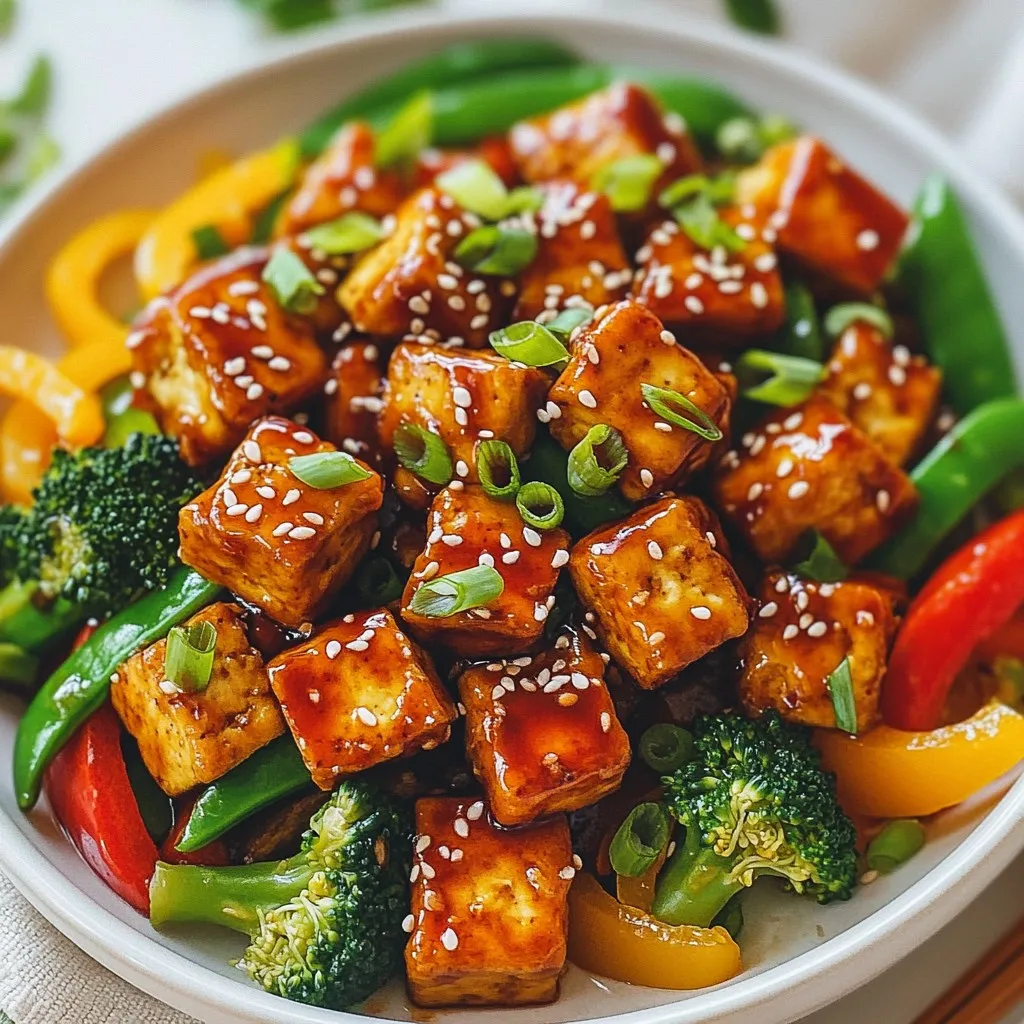 - Fester Tofu: 400 g - Gemüse: Paprika, Brokkoli, Zuckerschoten - Gewürze: Knoblauch, Ingwer, Salz, Pfeffer In einem guten Teriyaki-Glasierten Tofu-Wok-Gericht sind die Hauptzutaten wichtig. Fester Tofu ist eine großartige Proteinquelle. Er macht dein Gericht nahrhaft und lecker. Du kannst frischen, gut abgetropften Tofu verwenden. Die Wahl des Gemüses ist ebenfalls entscheidend. Paprika bringt Farbe, während Brokkoli und Zuckerschoten für den Crunch sorgen. Knoblauch und Ingwer geben dem Gericht einen tollen Geschmack. Mit Salz und Pfeffer rundest du alles ab. - Low-sodium Teriyakisauce: 120 ml - Sesamsamen: 1 Esslöffel Die Teriyakisauce ist das Herzstück dieses Rezepts. Sie sorgt für den süßen und salzigen Geschmack, den wir lieben. Low-sodium Teriyakisauce ist eine gesunde Wahl. Sie schmeckt gut, ohne zu viel Salz zu enthalten. Sesamsamen sind eine tolle Garnitur. Sie fügen einen nussigen Geschmack hinzu und machen das Gericht schön. - Pflanzenöl: 1 Esslöffel Pflanzenöl ist das beste Fett für das Braten. Es hat einen hohen Rauchpunkt. Dadurch bleibt das Gemüse knackig. Verwende nur einen Esslöffel, um das Gericht leicht zu halten. Wenn du das Öl erhitzt, darauf achten, dass es heiß ist, bevor du den Tofu hinzufügst. So wird er schön knusprig. {{ingredient_image_2}} Zuerst schneide ich den festen Tofu in kleine Würfel. Es ist wichtig, den Tofu gut abzutropfen, damit er nicht zu wässrig ist. Danach gebe ich die Tofuwürfel in eine Schüssel. Ich bestäube sie gleichmäßig mit Maisstärke. Diese Schicht sorgt dafür, dass der Tofu später schön knusprig wird. Jetzt erhitze ich das Pflanzenöl in einer großen Pfanne. Wenn das Öl heiß ist, füge ich die Tofuwürfel hinzu. Ich brate sie etwa fünf bis sieben Minuten lang. Ich wende sie regelmäßig, damit sie auf allen Seiten goldbraun sind. Der Tofu wird dann schön knusprig. Sobald er fertig ist, nehme ich ihn aus der Pfanne und stelle ihn beiseite. In derselben Pfanne brate ich nun das Gemüse an. Ich gebe die geschnittene Paprika, Brokkoliröschen und Zuckerschoten hinein. Dies geschieht bei mittlerer Hitze und dauert etwa drei bis vier Minuten. Das Gemüse soll leuchtend und zart-knusprig sein. Danach füge ich den gehackten Knoblauch und frischen Ingwer hinzu. Ich rühre alles für ein bis zwei Minuten. Der Duft ist einfach köstlich! Um Tofu knusprig zu machen, drücke den Tofu gut. Entferne überschüssige Flüssigkeit. Schneide den Tofu in gleichmäßige Würfel. Bedecke die Würfel mit Maisstärke. Dies hilft, eine schöne Kruste zu bilden. Erhitze das Öl gut, bevor du den Tofu hinzufügst. Brate den Tofu 5-7 Minuten lang. Wende ihn regelmäßig, damit er gleichmäßig bräunt. Du kannst viele verschiedene Gemüsesorten verwenden. Versuche Karotten, Zucchini oder Pilze. Auch frischer Spinat passt gut dazu. Wenn du kein Tofu magst, probiere Tempeh oder Seitan. Diese Alternativen sind ebenso lecker und gesund. Du kannst auch eine Mischung aus Gemüse verwenden. Das gibt dem Gericht mehr Farbe und Geschmack. Die Teriyakisauce kannst du anpassen. Füge etwas Honig oder Agavendicksaft hinzu für mehr Süße. Wenn du es scharf magst, gebe etwas Sriracha oder Chilisauce dazu. Du kannst auch Sojasauce verwenden, wenn du keine Teriyakisauce hast. Experimentiere mit den Aromen, um die perfekte Sauce zu finden. Pro Tipps Tofu richtig pressen: Um überschüssige Feuchtigkeit zu entfernen, wickeln Sie den Tofu in ein sauberes Küchentuch und legen Sie ein schweres Objekt darauf. Dies verbessert die Textur und ermöglicht ein besseres Anbraten. Variieren Sie das Gemüse: Fühlen Sie sich frei, Ihr Lieblingsgemüse zu verwenden, wie Karotten, Zucchini oder Blumenkohl. Dies gibt dem Gericht eine persönliche Note und sorgt für mehr Abwechslung. Teriyakisauce anpassen: Wenn Sie es lieber süßer mögen, fügen Sie einen Teelöffel Honig oder Ahornsirup zu Ihrer Teriyakisauce hinzu. Für eine schärfere Note können Sie auch etwas Sriracha hinzufügen. Resteverwertung: Dieses Gericht eignet sich hervorragend für Reste. Fügen Sie einfach gekochten Reis oder Quinoa hinzu, um ein sättigendes Mittagessen für den nächsten Tag zu kreieren. {{image_4}} Für eine vegetarische Variante des Teriyaki Glasierten Tofu-Wok-Gerichts können Sie viele Gemüsesorten hinzufügen. Versuchen Sie Karotten, Zucchini oder Spinat. Diese Gemüse bringen Farbe und Nährstoffe ins Gericht. Sie können auch Pilze verwenden, um den Umami-Geschmack zu verstärken. Kombinieren Sie verschiedene Gemüsesorten, um den Geschmack zu variieren und mehr Textur zu erhalten. Das Gericht ist bereits vegan, wenn Sie Pflanzenfett verwenden. Achten Sie darauf, eine vegane Teriyakisauce zu wählen, die keine tierischen Produkte enthält. Viele Marken bieten solche Saucen an. Diese Anpassungen machen das Gericht noch schmackhafter und halten es rein pflanzlich. Genießen Sie die Vielfalt, die vegane Optionen bieten. Möchten Sie mehr Protein in Ihr Gericht bringen? Fügen Sie Nüsse wie Mandeln oder Cashews hinzu. Diese Nüsse passen gut zu Tofu und geben einen extra Crunch. Alternativ können Sie auch Kichererbsen oder edamame Bohnen verwenden. Diese Zutaten erhöhen den Proteingehalt und machen das Gericht noch sättigender. Bewahren Sie das Teriyaki-glänzende Tofu-Wok-Gericht im Kühlschrank auf. Nutzen Sie einen luftdichten Behälter. So bleibt es frisch und lecker. Das Gericht hält sich bis zu drei Tage. Wenn Sie Reste haben, lassen Sie das Essen zuerst abkühlen. So verhindern Sie Kondensation im Behälter. Das Gericht kann auch eingefroren werden. Teilen Sie es in Portionen auf. Packen Sie jede Portion in einen gefrierfesten Behälter oder -beutel. Achten Sie darauf, die Luft herauszudrücken. So bleibt der Geschmack erhalten. Im Gefrierschrank hält es sich bis zu drei Monate. Denken Sie daran, die Teriyakisauce vorher abzulehnen, wenn Sie den Geschmack intensiv halten möchten. Um Reste aufzuwärmen, nutzen Sie eine Pfanne oder die Mikrowelle. In der Pfanne, erhitzen Sie bei mittlerer Hitze. Fügen Sie einen kleinen Schuss Wasser hinzu, um das Gericht feucht zu halten. In der Mikrowelle, decken Sie das Gericht mit einem feuchten Papiertuch ab. So wird es gleichmäßig warm. Erhitzen Sie es in Intervallen von 1-2 Minuten, bis es heiß ist. Schmecken Sie es nach dem Aufwärmen ab und fügen Sie ggf. mehr Sauce hinzu. Um Tofu knusprig zu machen, gibt es einige wichtige Schritte. Beginne mit festem Tofu. Press den Tofu gut, um überschüssige Flüssigkeit zu entfernen. Schneide ihn in kleine Würfel. Wende die Würfel in Maisstärke. Die Stärke hilft, eine knusprige Schicht zu bilden. Erhitze Pflanzenöl in einer Pfanne. Brate den Tofu etwa 5 bis 7 Minuten lang. Wende die Würfel regelmäßig. So bekommen sie eine goldbraune Farbe und eine schöne Textur. Ja, du kannst anderes Gemüse verwenden. Paprika, Brokkoli und Zuckerschoten sind toll, aber es gibt viele Optionen. Karotten, grüne Bohnen oder Mangold sind auch lecker. Du kannst auch Pilze oder Spinat hinzufügen. Achte darauf, das Gemüse in gleich große Stücke zu schneiden. So garen sie gleichmäßig. Experimentiere mit deinem Lieblingsgemüse. So machst du das Gericht ganz nach deinem Geschmack. Teriyakisauce kann glutenhaltige Zutaten enthalten. Viele Marken verwenden Sojasauce, die oft Weizen hat. Achte beim Kauf auf glutenfreie Optionen. Es gibt spezielle glutenfreie Teriyakisaucen. Diese bestehen aus Tamari statt Sojasauce. Du kannst auch selbst eine Sauce machen. Mische Reisessig, Honig und Gewürze. So hast du eine leckere und glutenfreie Variante. In diesem Beitrag haben wir wichtige Zutaten und eine einfache Anleitung für dein Teriyaki-Gericht besprochen. Fester Tofu und frisches Gemüse sorgen für guten Geschmack. Die richtiger Technik lässt deinen Tofu knusprig werden. Du kannst auch verschiedene Varianten ausprobieren, um dein Gericht zu gestalten. Denke an die Aufbewahrung, damit die Reste frisch bleiben. Probiere es aus und finde deinen Lieblingsgeschmack! Mit diesen Tipps gelingt dir ein tolles Gericht.
