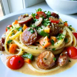 Diese Pasta braucht einige wichtige Zutaten. Hier ist, was du benötigst: - 227 g Fettuccine oder Penne Pasta - 2 Esslöffel Olivenöl - 450 g geräucherte Wurst (wie Andouille), in Scheiben geschnitten - 1 mittelgroße Zwiebel, gewürfelt - 2 Knoblauchzehen, fein gehackt - 1 Paprika (rot oder grün), gewürfelt - 240 ml Schlagsahne - 240 ml Hühnerbrühe - 2 Esslöffel Cajun-Gewürzmischung - 150 g Kirschtomaten, halbiert - Salz und Pfeffer nach Geschmack - 50 g geriebener Parmesan - Frische Petersilie, zum Garnieren, grob gehackt Jede Zutat hat ihren eigenen Geschmack. Die Wurst bringt das rauchige Aroma. Die Sahne macht die Sauce reichhaltig und cremig. Die Cajun-Gewürzmischung ist das Herzstück. Sie gibt der Pasta den typischen Geschmack. Diese Mischung enthält oft Paprika, Oregano und Knoblauchpulver. Du kannst auch frische Petersilie hinzufügen. Sie bringt frische und Farbe. Schmecke die Sauce mit Salz und Pfeffer ab. Dies ist wichtig, um den vollen Geschmack zu erreichen. Wenn du mehr Hitze magst, füge etwas Cayennepfeffer hinzu. Für diese Rezeptur empfehle ich Fettuccine oder Penne. Beide Pasta-Sorten halten die Sauce gut. Fettuccine hat flache, breite Streifen. Penne hat eine röhrenförmige Form. Beide sind lecker und passen gut zu der cremigen Sauce. Koche die Pasta al dente. So bleibt sie bissfest und nimmt die Sauce gut auf. Achte darauf, sie nicht zu lange zu kochen, damit sie nicht matschig wird. {{ingredient_image_2}} Um die Pasta perfekt zu kochen, bringen Sie einen großen Topf mit gesalzenem Wasser zum Kochen. Verwenden Sie 227 g Fettuccine oder Penne Pasta. Kochen Sie die Pasta gemäß den Anweisungen auf der Verpackung, bis sie al dente ist. Dies dauert in der Regel 8 bis 10 Minuten. Wenn sie fertig ist, gießen Sie sie in ein Sieb ab und stellen Sie sie beiseite. So bleibt die Pasta schön locker. Jetzt kommt der spannende Teil! Nehmen Sie eine große Pfanne und erhitzen Sie 2 Esslöffel Olivenöl bei mittlerer Hitze. Fügen Sie 450 g geräucherte Wurst, wie Andouille, hinzu. Braten Sie die Wurstscheiben etwa 5 Minuten an, bis sie goldbraun sind. Dann geben Sie 1 gewürfelte Zwiebel und 1 gewürfelte Paprika (rot oder grün) dazu. Braten Sie alles zusammen für 3 bis 4 Minuten, bis das Gemüse weich wird. Zuletzt fügen Sie 2 fein gehackte Knoblauchzehen hinzu und braten sie eine weitere Minute an. Der Duft wird einfach köstlich sein! Jetzt ist es Zeit für die cremige Sauce. Gießen Sie 240 ml Hühnerbrühe und 240 ml Schlagsahne in die Pfanne. Rühren Sie 2 Esslöffel Cajun-Gewürzmischung ein. Lassen Sie die Mischung zum Köcheln bringen und etwa 5 Minuten köcheln, damit die Sauce dicker wird. Dann kommen 150 g halbierte Kirschtomaten und die zuvor gekochte Pasta in die Pfanne. Vermengen Sie alles sorgfältig. Schmecken Sie mit Salz und Pfeffer ab. Zum Schluss rühren Sie 50 g geriebenen Parmesan ein, bis er schmilzt und die Sauce schön cremig wird. Wenn die Sauce zu dick ist, fügen Sie etwas mehr Brühe oder Sahne hinzu. Lassen Sie die Pasta ein paar Minuten ruhen, bevor Sie sie servieren. Um die Sauce perfekt cremig zu machen, achte auf die Sahne. Gieße sie langsam in die Pfanne. Rühre gut um, damit sie sich gleichmäßig verteilt. Wenn die Sauce zu dick wird, füge einfach etwas mehr Brühe oder Sahne hinzu. Du willst eine schön gebundene Sauce, die die Pasta umhüllt. Cajun-Würze bringt viel Geschmack. Du kannst die Aromen noch verstärken. Füge etwas Paprikapulver oder Cayennepfeffer hinzu, wenn du es schärfer magst. Frische Kräuter wie Thymian oder Oregano passen auch gut. Ein Spritzer Zitrone kann die Aromen aufhellen. Experimentiere mit verschiedenen Gewürzen, um deinen perfekten Geschmack zu finden. Die Wahl der Wurst ist wichtig. Geräucherte Wurst wie Andouille bringt einen tollen Geschmack. Du kannst auch andere Sorten nutzen, die dir gefallen. Probier es mit Chorizo oder Bratwurst. Achte darauf, dass die Wurst gut gewürzt ist. So gibst du der Pasta noch mehr Tiefe. Pro Tipps Wurstwahl: Verwenden Sie eine hochwertige geräucherte Wurst, wie Andouille, um den besten Geschmack zu erzielen. Pasta al dente: Achten Sie darauf, die Pasta nur bis zum al dente zu kochen, damit sie beim Mischen mit der Sauce die perfekte Konsistenz behält. Würzen: Schmecken Sie die Sauce während des Kochens ab und passen Sie die Gewürze nach Ihrem Geschmack an, um die Aromen hervorzuheben. Frische Kräuter: Garnieren Sie das Gericht mit frisch gehackter Petersilie, um einen zusätzlichen Frischekick und Farbe zu verleihen. {{image_4}} Um eine vegetarische Version zu machen, ersetzen Sie die Wurst. Sie können Tofu oder Seitan verwenden. Beide sind reich an Protein. Schneiden Sie sie in kleine Stücke. Braten Sie diese wie die Wurst an. Fügen Sie die Cajun-Gewürze hinzu, um den vollen Geschmack zu genießen. Gemüse wie Zucchini oder Auberginen passen auch gut dazu. So bleibt die Pasta lecker und nahrhaft. Die Cajun Pasta ist sehr anpassungsfähig. Fühlen Sie sich frei, andere Gemüsesorten hinzuzufügen! Brokkoli, Spinat oder Erbsen sind tolle Optionen. Diese Gemüsesorten geben Farbe und zusätzliche Nährstoffe. Die Zubereitung bleibt gleich. Braten Sie das Gemüse einfach zusammen mit der Zwiebel und Paprika an. So wird Ihr Gericht noch gesünder und bunter. Wenn Sie es schärfer mögen, fügen Sie mehr Cajun-Gewürz hinzu. Sie können auch frische Chilis oder Cayennepfeffer nutzen. Beginnen Sie mit einer kleinen Menge und schmecken Sie die Sauce ab. So können Sie die Schärfe nach Ihrem Geschmack anpassen. Ein Spritzer scharfer Sauce am Ende kann auch für mehr Kick sorgen. So wird Ihre Pasta ein echter Hit für Fans von scharfen Speisen! Die Reste der cremigen Cajun Wurst Pasta halten sich gut im Kühlschrank. Du solltest sie in einem luftdichten Behälter aufbewahren. So bleiben sie frisch. Die Pasta bleibt etwa 3 bis 4 Tage genießbar. Achte darauf, die Reste schnell abzukühlen, bevor du sie in den Kühlschrank stellst. Wenn du mehr Reste hast, kannst du die Pasta auch einfrieren. Teile die Portionen in geeignete Behälter. Achte darauf, dass die Behälter gefrierfest sind. Die Pasta hält sich im Gefrierfach bis zu 3 Monate. Wenn du sie später essen möchtest, lass sie einfach über Nacht im Kühlschrank auftauen. Um die Reste wieder aufzuwärmen, kannst du sie in einer Pfanne oder Mikrowelle erhitzen. Wenn die Pasta zu trocken erscheint, füge etwas Hühnerbrühe oder Sahne hinzu. Rühre gut um, damit die Sauce gleichmäßig verteilt ist. So bleibt die Pasta cremig und lecker. Die gesamte Zubereitungszeit für die Cajun Wurst Pasta beträgt etwa 30 Minuten. In dieser Zeit kochen Sie die Pasta und bereiten die Sauce vor. Die Vorbereitungszeit liegt bei 10 Minuten, die Kochzeit bei 20 Minuten. Das macht dieses Gericht ideal für ein schnelles Abendessen. Ja, Sie können die Schlagsahne durch eine leichtere Option ersetzen. Verwenden Sie zum Beispiel griechischen Joghurt oder eine pflanzliche Sahne. Diese Alternativen reduzieren den Fettgehalt, ohne den Geschmack zu verlieren. Achten Sie darauf, die Menge entsprechend anzupassen, um die richtige Konsistenz zu erreichen. Cajun Wurst Pasta schmeckt gut mit frischem Brot oder einem einfachen Salat. Ein grüner Salat mit Vinaigrette ergänzt die Aromen der Pasta. Auch geröstetes Gemüse passt gut dazu und bringt mehr Farbe auf den Tisch. Denken Sie daran, die Beilagen leicht zu halten, um die Pasta hervorzuheben. Cajun Wurst Pasta ist einfach und lecker. Wir haben die besten Zutaten und Schritte besprochen. Die Gewürze und die richtigen Pastasorten machen einen großen Unterschied. Nutze meine Tipps für eine perfekte Sauce. Du kannst die Pasta anpassen und sogar Reste lagern. Experimentiere mit verschiedenen Varianten und genieße die vielen Aromen. So kannst du ganz nach deinem Geschmack kochen. Viel Spaß beim Ausprobieren und guten Appetit!
