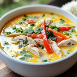 - Kokosnussöl - Zwiebel - Knoblauch - Ingwer - Zitronengras - Hühnerbrühe - Kokosmilch - Hühnerbrust - Rote Paprika - Champignons - Thai-Vogelaugen-Chilis - Fischsauce - Limettensaft - Garnierungen (Korianderblätter, Frühlingszwiebeln) - Beilage (Jasminreis) Um die perfekte Thai Kokosnuss-Hühnchensuppe zuzubereiten, brauchen wir frische und aromatische Zutaten. Kokosnussöl gibt der Suppe einen reichen Geschmack. Zwiebeln und Knoblauch bringen eine gute Basis für die Aromen. Ingwer und Zitronengras sorgen für einen frischen Kick. Die Hühnerbrühe und Kokosmilch verbinden alles zu einer cremigen Basis. Hühnerbrust fügt Proteine hinzu und macht die Suppe sättigend. Rote Paprika und Champignons bringen Farbe und Textur. Thai-Vogelaugen-Chilis geben der Suppe eine angenehme Schärfe. Fischsauce bringt umami und die Limette rundet den Geschmack ab. Vergiss nicht die frischen Kräuter wie Koriander und Frühlingszwiebeln für die Garnitur. Jasminreis ist optional, aber er gibt einen tollen Kontrast zur Suppe. Mit diesen Zutaten bereitest du ein schnelles und schmackhaftes Gericht zu, das alle begeistern wird! {{ingredient_image_2}} 1. Erhitze 1 Esslöffel Kokosnussöl in einem großen Topf bei mittlerer Hitze. 2. Füge die dünn geschnittene Zwiebel hinzu und sautieren sie für 3-4 Minuten, bis sie weich ist. 3. Rühre 3 fein gehackte Knoblauchzehen, 1 Esslöffel geriebenen Ingwer und 2 zerdrückte Zitronengrasstangen ein. 4. Sautiere alles für weitere 2 Minuten, bis es aromatisch riecht. 1. Gieße 4 Tassen Hühnerbrühe in den Topf und bringe die Mischung sanft zum Kochen. 2. Füge 1 Dose Kokosmilch, 450 g dünn aufgeschnittene Hühnerbrust, 1 rote Paprika in feinen Streifen und 1 Tasse in Scheiben geschnittene Champignons hinzu. 3. Rühre alles gut um und lasse es 10-12 Minuten köcheln. Das Hühnchen sollte jetzt durchgegart sein. 1. Würze die Suppe mit 2 Esslöffeln Fischsauce und 2 Esslöffeln Limettensaft. 2. Passe die Aromen nach Wunsch an. 3. Entferne die Zitronengrasstangen, bevor du servierst. 4. Verteile die Suppe in Schalen und garniere sie mit frischen Korianderblättern und geschnittenen Frühlingszwiebeln. 5. Serviere die Suppe heiß, eventuell mit gekochtem Jasminreis als Beilage. - Verwendung frischer Zutaten: Frische Zutaten machen den Unterschied. Wählen Sie frisches Gemüse, wie Paprika und Champignons. Auch frische Kräuter, wie Koriander, sorgen für tollen Geschmack. - Optimaler Einsatz von Chilis: Thai-Vogelaugen-Chilis sind sehr scharf. Beginnen Sie mit einer kleinen Menge. Fügen Sie mehr hinzu, wenn Sie mehr Schärfe mögen. - Anpassung der Kokosmilch: Die Kokosmilch gibt der Suppe Cremigkeit. Für eine leichtere Suppe können Sie die Menge reduzieren. Wenn Sie es reichhaltiger mögen, fügen Sie mehr hinzu. - Steuerung des Flüssigkeitsgehalts: Achten Sie darauf, die Brühe nicht zu dünn zu machen. Wenn die Suppe zu dick wird, fügen Sie etwas Wasser oder Brühe hinzu. - Vorbereiten und Aufbewahren der Zutaten: Schneiden Sie Gemüse und Hühnerbrust im Voraus. Bewahren Sie alles in Behältern im Kühlschrank auf. So sparen Sie Zeit, wenn Sie die Suppe kochen. - Suppe im Voraus kochen: Sie können die Suppe auch im Voraus zubereiten. Lassen Sie sie abkühlen und stellen Sie sie in den Kühlschrank. Erwärmen Sie die Suppe später vorsichtig. Pro Tipps Kokosnussöl richtig nutzen: Verwenden Sie hochwertiges, kaltgepresstes Kokosnussöl für den besten Geschmack und gesundheitliche Vorteile. Zitronengras vorbereiten: Schlagen Sie die Zitronengrasstangen leicht mit einem Messer, um die ätherischen Öle freizusetzen und den Geschmack zu intensivieren. Würzen anpassen: Probieren Sie die Suppe während des Kochens und passen Sie die Menge an Fischsauce und Limettensaft nach Ihrem Geschmack an. Frische Zutaten verwenden: Verwenden Sie frische Kräuter und Gemüse, um die Aromen zu verbessern und eine ansprechende Textur zu gewährleisten. {{image_4}} Du kannst das Hühnchen einfach durch Tofu ersetzen. Tofu nimmt die Aromen gut auf. Verwende Gemüsebrühe statt Hühnerbrühe für mehr Geschmack. Achte darauf, festen Tofu zu nutzen, damit er beim Kochen nicht zerfällt. Diese Version ist leicht und lecker! Magst du es scharf? Dann erhöhe die Menge der Thai-Vogelaugen-Chilis! Du kannst auch frische Jalapeños oder andere scharfe Paprika hinzufügen. Zusätzliche Gewürze wie Kreuzkümmel oder Koriandersamen können die Suppe noch interessanter machen. Probiere es aus, um deine perfekte Schärfe zu finden. Nutze das Gemüse, das gerade Saison hat. Frische Erbsen, Karotten oder Spinat passen wunderbar dazu. Diese Anpassungen bringen mehr Geschmack und Nährstoffe. Auch die Kräuter kannst du je nach Saison wechseln. Frischer Basilikum oder Minze geben deiner Suppe eine besondere Note. Sei kreativ und entdecke neue Geschmäcker! Um die Suppe gut zu lagern, halte die Temperatur bei 4 °C oder kälter. Dies hilft, die Frische zu bewahren. Verwende luftdichte Behälter, um die Suppe zu lagern. Glas- oder Kunststoffbehälter sind ideal. Stelle sicher, dass die Suppe vollständig abgekühlt ist, bevor du sie in den Behälter gibst. Die Suppe bleibt bis zu drei Tage frisch im Kühlschrank. Um die Frische zu sichern, stelle sicher, dass der Behälter gut verschlossen ist. Wenn du die Suppe erneut erhitzen möchtest, erwärme sie langsam in einem Topf. Rühre häufig um, damit sie gleichmäßig warm wird. Du kannst die Suppe auch in der Mikrowelle aufwärmen. Achte darauf, sie zwischendurch umzurühren, um Hotspots zu vermeiden. Die Suppe hält sich im Kühlschrank etwa 3 bis 4 Tage. Lagern Sie sie in einem luftdichten Behälter. So bleibt der Geschmack frisch. Vor dem Essen, erhitzen Sie die Suppe gut auf. Achten Sie darauf, dass sie gut durchgewärmt ist. Ja, Sie können die Suppe einfrieren. Lassen Sie sie zuerst abkühlen. Füllen Sie dann die Suppe in einen gefrierfesten Behälter. Achten Sie darauf, etwas Platz zu lassen, damit sie sich ausdehnen kann. Zum Auftauen, legen Sie die Suppe über Nacht in den Kühlschrank. Erhitzen Sie sie dann gut, bevor Sie sie essen. Zu dieser köstlichen Suppe passen einige Beilagen gut. Gekochter Jasminreis ist eine klassische Wahl. Er ergänzt die Aromen der Suppe perfekt. Auch frisches Baguette ist lecker zum Eintunken. Wenn Sie etwas Grün möchten, servieren Sie einen einfachen Salat dazu. Diese Suppe kombiniert frische Zutaten und einfache Schritte. Wir haben Kokosnussöl, Hühnerbrühe und viele leckere Aromen verwendet. Du hast gelernt, wie du die Brühe zubereitest und die Suppe perfekt abschmeckst. Erinner dich an die Tipps für optimale Konsistenz und authentische Aromen. Ob du die vegetarische Version oder eine schärfere Variante wählst, bleibt dir überlassen. Mit der richtigen Lagerung bleibt die Suppe frisch und lecker. Entdecke neue Variationen und genieße die Vielfalt dieser einfachen, köstlichen Suppe.