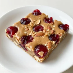 Die Zutaten für die Kirsch-Almond-Energieriegel sind einfach und nahrhaft. Hier sind die Hauptzutaten, die du benötigst: - 1 Tasse getrocknete Kirschen, gehackt - 1 Tasse rohe Mandeln, grob gehackt - 1 Tasse Haferflocken - ½ Tasse Mandelbutter - ¼ Tasse Honig oder Ahornsirup - ½ Teelöffel Vanilleextrakt - ¼ Teelöffel Salz - ¼ Teelöffel Zimt - ¼ Tasse Leinsamen (optional) Diese Zutaten sorgen für einen tollen Geschmack und eine schöne Textur. Jede Zutat hat ihre eigenen Vorteile. Getrocknete Kirschen liefern Antioxidantien und Vitamine. Mandeln sind reich an gesunden Fetten und Eiweiß. Haferflocken geben dir langanhaltende Energie. Mandelbutter bringt gesunde Fette und macht die Riegel cremig. Honig oder Ahornsirup süßen auf natürliche Weise. Vanille und Zimt fügen zusätzlichen Geschmack hinzu. Leinsamen bieten Ballaststoffe und Omega-3-Fettsäuren. Du kannst die Riegel nach deinem Geschmack anpassen. Statt Kirschen kannst du Aprikosen oder Cranberries verwenden. Ersetze Mandeln durch Walnüsse oder Haselnüsse für einen anderen Crunch. Wenn du die Riegel vegan machen willst, verwende Agavensirup anstelle von Honig. Für glutenfreie Riegel kannst du glutenfreie Haferflocken nutzen. Sei kreativ und finde deine perfekte Mischung! {{ingredient_image_2}} Zuerst heize deinen Ofen auf 175 °C vor. Nimm eine 20x20 cm große Backform. Lege sie mit Backpapier aus. Lass das Papier über den Rand hängen. So kannst du die Riegel später leicht herausnehmen. Jetzt ist es Zeit, die Zutaten vorzubereiten. Hacke die getrockneten Kirschen und die rohen Mandeln grob. Mische diese mit den Haferflocken in einer großen Schüssel. Rühre alles gut um, damit sich die Zutaten gut verteilen. Nimm einen kleinen Topf. Schmelze die Mandelbutter und den Honig (oder Ahornsirup) bei schwacher Hitze. Rühre, bis die Mischung glatt ist. Nimm den Topf vom Herd. Füge dann Vanilleextrakt, Salz und Zimt hinzu. Rühre alles gut um, bis es gleichmäßig vermischt ist. Gieße die Mandelbutter-Mischung über die trockenen Zutaten. Rühre gut um, bis alles gleichmäßig bedeckt ist. Wenn du Leinsamen verwenden möchtest, füge sie nun hinzu und falte sie vorsichtig unter. Gib die Mischung in die vorbereitete Backform. Drücke sie fest an, um eine gleichmäßige Schicht zu formen. Backe die Mischung im vorgeheizten Ofen für 15-20 Minuten. Achte darauf, dass die Ränder leicht goldbraun werden. Nimm die Form nach dem Backen aus dem Ofen. Lass die Riegel auf einem Drahtgitter in der Form vollständig auskühlen. Wenn die Riegel abgekühlt sind, hebe sie mit dem Backpapier aus der Form. Schneide sie in Quadrate oder Riegel. Bewahre die Energieriegel in einem luftdichten Behälter auf. So bleiben sie bei Raumtemperatur eine Woche frisch. Im Kühlschrank bleiben sie bis zu zwei Wochen haltbar. Ein häufiger Fehler ist, die Mischung nicht gut zu vermengen. Wenn die trockenen Zutaten nicht gleichmäßig verteilt sind, schmecken die Riegel ungleichmäßig. Achte darauf, dass du alles gut umrührst. Ein weiterer Fehler ist, die Riegel nicht fest genug in die Form zu drücken. Wenn sie lose sind, bröckeln sie beim Schneiden. Drücke die Mischung kräftig an, um eine feste Schicht zu bilden. Die perfekte Konsistenz erreicht man durch das richtige Verhältnis der Zutaten. Die Mandelbutter und der Honig sind wichtig, um die Riegel zusammenzuhalten. Wenn die Mischung zu trocken erscheint, füge etwas mehr Mandelbutter hinzu. Umgekehrt, wenn die Mischung zu feucht ist, kann etwas Haferflocken helfen. Achte darauf, die Riegel richtig abkühlen zu lassen, damit sie fest werden. Präsentiere die Riegel auf einem schönen Holzbrett. Lege frische Kirschen daneben für einen farbenfrohen Akzent. Du kannst auch einen Spritzer Mandelbutter dazugeben. Dies sieht nicht nur gut aus, sondern schmeckt auch gut! Wenn du die Riegel schneidest, achte darauf, dass die Kanten gerade sind. So wirken sie appetitlicher. Pro Tipps Richtige Lagerung: Bewahren Sie die Riegel in einem luftdichten Behälter auf, um ihre Frische zu erhalten und ein Austrocknen zu verhindern. Variationen ausprobieren: Fügen Sie andere Trockenfrüchte oder Nüsse hinzu, um neue Geschmacksrichtungen zu kreieren und die Riegel abwechslungsreich zu gestalten. Glutenfrei halten: Verwenden Sie glutenfreie Haferflocken, um sicherzustellen, dass die Riegel für glutenempfindliche Personen geeignet sind. Für die Süße anpassen: Passen Sie die Menge an Honig oder Ahornsirup je nach persönlichem Geschmack an, um die Süße der Riegel zu variieren. {{image_4}} Um Ihre Kirsch-Almond-Energieriegel aufregender zu machen, können Sie zusätzliche Zutaten hinzufügen. Hier sind einige Ideen: - Kokosraspeln: Geben Sie eine halbe Tasse hinzu für einen tropischen Geschmack. - Dunkle Schokolade: Fügen Sie 1/4 Tasse gehackte Schokolade hinzu. Das macht die Riegel süßer. - Nüsse: Probieren Sie Walnüsse oder Haselnüsse für mehr Crunch. - Trockenfrüchte: Aprikosen oder Cranberries passen gut zu Kirschen. Diese Zutaten bringen neue Aromen und Texturen in die Riegel. Experimentieren Sie mit diesen, um Ihre perfekte Mischung zu finden. Um die Riegel glutenfrei zu machen, verwenden Sie glutenfreie Haferflocken. Für vegane Riegel ersetzen Sie den Honig durch Agavensirup. Auch die Mandelbutter kann durch Erdnussbutter ersetzt werden. - Erdnussbutter: Gibt einen anderen Geschmack, aber bleibt lecker. - Kokosöl: Verwenden Sie anstelle von Mandelbutter für eine andere Konsistenz. Mit diesen Anpassungen sind die Riegel für viele Diäten geeignet. Für eine schokoladige Version können Sie das Grundrezept leicht anpassen. Hier ist, wie: 1. Zutaten: Fügen Sie 1/4 Tasse Kakaopulver zur Mischung hinzu. 2. Schokolade: Geben Sie 1/4 Tasse Schokoladendrops in die Mischung. Das Kakaopulver gibt den Riegeln einen reichen Geschmack. Die Schokoladendrops sorgen für süße Überraschungen in jedem Bissen. Probieren Sie diese Variationen aus, um Ihre Kirsch-Almond-Energieriegel neu zu erfinden! Um die Frische der Kirsch-Almond-Energieriegel zu bewahren, lagern Sie sie in einem luftdichten Behälter. Halten Sie die Riegel bei Raumtemperatur. Ein kühler, trockener Ort ist ideal. Vermeiden Sie direkte Sonneneinstrahlung, da dies die Riegel austrocknen kann. Sie können die Riegel auch im Kühlschrank lagern. So bleiben sie bis zu zwei Wochen frisch. Wenn Sie sie aufbewahren, verwenden Sie Backpapier zwischen den Riegeln. Das verhindert, dass sie zusammenkleben. Wenn Sie gerne Portionen vorbereiten, schneiden Sie die Riegel vor dem Lagern. So haben Sie immer einen schnellen Snack zur Hand. Die Riegel bleiben bei Raumtemperatur etwa eine Woche frisch. Im Kühlschrank halten sie bis zu zwei Wochen. Achten Sie darauf, die Riegel regelmäßig auf Anzeichen von Verderb zu überprüfen. Wenn sie einen seltsamen Geruch oder eine veränderte Textur haben, sollten Sie sie nicht mehr essen. Ein Kirsch-Almond-Energieriegel hat etwa 150 Kalorien. Dies hängt jedoch von den genauen Zutaten ab. Wenn Sie beispielsweise mehr Honig oder Nüsse verwenden, kann die Kalorienzahl steigen. Diese Riegel bieten eine gute Mischung aus Energie und Nährstoffen. Sie sind perfekt für einen Snack vor oder nach dem Training. Ja, die Riegel können gut eingefroren werden. Schneiden Sie sie in Stücke und legen Sie sie in einen luftdichten Behälter. Sie bleiben bis zu drei Monate frisch. So haben Sie immer einen gesunden Snack zur Hand. Lassen Sie sie vor dem Essen einfach etwas auftauen. Um die Riegel süßer zu machen, können Sie mehr Honig oder Ahornsirup hinzufügen. Auch Trockenfrüchte wie Datteln oder Feigen sind eine gute Wahl. Sie bringen natürliche Süße und zusätzliche Nährstoffe. Achten Sie darauf, die Menge der anderen Zutaten anzupassen, um die Konsistenz beizubehalten. Wir haben die Hauptzutaten für Kirsch-Almond-Energieriegel betrachtet und ihre Vorteile erklärt. Zudem habe ich Alternativen und Anpassungen vorgestellt. Die Schritt-für-Schritt-Anleitung zeigt, wie einfach die Zubereitung ist. Ich gab Tipps, um häufige Fehler zu vermeiden und die perfekte Konsistenz zu erreichen. Variationen bringen neuen Geschmack in diese Riegel. Schließlich erfuhren wir, wie man sie richtig lagert und beantworteten wichtige Fragen. Experimentieren Sie mit den Rezepten und genießen Sie diese gesunden Snacks!