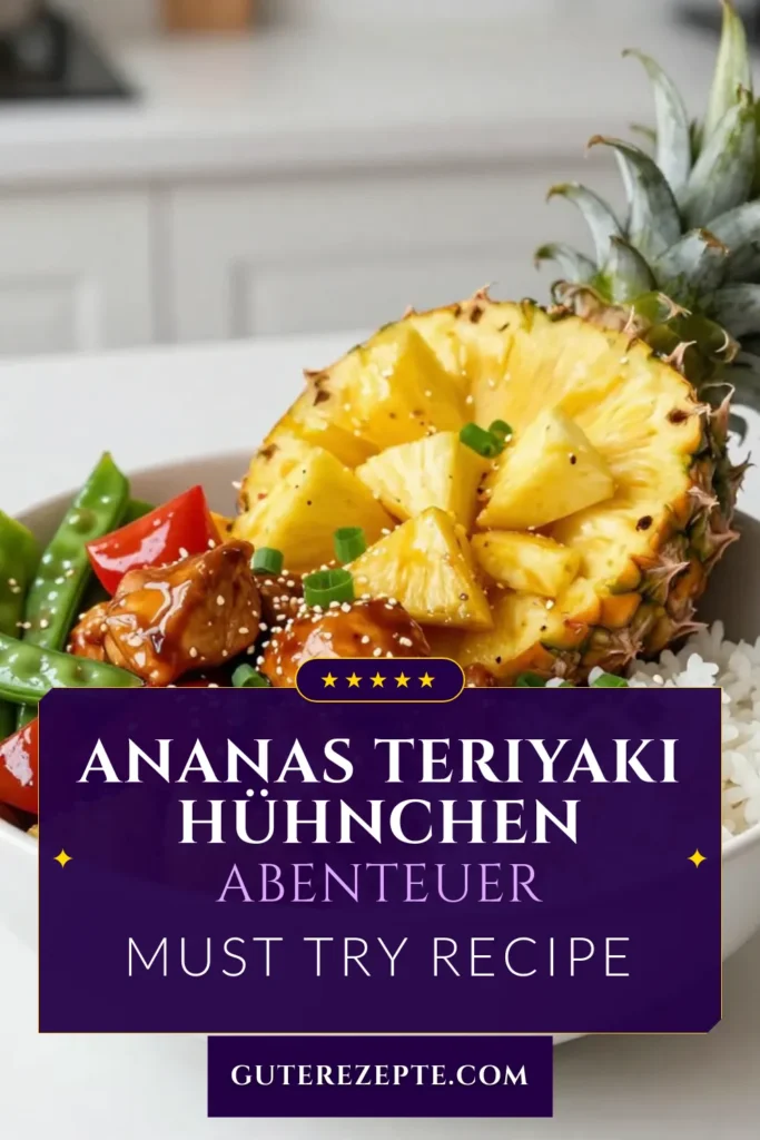 Entdecke unser köstliches Ananas-Teriyaki-Hühnchen, das als gesundes Hühnchen-Rezept in jeder asiatischen Küche nicht fehlen sollte! Dieses einfache Abendessen Rezept vereint saftiges Hühnchen mit süßer Ananas und einer selbstgemachten Teriyaki-Sauce. Perfekt für einen schnellen und gesunden Genuss. Probiere es aus und überrasche deine Familie! Speichere das Rezept für später! #AnanasTeriyaki #einfacheRezepte #gesundessen #asiatischeKüche