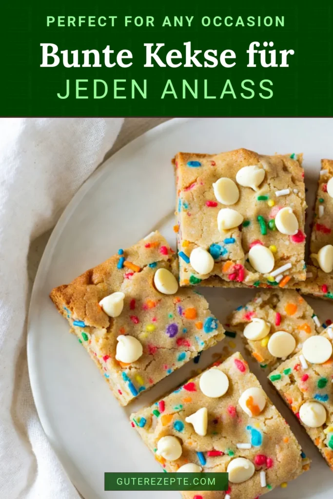 Entdecke das perfekte Rezept für Konfetti Kekse: Diese köstlichen Zucker Riegel sind vollgepackt mit Regenbogenstreuseln und weißen Schokoladenstückchen. Einfach und schnell zubereitet, sind diese einfachen Keksrezepte ideal für jede Feier! Lass dich von diesem süßen Genuss verzaubern und teile die Freude mit Familie und Freunden. Probiere es jetzt aus und genieße! #KonfettiKekse #ZuckerRiegelRezept #RegenbogenstreuselKekse #einfacheKeksrezepte