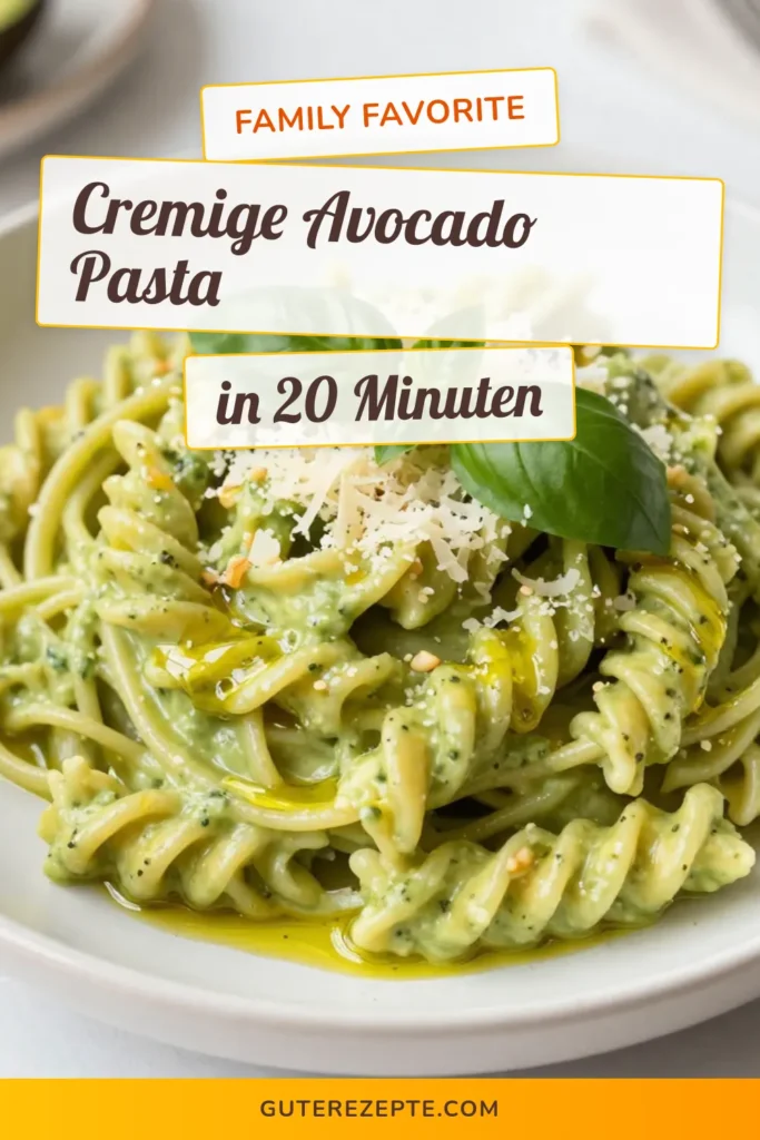 Entdecke unser einfaches veganes Pasta Rezept für cremige Avocado-Pasta! Diese Pasta mit Avocado-Sauce ist nicht nur lecker, sondern auch schnell zubereitet. Mit frischem Basilikum und einer cremigen Konsistenz wird dieses Gericht zum Highlight deiner nächsten Mahlzeit. Perfekt für eine gesunde Ernährung! Probiere es aus und teile dein Ergebnis! #CremigeAvocadoPasta #EinfacheAvocadoPasta #VeganesPastaRezept #PastaMitAvocadoSauce
