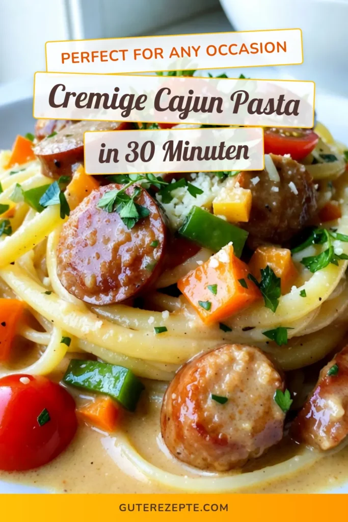 Entdecken Sie unser köstliches Rezept für Cremige Cajun Wurst Pasta! Diese einfache Pasta Rezept kombiniert zarte Fettuccine mit würziger, geräucherter Wurst und einer cremigen Cajun-Sauce. Ideal für Liebhaber scharfer Wurst Pasta und mediterraner Pasta Gerichte. Bereiten Sie ein schnelles Abendessen mit diesem Rezept zu und genießen Sie die Aromen. Jetzt ausprobieren und speichern! #CajunWurstPastaRezept #EinfachePastaRezepte #ScharfeWurstPasta #MediterranePastaGerichte