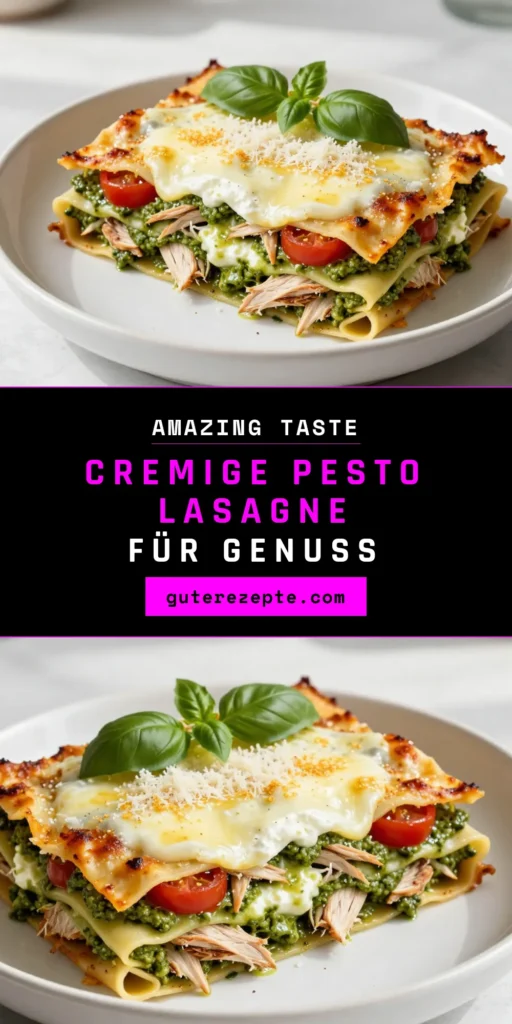 Entdecke das perfekte Rezept für Pesto Hühnchen Lasagne! Diese cremige Lasagne aus Hühnchen und Ricotta ist einfach zuzubereiten und mit frischen Kirschtomaten verfeinert. Ideal für ein schnelles Abendessen. Lass dich von diesem cremigen Lasagne Rezept inspirieren und genieße jede Schicht voller Geschmack. Speichere jetzt dieses Rezept für deine nächste Kochnacht! #PestoHühnchenLasagne #einfacheLasagne #HühnchenLasagne #LasagneMitKirschtomaten