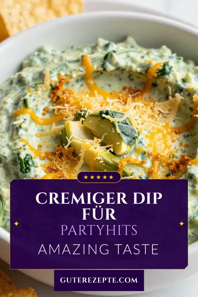 Entdecken Sie unser Rezept für einen cremigen Spinat-Artischocken-Dip, der perfekt für Partys ist! Dieser einfache Dip für Partys kombiniert Spinat und Artischocken zu einem unvergesslichen Geschmackserlebnis. Ideal als Auflauf-Dip Rezept für gesellige Abende! Bereiten Sie diesen köstlichen Spinat Dip ganz einfach zu und beeindrucken Sie Ihre Gäste. Speichern Sie das Rezept jetzt! #SpinatDipRezept #ArtischockenDip #DipFürPartys #CremigerDip