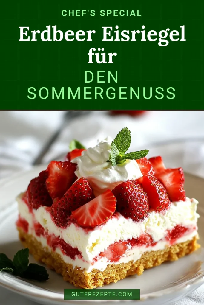 Entdecke das perfekte Sommerdessert mit Erdbeeren – die Erdbeer-Shortcake-Eisriegel! Dieses Rezept für Eisriegel kombiniert frische Erdbeeren und cremiges Vanilleeis für einen erfrischenden Genuss. Einfach zuzubereiten, ist dieses einfache Erdbeerrezept ideal für heiße Tage. Lass dir dieses leckere Dessert nicht entgehen und probiere es aus! #ErdbeerShortcake #EisriegelRezept #Sommerdessert #Erdbeerrezept