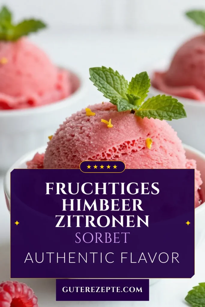 Genießen Sie dieses erfrischende Himbeer-Zitronen-Sorbet, das in nur wenigen Schritten zubereitet werden kann! Unser einfaches Sorbet Rezept kombiniert frische Himbeeren und Zitronensaft für das perfekte hausgemachte Sorbet. Ideal als Zitronen-Himbeer-Dessert an heißen Tagen. Probieren Sie es aus und überzeugen Sie sich selbst! Speichern Sie diesen Pin für das ultimative Sorbet-Erlebnis! #HimbeerZitronenSorbet #SorbetRezept #ErfrischendesDessert #HausgemachtesSorbet