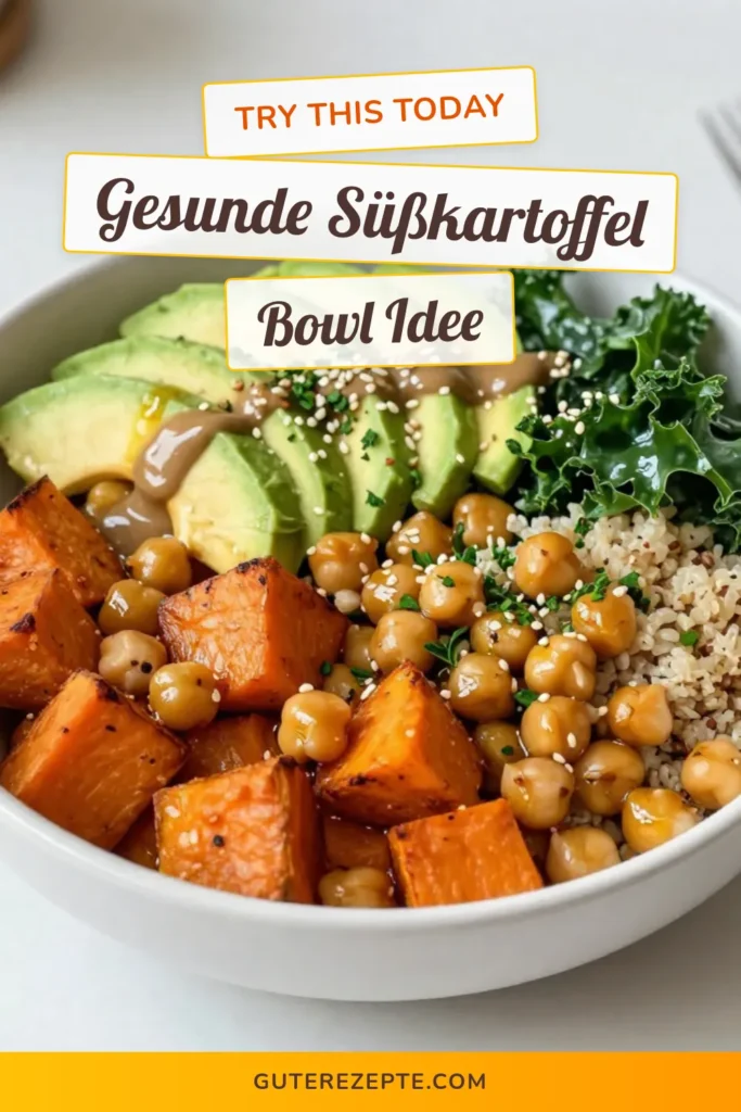 Entdecke das köstliche Rezept für eine Süßkartoffel Kichererbsen Bowl! Diese vegane Buddha Bowl ist nicht nur gesund, sondern auch einfach zuzubereiten. Mit Quinoa, gerösteten Süßkartoffeln, Kichererbsen, Avocado und einer cremigen Tahini Sauce wird jedes Essen zu einem Fest. Probiere unser Buddha Bowl Rezept aus und genieße eine gesunde und nährstoffreiche Mahlzeit! Jetzt nachmachen und speichern! #BuddhaBowl #VeganeRezepte #GesundeErnährung #QuinoaBowls